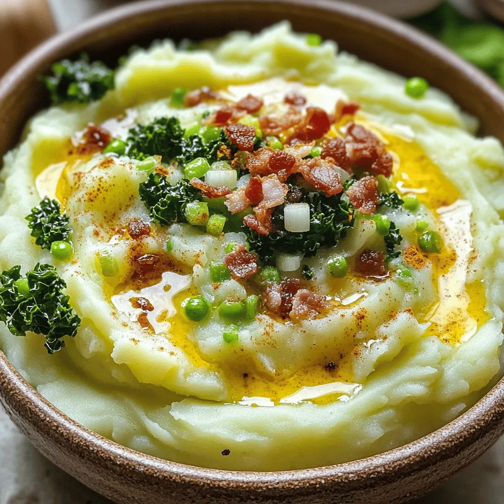 Die Hauptzutaten für Irish Colcannon sind einfach und frisch. Sie bestehen aus Kartoffeln und Kohl. Kartoffeln sind die Basis. Ich empfehle mehligkochende Kartoffeln. Sie machen das Gericht cremig.