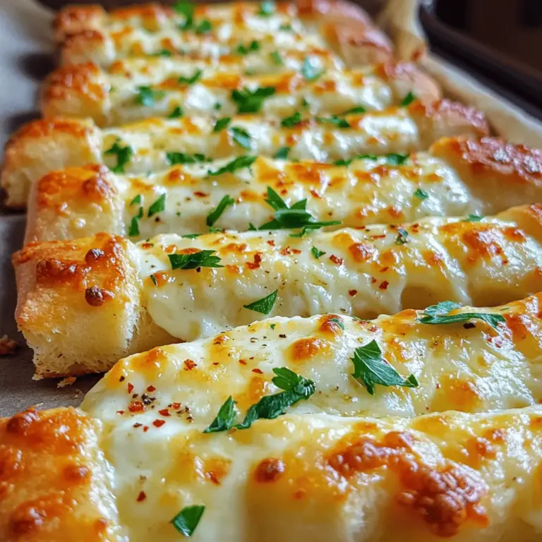 Für diese leckeren Käse-Knoblauch-Stäbchen ist gekühlter Pizzateig perfekt. Er ist leicht zu handhaben und schnell bereit. Du kannst ihn im Supermarkt finden. Wähle eine Packung mit etwa 450 Gramm. Dieser Teig gibt dir die Basis für knusprige und köstliche Stäbchen. Käse macht alles besser. Für diese Stäbchen empfehle ich eine Mischung aus Mozzarella und Parmesan. Mozzarella schmilzt schön und wird goldbraun. Parmesan bringt zusätzlichen Geschmack. Du brauchst eine Tasse geriebenen Mozzarella und eine halbe Tasse geriebenen Parmesan. Diese Käsevarianten machen deine Stäbchen besonders lecker. Die richtige Würze ist wichtig. Du brauchst 4 Esslöffel geschmolzene Butter, 4 fein gehackte Knoblauchzehen und 1 Teelöffel italienische Gewürzmischung. Diese Zutaten geben den Stäbchen den besonderen Kick. Füge auch eine Prise Salz und rote Pfefferflocken hinzu, wenn du es würziger magst. Frische Petersilie am Ende sorgt für Farbe und Frische. Für die Käse-Knoblauch-Stäbchen benötigst du also: - 1 Packung (450 g) gekühlter Pizzateig - 4 Esslöffel ungesalzene Butter, geschmolzen - 4 Knoblauchzehen, fein gehackt - 1 Teelöffel italienische Gewürzmischung - 1 Tasse geriebener Mozzarella-Käse - 1/2 Tasse geriebener Parmesan-Käse - 1/4 Teelöffel rote Pfefferflocken (optional) - Salz nach Geschmack - Frische Petersilie, gehackt zum Garnieren Das sind die Zutaten für meine Käse-Knoblauch-Stäbchen. Du wirst sie lieben! Du kannst das gesamte Rezept [Full Recipe] anschauen, um mehr zu erfahren. Heize deinen Ofen auf 200°C vor. Das ist wichtig, damit die Stäbchen gleichmäßig backen. Lege dein Backblech mit Backpapier aus. So bleibt nichts kleben, und die Reinigung wird einfach. Nimm die Packung mit dem gekühlten Pizzateig. Rolle ihn auf einer leicht bemehlten Fläche aus. Ziel ist ein Rechteck, etwa 0,5 cm dick. In einer kleinen Schüssel mische die geschmolzene Butter, den fein gehackten Knoblauch, die italienische Gewürzmischung, die roten Pfefferflocken und etwas Salz. Rühre alles gut um. Bestreiche dann den Teig gleichmäßig mit dieser Knoblauch-Butter-Mischung. Achte darauf, dass der gesamte Teig bedeckt ist. Streue den geriebenen Mozzarella und den Parmesan gleichmäßig auf den Teig. Sie geben dem Brot den tollen Käsegeschmack. Jetzt schneide den Teig in Streifen, etwa 2,5 cm breit. Du kannst sie gerade schneiden oder in einem Zickzack-Muster für mehr Spaß. Lege die Käse-Stäbchen vorsichtig auf das Backblech. Backe sie dann für 12 bis 15 Minuten. Sie sollten goldbraun und sprudelnd sein. Lass sie kurz abkühlen und garniere sie mit frischer Petersilie. Serviere sie warm. Wenn du mehr Details möchtest, schaue dir das Full Recipe an. Die Knoblauch-Butter-Mischung ist das Herzstück dieser Stäbchen. Verwende frischen Knoblauch für den besten Geschmack. Hacke die Knoblauchzehen fein, damit sich der Geschmack gut verteilt. Mische die Butter, den Knoblauch und die italienische Gewürzmischung sorgfältig. Ein wenig Salz hebt den Geschmack. Wenn du es schärfer magst, füge rote Pfefferflocken hinzu. So bekommst du eine leckere, aromatische Mischung. Für die perfekten Käse-Knoblauch-Stäbchen heize deinen Ofen auf 200°C vor. Backe die Stäbchen 12 bis 15 Minuten lang. Achte darauf, dass sie goldbraun sind und der Käse sprudelt. Jeder Ofen ist anders, also schau regelmäßig nach. Lass die Stäbchen nach dem Backen kurz abkühlen, damit sie nicht zu heiß sind. Serviere die Käse-Knoblauch-Stäbchen warm. Sie sind perfekt als Snack oder Beilage. Du kannst sie mit verschiedenen Dips kombinieren. Marinara-Sauce passt gut dazu. Auch Knoblauch-Aioli ist eine tolle Wahl. Wenn du etwas Frisches willst, probiere einen Joghurt-Dip mit Kräutern. Lass deiner Kreativität freien Lauf! {{image_4}} Für eine leckere vegetarische Variante können Sie den Pizzateig mit frischem Gemüse füllen. Zucchini, Paprika oder Spinat passen gut dazu. Schneiden Sie das Gemüse klein und mischen Sie es mit der Knoblauchbutter. Das gibt den Stäbchen eine tolle Frische. So bleibt der Geschmack stark und die Stäbchen bleiben trotzdem leicht. Wenn Sie etwas mehr Geschmack möchten, fügen Sie Bacon oder Jalapeños hinzu. Für Bacon, braten Sie ihn zuerst knusprig und schneiden Sie ihn in kleine Stücke. Streuen Sie ihn über den Käse, bevor Sie die Stäbchen backen. Für Jalapeños, verwenden Sie frische oder eingelegte. Sie geben den Stäbchen eine scharfe Note. So entsteht eine perfekte Kombination aus Käse und Würze. Für eine glutenfreie Version verwenden Sie glutenfreien Pizzateig. Diese Teige sind heute in vielen Supermärkten erhältlich. Achten Sie darauf, dass die anderen Zutaten ebenfalls glutenfrei sind. So können auch Menschen mit Glutenunverträglichkeit die Käse-Knoblauch-Stäbchen genießen. Sie werden trotzdem knusprig und lecker! Probieren Sie diese Varianten aus. Sie bringen Abwechslung und neuen Geschmack auf Ihren Tisch! Die Käse-Knoblauch-Stäbchen müssen kühl gelagert werden. Legen Sie sie in einen luftdichten Behälter. So bleiben sie frisch. Sie können sie bis zu drei Tage im Kühlschrank aufbewahren. Vor dem Servieren können Sie sie einfach aufwärmen. Das Einfrieren ist eine tolle Option. Lassen Sie die Stäbchen zuerst komplett abkühlen. Wickeln Sie sie dann in Frischhaltefolie ein. Legen Sie sie in einen Gefrierbeutel oder einen luftdichten Behälter. So bleiben sie bis zu drei Monate haltbar. Wenn Sie Hunger haben, nehmen Sie die Stäbchen einfach heraus und lassen Sie sie auftauen. Um die besten Ergebnisse zu erzielen, heizen Sie den Ofen auf 180°C vor. Legen Sie die Stäbchen auf ein Backblech. Backen Sie sie für 8 bis 10 Minuten. So werden sie wieder knusprig und lecker. Alternativ können Sie die Stäbchen auch in der Mikrowelle aufwärmen. Dies geht schneller, aber sie werden nicht so knusprig. Um die besten Käse-Knoblauch-Stäbchen zu machen, beginne mit frischen Zutaten. Wähle hochwertigen Pizzateig aus. Ich empfehle, ihn dünn auszurollen. Achte darauf, die Knoblauchbutter gleichmäßig zu verteilen. Nutze viel Käse für den besten Geschmack. Mozzarella und Parmesan harmonieren perfekt. Backe die Stäbchen, bis sie goldbraun sind. Lass sie danach etwas abkühlen. So bleiben sie knusprig und lecker. Fertige Käse-Knoblauch-Stäbchen findest du in vielen Supermärkten. Schau in der Tiefkühlabteilung nach. Oft gibt es verschiedene Marken und Geschmäcker. Du kannst auch lokale Pizzerien oder Bäckereien fragen. Diese bieten manchmal frisch gebackene Optionen an. Achte auf die Zutatenliste, um die beste Qualität zu wählen. Käse-Knoblauch-Stäbchen sind im Kühlschrank etwa drei bis vier Tage haltbar. Stelle sicher, dass sie in einem luftdichten Behälter sind. Wenn du sie länger aufbewahren willst, friere sie ein. So bleiben sie bis zu drei Monate frisch. Zum Aufwärmen, backe sie kurz im Ofen für besten Genuss. Du kannst sie auch in der Mikrowelle aufwärmen, aber sie werden dann weniger knusprig. Zusammenfassend haben wir gelernt, wie man leckere Käse-Knoblauch-Stäbchen zubereitet. Wir haben die besten Zutaten betrachtet, die Schritte zur Zubereitung erklärt und Tipps zur perfekten Backzeit gegeben. Außerdem haben wir Variationen und Lagerungshinweise geteilt. Diese einfachen Käse-Stäbchen sind toll für jeden Snack oder Party. Experimentiere mit verschiedenen Zutaten und finde deinen Lieblingsgeschmack. Bereite sie gut vor, und genieße jeden Bissen!