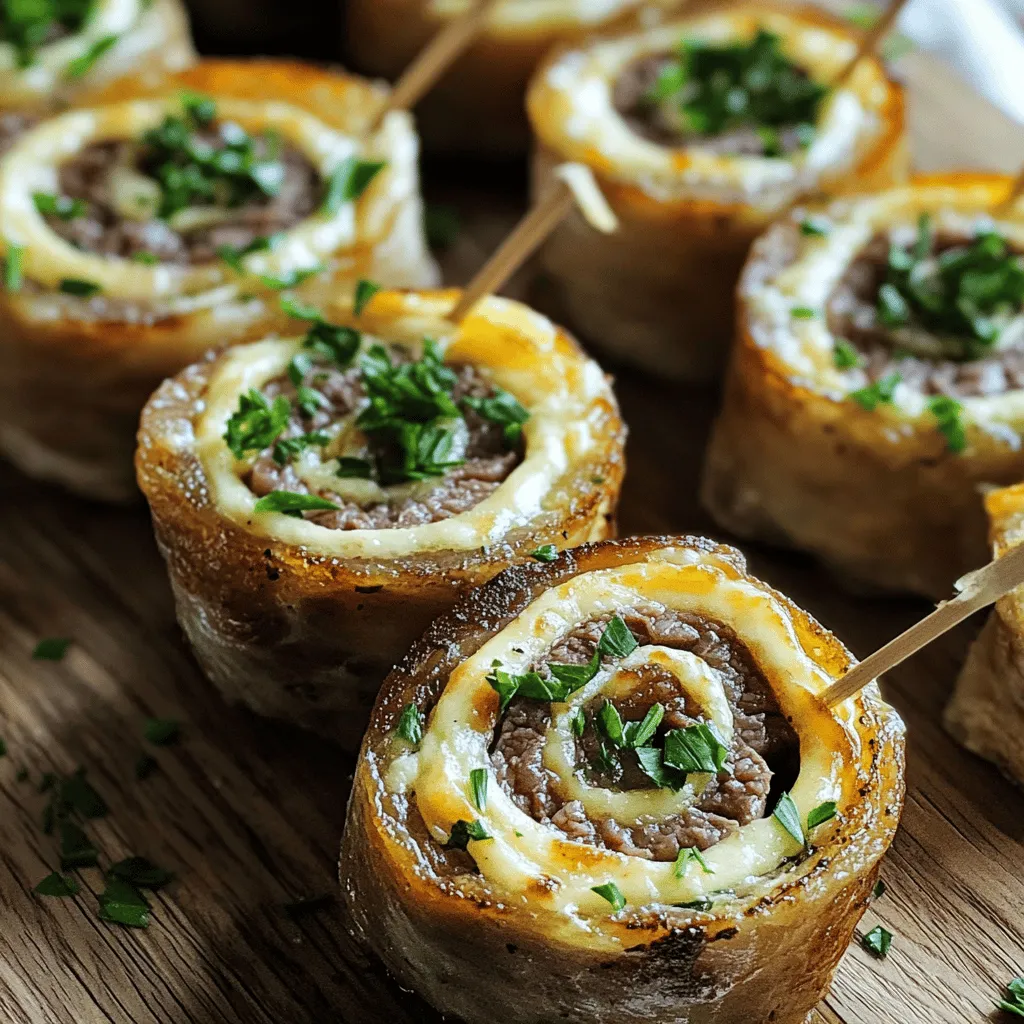 Für Steak Pinwheels benötigst du folgende Hauptzutaten: - 500 g Rinderfilet, dünn aufgeschnitten - 100 g Frischkäse - 50 g Gouda, gerieben - 2 Knoblauchzehen, gehackt - 1 Handvoll frische Petersilie, fein gehackt - 1 Handvoll frischer Schnittlauch, fein gehackt - Salz und Pfeffer nach Geschmack - 2 Esslöffel Olivenöl - Zahnstocher oder Küchengarn