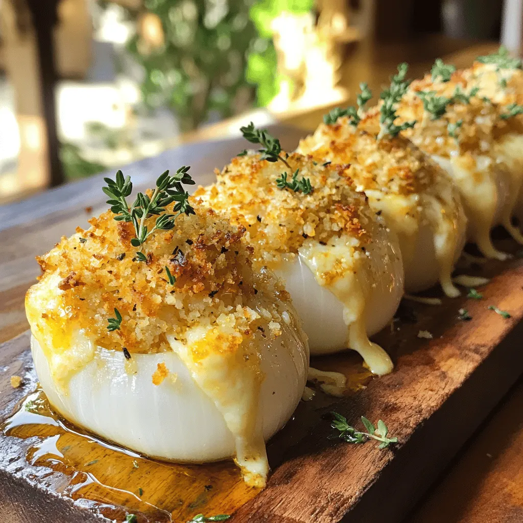 Um Fiori di cipolla al forno zuzubereiten, benötigen Sie einige einfache Zutaten. Die Hauptzutat sind große Zwiebeln, etwa vier Stück. Sie brauchen auch 200 g geriebenen Käse wie Pecorino oder Parmesan. Semmelbrösel, Knoblauch, Olivenöl, frische Kräuter und Gewürze sind ebenfalls wichtig. Diese helfen, den Zwiebeln viel Geschmack zu geben.
