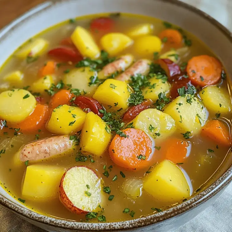 Die Wurstsuppe ist ein einfaches und nahrhaftes Gericht. Sie braucht frische und schmackhafte Zutaten.