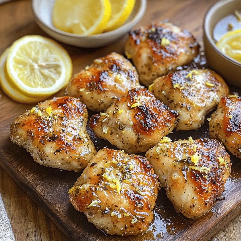 Für die Lemon Garlic Chicken Bites brauchst du folgende Zutaten: - 500 g Hähnchenbrustfilet, in Stücke geschnitten - 3 Knoblauchzehen, fein gehackt - 2 Zitronen (Saft und Abrieb) - 3 Esslöffel Olivenöl - 1 Teelöffel Honig - 1 Teelöffel Paprika (geräuchert oder süß) - 1 Teelöffel getrockneter Oregano - Salz und Pfeffer nach Geschmack - Frische Petersilie zum Garnieren