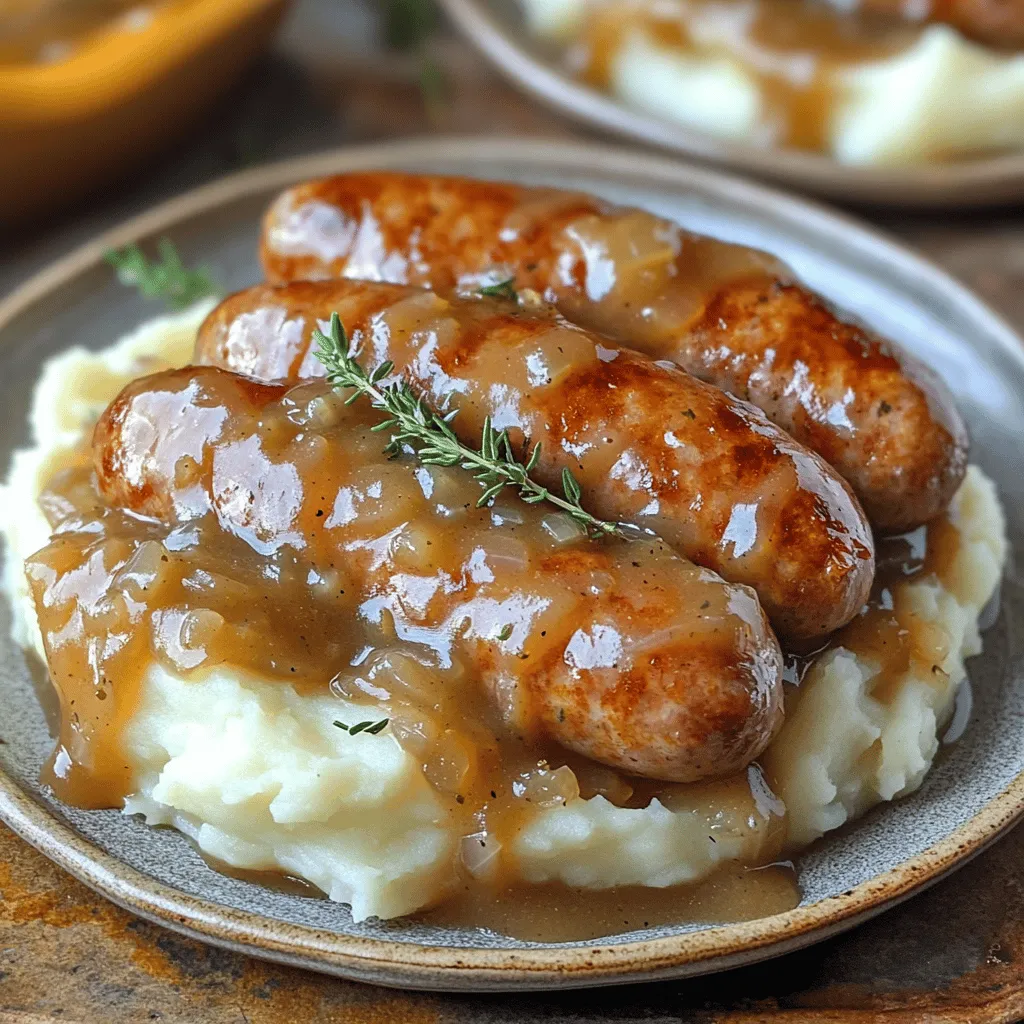 Die Hauptzutaten für Bangers and Mash sind einfach und herzhaft. Hier ist, was Sie brauchen: - 6 Wurstchen (Schweine- oder Rinderwürste) - 800 g Kartoffeln, geschält und gewürfelt - 2 große Zwiebeln, in dünne Ringe geschnitten