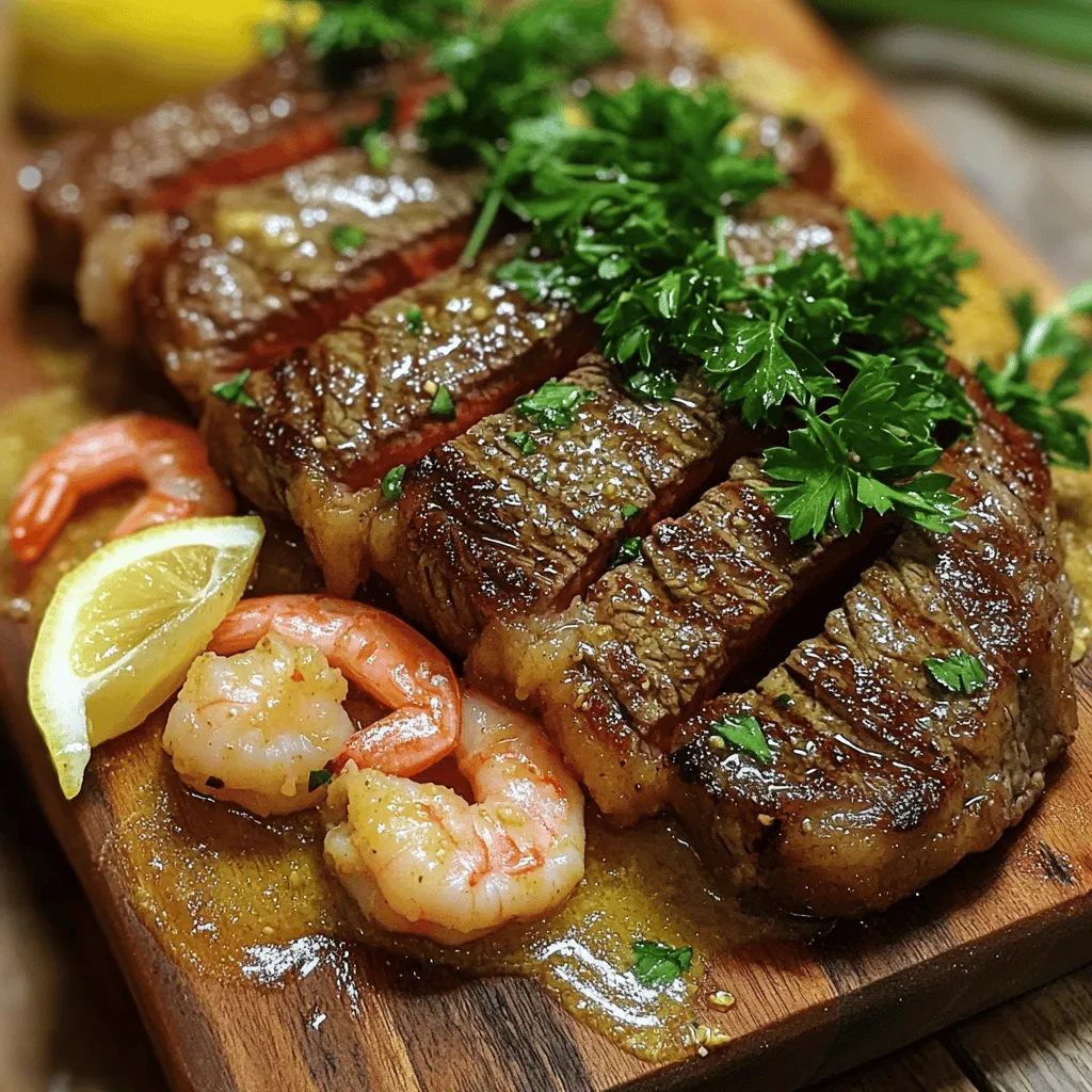 Um ein köstliches Knoblauch-Butter Steak und Garnelen zuzubereiten, benötigst du die folgenden Hauptzutaten: