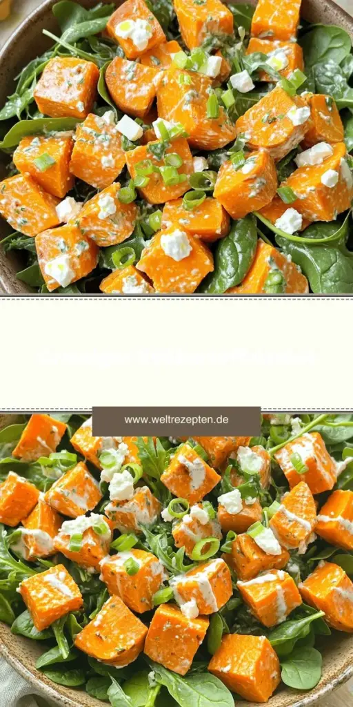 Entdecke den perfekten cremigen Süßkartoffelsalat mit Blattgemüse, der gesund und einfach zuzubereiten ist! Dieser nahrhafte Salat kombiniert köstliche Süßkartoffeln mit frischem Spinat und Rucola sowie einem cremigen Dressing aus griechischem Joghurt. Ideal als Beilage oder leichtes Hauptgericht, wird er deine Mahlzeiten auf die nächste Ebene heben. Klicke jetzt, um das vollständige Rezept zu entdecken und deinen Tisch mit frischen Aromen zu bereichern!