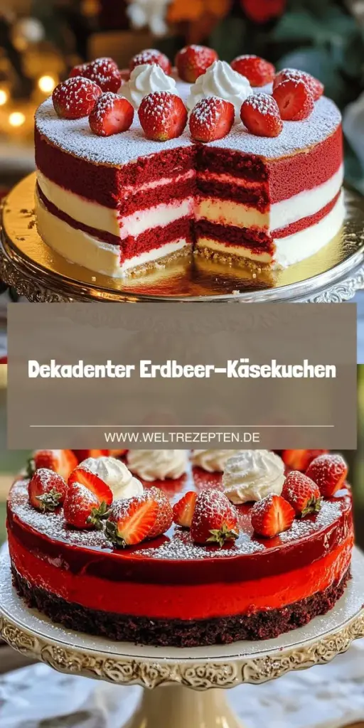 Entdecke das köstliche Rezept für einen dekadenten Red Velvet Strawberry Cheesecake! Dieser verführerische Kuchen kombiniert die cremige Textur von Frischkäse mit frischen Erdbeeren und einer einzigartigen roten Velvet Note. Perfekt für jeden Anlass, von Feiern bis zum persönlichen Genuss. Lass dich inspirieren und klicke hier, um das vollständige Rezept mit einfachen Schritten und tollen Tipps zu entdecken. Dein Traum-Dessert wartet auf dich!