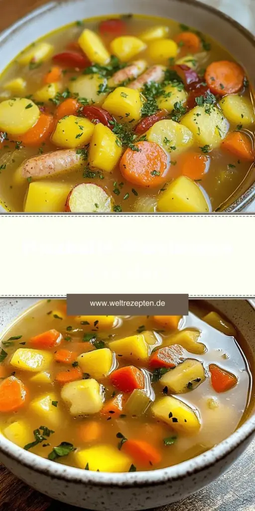 Entdecke das perfekte Rezept für eine wärmende Wurstsuppe, die ankalten Tagen für Wohlfühlmomente sorgt! Mit besten Zutaten wie Mettenden, frischem Gemüse und aromatischen Gewürzen zauberst du im Handumdrehen ein herzhaftes Gericht. Lerne einfache Zubereitungstipps und köstliche Variationen kennen. Lass dich inspirieren und klicke jetzt, um das vollständige Rezept zu erkunden und deine eigene Wurstsuppe zu genießen!