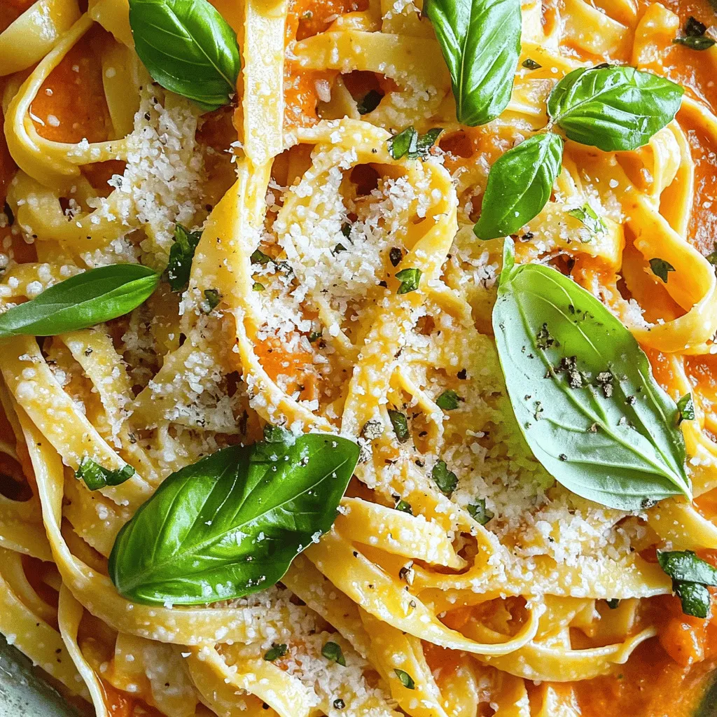 Für die cremige Tomaten-Basilikum-Pasta brauche ich einige Hauptzutaten. Diese Zutaten machen das Gericht besonders lecker und aromatisch. Hier sind sie: - 340 g Pasta (Fettuccine oder Penne) - 2 Esslöffel Olivenöl - 4 Knoblauchzehen, fein gehackt - 1 Dose (400 g) gewürfelte Tomaten, abgetropft - 240 ml Schlagsahne - 1 Teelöffel Zucker (optional) - 1 Teelöffel getrockneter Oregano - 1/2 Teelöffel rote Paprikaflocken - Salz und Pfeffer nach Geschmack - 1 Tasse frische Basilikumblätter, gehackt - 50 g geriebener Parmesan Diese Zutaten geben der Pasta ihren tollen Geschmack und die perfekte Cremigkeit. Manchmal möchte ich etwas Abwechslung. Hier sind einige alternative Zutaten, die ich verwenden kann: - Vollkornpasta: Diese ist gesünder und hat mehr Ballaststoffe. - Gemüsebrühe: Statt Wasser zum Kochen der Pasta kann ich Brühe verwenden. So wird die Pasta noch schmackhafter. - Kokosmilch: Für eine noch cremigere Soße kann ich Kokosmilch anstelle von Schlagsahne benutzen. Diese Alternativen bieten neue Geschmäcker und helfen mir, gesünder zu kochen. Gewürze machen das Gericht lebendig. Hier sind die wichtigsten Gewürze und ihre Wirkung: - Oregano: Gibt der Soße einen mediterranen Geschmack und passt gut zu Tomaten. - Rote Paprikaflocken: Sie sorgen für eine angenehme Schärfe. Ich kann die Menge nach meinem Geschmack anpassen. - Zucker: Er hilft, die Säure der Tomaten auszugleichen. Durch die richtigen Gewürze wird meine cremige Tomaten-Basilikum-Pasta zu einem echten Genuss. Wenn du mehr über die Zubereitung erfahren möchtest, schaue dir das Full Recipe an. Um die perfekte Pasta zu machen, beginne mit einem großen Topf. Fülle ihn mit Wasser und bringe es zum Kochen. Füge eine Prise Salz hinzu. Gib die Pasta hinein und koche sie al dente. Das bedeutet, sie sollte noch einen leichten Biss haben. Vergiss nicht, eine Tasse Nudelwasser aufzuheben, bevor du die Pasta abgießt. Dieses Wasser ist wertvoll für die Soße. In einer großen Pfanne erhitze 2 Esslöffel Olivenöl bei mittlerer Hitze. Füge die fein gehackten Knoblauchzehen hinzu. Brate den Knoblauch etwa eine Minute lang an. Achte darauf, dass er nicht anbrennt, da er sonst bitter wird. Jetzt kommen die gewürfelten Tomaten. Rühre sie gut ein und lasse sie 4-5 Minuten köcheln. Dies hilft, die Aromen zu verbinden. Dann ist es Zeit für die Schlagsahne. Gieße sie langsam in die Pfanne und rühre gut um. Wenn die Soße zu dick ist, füge etwas von dem Nudelwasser hinzu, bis sie die richtige Konsistenz hat. Jetzt ist der aufregendste Teil dran! Gib die gekochte Pasta direkt in die Soße. Mische alles gut durch, damit die Pasta gleichmäßig bedeckt ist. Füge den frisch gehackten Basilikum und den Parmesan dazu. Rühre weiter, bis der Käse schmilzt und die Soße schön cremig wird. Serviere die Pasta auf Tellern und garniere sie mit extra Basilikum und Parmesan. Für das vollständige Rezept und genaue Mengenangaben, schau dir die gesamte Anleitung an! Um die perfekte Cremigkeit zu erreichen, nutze Schlagsahne. Sie macht die Soße reichhaltig und glatt. Falls du eine leichtere Option suchst, probiere Kokosnusscreme. Das sorgt für einen tollen Geschmack. Achte darauf, das Nudelwasser zu verwenden. Es enthält Stärke, die hilft, die Soße zu binden. Um Zeit zu sparen, koche die Pasta gleichzeitig mit der Soße. Während die Pasta kocht, kannst du die Soße vorbereiten. Das spart dir etwa 10 Minuten. Bereite alles vorher vor, so hast du alles griffbereit. Das macht das Kochen schneller und einfacher. Ein häufiger Fehler ist, die Soße zu dick zu machen. Füge immer etwas Nudelwasser hinzu, um die Konsistenz anzupassen. Achte darauf, den Knoblauch nicht zu verbrennen. Das kann bitter schmecken. Zu viel Salz kann das Gericht ruinieren. Probiere die Soße vor dem Servieren. Wenn du die richtigen Schritte befolgst, bekommst du die beste cremige Tomaten-Basilikum-Pasta. Du findest das komplette Rezept hier: [Full Recipe]. {{image_4}} Möchtest du deiner cremigen Tomaten-Basilikum-Pasta mehr Protein geben? Hühnchen oder Garnelen sind große Optionen. Brate das Hühnchen in Stücke und füge es während der Soßenzubereitung hinzu. Wenn du Garnelen verwendest, füge sie einfach in den letzten Minuten der Kochzeit hinzu. Beide Optionen machen die Pasta sättigender und leckerer. Für eine vegane Version der Pasta kannst du die Schlagsahne durch Kokosmilch oder Cashew-Sahne ersetzen. Verwende auch vegane Pasta und lasse den Parmesan weg oder ersetze ihn durch einen pflanzlichen Käse. Diese Anpassungen zeigen, dass du beim Kochen flexibel sein kannst, ohne auf den Geschmack zu verzichten. Die Verwendung saisonaler Zutaten bringt frische Aromen in deine Pasta. Im Frühling kannst du Spargel oder Erbsen hinzufügen. Im Sommer sind frische Tomaten und Zucchini ideal. Im Herbst darf Kürbis nicht fehlen, und im Winter kannst du Spinat oder Grünkohl verwenden. Diese Zutaten machen das Gericht noch bunter und gesünder. Für die vollständige Rezeptur deiner cremigen Tomaten-Basilikum-Pasta, schau dir das Rezept an! Wenn du Pasta übrig hast, lagere sie in einem luftdichten Behälter. Lass die Pasta zuerst auf Raumtemperatur abkühlen. So trocknet sie nicht aus. Du kannst auch etwas Olivenöl hinzufügen, damit die Pasta nicht klebt. Achte darauf, sie innerhalb von drei bis vier Tagen zu essen. Um die Pasta wieder aufzuwärmen, benutze eine Pfanne oder die Mikrowelle. In der Pfanne, füge etwas Wasser oder Brühe hinzu und erhitze sie bei mittlerer Hitze. Rühre die Pasta regelmäßig um. In der Mikrowelle kannst du sie in einem mikrowellengeeigneten Behälter mit einem Deckel aufwärmen. Füge ein paar Esslöffel Wasser hinzu, damit sie nicht austrocknet. Erhitze sie in kurzen Intervallen von 30 Sekunden. Die Haltbarkeit von übrig gebliebener Pasta beträgt etwa drei bis vier Tage im Kühlschrank. Du kannst auch eine große Portion machen und die Reste für später einfrieren. Friere die Pasta in Portionen ein und genieße sie später. So vermeidest du Lebensmittelverschwendung. Wenn du die Pasta aufbewahrst, denke daran, sie gut zu verpacken. So bleibt der Geschmack frisch. Um die cremige Tomaten-Basilikum-Pasta vegan zu machen, ersetzen Sie die Schlagsahne. Verwenden Sie stattdessen Kokosmilch oder eine pflanzliche Sahne. Diese Alternativen sorgen für die nötige Cremigkeit. Zudem lässt sich Parmesan durch Hefeflocken ersetzen. Dies gibt einen herzhaften, käsigen Geschmack. Achten Sie darauf, dass die Pasta auch vegan ist, ohne Eier. Ja, frische Tomaten sind eine tolle Wahl! Sie geben der Pasta einen frischen Geschmack. Wenn Sie frische Tomaten nutzen, wählen Sie reife Sorten. Diese haben mehr Geschmack und Saft. Würfeln Sie die Tomaten und braten Sie sie, bis sie weich sind. Dies dauert etwa 5-7 Minuten. Frische Tomaten können die Soße auch etwas weniger dick machen. Passen Sie die Menge an Nudelwasser an, um die gewünschte Konsistenz zu erreichen. Zu cremiger Tomaten-Basilikum-Pasta passen viele Beilagen. Ein einfacher grüner Salat mit Vinaigrette ist perfekt. Auch geröstetes Gemüse ist eine gute Wahl. Dazu können Sie Knoblauchbrot servieren. Es ergänzt die Aromen der Pasta wunderbar. Für eine extra Portion Protein, servieren Sie gegrilltes Hühnchen oder Garnelen. Diese Beilagen machen das Gericht noch leckerer! Cremige Tomaten-Basilikum-Pasta ist einfach und lecker. Wir haben die Hauptzutaten, Alternativen und Gewürze besprochen. Du weißt jetzt, wie man die Pasta kocht und die Soße perfekt zubereitet. Achte auf die Tipps für die beste Konsistenz und spare Zeit beim Kochen. Denk auch an Variationen mit mehr Protein oder saisonalen Zutaten. Vergiss nicht, wie du Reste richtig lagerst. Dieses Gericht ist vielseitig und einfach anzupassen. Nutze die Informationen, um das Beste aus deinem Essen zu machen!