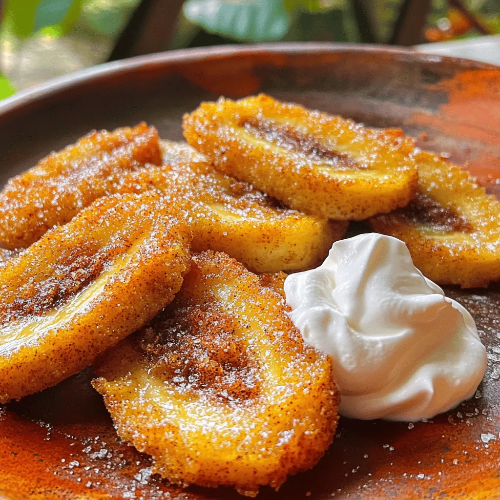 Um frittierte Bananen mit braunem Zucker zu machen, brauchen Sie folgende Zutaten: - 2 reife Bananen - 120 g Weizenmehl - 30 g Speisestärke - 1/4 Teelöffel Salz - 1/2 Teelöffel Backpulver - 120 ml Wasser (nach Bedarf anpassen) - 50 g brauner Zucker (fest gepackt) - 1/4 Teelöffel Zimt (optional) - Öl zum Frittieren - Schlagsahne oder Vanilleeis zum Servieren (optional) Die Auswahl der Bananen ist wichtig. Wählen Sie reife, aber feste Bananen. Sie sollten leicht gelb sein und ein paar kleine braune Flecken haben. Diese Bananen sind süß und geben einen tollen Geschmack. Achten Sie darauf, dass die Bananen nicht überreif sind. Zu weiche Bananen zerfallen beim Frittieren. Verwenden Sie frisches Weizenmehl für einen guten Teig. Die Speisestärke sorgt dafür, dass die Bananen extra knusprig werden. Der braune Zucker gibt den Bananen eine angenehme Süße und einen tollen Karamellgeschmack. Zimt ist eine optionale Zutat, die einen warmen Geschmack hinzufügt. Sie können auch andere Süßungsmittel ausprobieren. Wenn Sie nach einer gesünderen Option suchen, können Sie den Zucker reduzieren oder Alternativen verwenden. Für das Frittieren ist es wichtig, genug Öl zu verwenden. So werden die Bananen gleichmäßig gar. Sie können Pflanzenöl oder Erdnussöl verwenden. Diese Öle haben einen hohen Rauchpunkt. Das bedeutet, dass sie sich gut zum Frittieren eignen. Zuerst schälen Sie die Bananen. Verwenden Sie reife Bananen, die weich sind. Schneiden Sie sie dann in etwa 2,5 cm dicke Scheiben. Legen Sie die geschnittenen Bananen beiseite. Diese Scheiben sind die Grundlage für Ihr leckeres Gericht. Jetzt kommen wir zum Teig. Nehmen Sie eine Rührschüssel. Geben Sie 120 g Weizenmehl, 30 g Speisestärke, 1/4 Teelöffel Salz und 1/2 Teelöffel Backpulver hinein. Mischen Sie alles gut. Fügen Sie dann 120 ml Wasser nach und nach hinzu. Rühren Sie, bis der Teig glatt ist. Der Teig sollte dicker als Pfannkuchenteig sein. Passen Sie die Konsistenz nach Bedarf an. Erhitzen Sie Öl in einer tiefen Pfanne. Die Hitze sollte mittel sein. Um zu testen, ob das Öl bereit ist, lassen Sie einen Tropfen Teig hineinfallen. Wenn er zischt, ist es Zeit. Tauchen Sie die Bananenscheiben in den Teig. Stellen Sie sicher, dass sie vollständig bedeckt sind. Legen Sie sie vorsichtig in das heiße Öl. Frittieren Sie die Bananen für 2-3 Minuten pro Seite. Sie sollten goldbraun und knusprig sein. Heben Sie sie mit einem Schaumlöffel heraus und lassen Sie sie auf Küchenpapier abtropfen. Bestreuen Sie die warmen Bananen mit der Mischung aus braunem Zucker und Zimt. Servieren Sie sie sofort, pur oder mit Sahne oder Eis. Für die vollständige Anleitung und alle Details, schauen Sie sich das Full Recipe an. Beim Frittieren von Bananen gibt es einige häufige Fehler. Vermeide es, die Bananen zu dick zu schneiden. Dünnere Scheiben frittieren besser und werden knuspriger. Achte darauf, dass das Öl heiß genug ist, bevor du die Bananen hineinlegst. Ist das Öl nicht heiß genug, saugen die Bananen das Öl auf und werden matschig. Frittiere in kleinen Chargen. Zu viele Bananen auf einmal können die Temperatur senken. Die beste Temperatur zum Frittieren liegt bei etwa 170°C. Verwende ein Thermometer, um sicherzustellen, dass das Öl heiß genug ist. Wenn das Öl raucht, ist es zu heiß. Du kannst auch einen kleinen Teigklumpen ins Öl geben. Wenn er sofort hochkommt und blubbert, ist das Öl bereit. Stelle sicher, dass du genügend Öl in der Pfanne hast, damit die Bananen schwimmen können. Um die Bananen knusprig zu halten, lege sie nach dem Frittieren auf Küchenpapier. So saugen sie überschüssiges Öl auf. Bestreue sie sofort mit der Mischung aus braunem Zucker und Zimt. Dadurch schmilzt der Zucker leicht und haftet besser. Serviere die frittierten Bananen sofort. Wenn du sie länger aufbewahrst, können sie weich werden. Du kannst auch eine Mischung aus Mehl und Speisestärke verwenden, um den Teig knuspriger zu machen. {{image_4}} Frittierte Bananen sind schon lecker, aber du kannst sie noch besser machen! Probiere verschiedene Toppings aus. Hier sind einige süße Ideen: - Schokoladensauce: Ein Spritzer Schokolade macht alles besser! - Kokosraspeln: Füge geröstete Kokosraspeln für einen tropischen Geschmack hinzu. - Erdnussbutter: Ein Klecks Erdnussbutter bringt Cremigkeit und tollen Geschmack. - Honig: Ein bisschen Honig sorgt für zusätzlichen süßen Kick. Jede dieser Varianten macht deine frittierten Bananen zu einem besonderen Genuss. Experimentiere und finde deine Lieblingskombination! Möchtest du etwas anderes? Probiere herzhaft gefüllte Bananen! Hier sind einige Ideen: - Käse: Fülle die Bananen mit etwas Käse. Der schmelzende Käse ist einfach köstlich. - Hackfleisch: Verwende gewürztes Hackfleisch für einen herzhaften Snack. - Gemüse: Fülle die Bananen mit sautiertem Gemüse für einen gesunden Genuss. Herzhafte gefüllte Bananen sind eine tolle Abwechslung. Sie sind perfekt für ein schnelles Mittagessen oder einen Snack. Wenn du auf Zucker verzichten möchtest, gibt es viele Alternativen. Hier sind einige gesunde Optionen: - Kokosblütenzucker: Dieser Zucker hat einen niedrigeren glykämischen Index. - Honig: Honig ist süß und enthält Antioxidantien. - Ahornsirup: Er fügt einen einzigartigen Geschmack hinzu und ist eine natürliche Süße. Diese Alternativen machen deine frittierten Bananen nicht nur lecker, sondern auch gesünder. Du kannst deine Frittierte Bananenfreude mit Braunzucker genießen, ohne schlechtes Gewissen! Frittierte Bananen sind am besten frisch. Lagern Sie sie in einem luftdichten Behälter. So bleiben sie einen Tag lang knusprig. Nach einem Tag werden sie weich. Sie können sie auch im Kühlschrank aufbewahren, aber denken Sie daran, dass die Textur leidet. Genießen Sie sie daher am besten sofort nach der Zubereitung. Wenn Sie die frittierten Bananen aufwärmen möchten, nutzen Sie den Ofen. Heizen Sie den Ofen auf 180 Grad Celsius vor. Legen Sie die Bananen auf ein Backblech. Backen Sie sie für etwa 5 bis 10 Minuten. So werden sie etwas knuspriger, aber nicht wie frisch frittiert. Mikrowellen sind nicht ideal, da die Bananen dort matschig werden. Um Sumpfigkeit zu vermeiden, frittieren Sie die Bananen in kleinen Mengen. So bleibt die Hitze konstant. Achten Sie darauf, dass das Öl heiß genug ist. Ein guter Test ist ein Tropfen Teig. Wenn er sofort zischt, ist das Öl bereit. Lassen Sie die frittierten Bananen nach dem Frittieren auf Küchenpapier abtropfen. Das hilft, überschüssiges Öl zu entfernen. Frittierte Bananen sind am besten frisch. Wenn Sie sie aufbewahren möchten, lagern Sie sie in einem luftdichten Behälter. Sie bleiben 1-2 Tage gut. Sie können sie im Kühlschrank aufbewahren, aber sie verlieren etwas Knusprigkeit. Ja, Sie können die Bananen im Luftfritteuse zubereiten! Stellen Sie die Temperatur auf 180 Grad Celsius ein. Frittieren Sie sie etwa 8-10 Minuten lang. Wenden Sie die Bananen nach der Hälfte der Zeit, um eine gleichmäßige Bräunung zu erreichen. Es gibt viele leckere Beilagen. Hier sind einige Ideen: - Schlagsahne - Vanilleeis - Karamellsauce - Nüsse oder Mandeln - Frische Früchte Diese Beilagen machen den Genuss noch besser! Wenn Sie mehr über die Zubereitung erfahren möchten, sehen Sie sich die [Full Recipe] an. Zusammenfassend haben wir die besten Zutaten für frittierte Bananen besprochen. Die Auswahl guter Bananen ist entscheidend, ebenso wie die Zubereitung des Teigs. Wir haben auch Tipps gegeben, wie man Fehler vermeidet und die perfekten frittierten Bananen zubereitet. Denken Sie daran, Spaß mit Variationen zu haben und kreativ zu sein. Ich hoffe, Sie fühlen sich bereit, diese köstlichen Snacks selbst zuzubereiten und zu genießen.