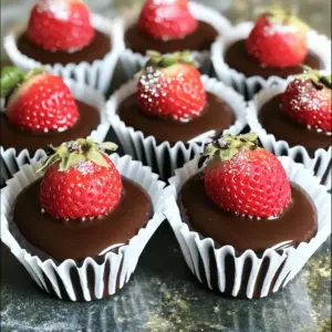 Hier sind die Zutaten, die du für die Schokoladenüberzogenen Erdbeerschalen brauchst: - 1 Tasse frische Erdbeeren, geputzt - 1 Tasse Zartbitterschokoladenstückchen - 1/2 Tasse Schlagsahne - 1/4 Tasse Puderzucker - 1 Teelöffel Vanilleextrakt - 12 Mini-Muffin-Förmchen - Meersalz oder essbarer Glitzer zur Dekoration (optional) Frische Erdbeeren sind der Schlüssel zu diesem Rezept. Wähle Erdbeeren, die rot und fest sind. Sie sollten keinen Druck oder dunkle Flecken haben. Achte auch darauf, dass die Blätter grün und frisch aussehen. Die besten Erdbeeren kommen in der Saison, also kaufe sie im Sommer, wenn sie am süßesten sind. Wasche die Erdbeeren gut, bevor du sie verwendest. Das entfernt Schmutz und Pestizide. Trockne sie danach gründlich, damit die Schokolade besser haftet. Für die Schokoladenüberzüge nutze Zartbitterschokolade. Sie hat den perfekten, reichen Geschmack. Du kannst auch Vollmilchschokolade verwenden, wenn du es süßer magst. Achte darauf, dass du gute Qualität kaufst. Schokolade mit einem hohen Kakaoanteil hat mehr Geschmack. Du kannst auch Schokoladenstückchen nutzen, die das Schmelzen erleichtern. Vermeide billige Schokolade, da sie oft weniger Geschmack hat und nicht gut schmilzt. Wenn du eine besondere Note möchtest, probiere aromatisierte Schokolade oder solche mit zusätzlichen Zutaten. Zuerst wasche die Erdbeeren gut. Entferne die grünen Blätter und achte darauf, dass sie trocken sind. Nasse Erdbeeren machen es schwer, die Schokolade gut zu halten. Nimm eine mikrowellengeeignete Schüssel. Füge die Zartbitterschokoladenstückchen und die Schlagsahne hinzu. Erhitze die Mischung in der Mikrowelle. Mache das in 30-Sekunden-Intervallen. Rühre zwischendurch um, bis die Schokolade ganz geschmolzen ist. Stelle die Mini-Muffinförmchen in ein Muffin-Blech. Das gibt ihnen Halt. Fülle jede Form halb voll mit der Schokoladen-Ganache. Verwende dafür einen Löffel oder einen kleinen Spritzbeutel. Jetzt kommt der spannende Teil! Drücke eine Erdbeere aufrecht in jedes gefüllte Förmchen. Gieße die restliche Ganache über die Erdbeeren. Achte darauf, dass sie ganz umschlossen sind. Stelle das Muffin-Blech in den Kühlschrank. Lass es mindestens eine Stunde kalt werden. Nach dem Festwerden ziehe die Muffinförmchen vorsichtig ab. Du kannst auch etwas Meersalz oder essbaren Glitzer darauf streuen. Das sieht toll aus! Für das gesamte Rezept kannst du auf den [Full Recipe] Link klicken. Um die Schokolade perfekt zu machen, achte auf die Qualität. Verwende Zartbitterschokolade, die mindestens 70 % Kakao enthält. Diese Schokolade hat einen reichen Geschmack. Schmelze die Schokolade langsam in der Mikrowelle. Erhitze sie in 30-Sekunden-Intervallen. Rühre die Mischung gut um, damit sie gleichmäßig schmilzt. So vermeidest du Klumpen und eine Überhitzung. Ein häufiger Fehler ist, die Erdbeeren nicht richtig zu trocknen. Wenn sie feucht sind, haftet die Schokolade nicht gut. Ein weiterer Fehler kann zu heißes Schmelzen sein. Dies kann die Schokolade verbrennen und bitter machen. Wenn die Schokolade zu dick ist, füge etwas mehr Sahne hinzu. Rühre gut um, um die Konsistenz zu verbessern. Bewahre die Schokoladenüberzogenen Erdbeerschalen im Kühlschrank auf. Stelle sicher, dass sie in einem luftdichten Behälter sind. So bleiben sie frisch und lecker. Vermeide direkte Sonneneinstrahlung, da dies die Schokolade schmelzen kann. Bei richtiger Lagerung halten sie sich bis zu einer Woche. {{image_4}} Verwendung anderer Schokoladensorten Du kannst auch andere Schokoladensorten verwenden. Vollmilchschokolade gibt einen süßeren Geschmack. Weiße Schokolade hat eine cremige Note. Dunkle Schokolade hat einen intensiveren Geschmack. Jede Sorte bringt ihren eigenen Charakter mit. Probiere verschiedene Sorten aus und finde deinen Favoriten. Alternativen für Füllungen Die Füllung kann auch variieren. Frischkäse oder Mascarpone sind tolle Alternativen. Du kannst auch Joghurt für eine leichtere Option verwenden. Füge etwas Honig oder Zucker hinzu, um die Füllung zu süßen. Obst wie Himbeeren oder Banane passt ebenfalls gut. Das gibt einen frischen und fruchtigen Geschmack. Verschiedene Topping-Ideen Die Toppings sind ein Spielraum für Kreativität. Streue gehackte Nüsse für einen knackigen Biss. Kokosraspel geben einen tropischen Flair. Du kannst auch bunte Streusel verwenden, um die Schalen zu dekorieren. Meersalz oder essbarer Glitzer setzen einen eleganten Akzent. Lass deiner Fantasie freien Lauf und gestalte deine Schokoladenüberzogenen Erdbeerschalen einzigartig! Schokoladenüberzogene Erdbeerschalen sind ein echter Genuss. Um diese Leckerei frisch zu halten, bewahre sie in einem luftdichten Behälter auf. Stelle sicher, dass die Schokoladenschalen nicht übereinanderliegen. Dies verhindert, dass die Schokolade zerbricht oder klebrig wird. Im Kühlschrank bleiben die Schokoladenüberzogenen Erdbeerschalen etwa 3 bis 5 Tage frisch. Achte darauf, sie in der Mitte des Kühlschranks zu lagern. Dort ist die Temperatur stabiler. Nach ein paar Tagen kann die Erdbeere jedoch weich werden. Das mindert den Genuss. Du kannst die Schokoladenüberzogenen Erdbeerschalen auch einfrieren. Leg sie einfach in einen gefrierfesten Behälter. Achte darauf, ein Stück Backpapier zwischen die Schalen zu legen. So verhinderst du, dass sie zusammenkleben. Im Gefrierfach halten sie bis zu 2 Monate. Zum Auftauen stelle sie einfach für eine Stunde in den Kühlschrank. So bleiben sie schön und frisch. Schokoladenüberzogene Erdbeerschalen sind am besten frisch. Sie halten sich im Kühlschrank etwa 2 bis 3 Tage. Bewahren Sie sie in einem luftdichten Behälter auf. Nach ein paar Tagen können die Erdbeeren weich werden. Die Schokolade kann auch an Glanz verlieren. Ich empfehle, sie schnell zu genießen! Ja, das geht! Erhitzen Sie die Schokolade in kurzen Intervallen. Verwenden Sie die Mikrowelle und stellen Sie die Zeit auf 30 Sekunden ein. Rühren Sie die Schokolade nach jedem Intervall um. So verhindern Sie, dass sie anbrennt. Alternativ können Sie ein Wasserbad verwenden. Stellen Sie eine Schüssel mit Schokolade über einen Topf mit heißem Wasser. Rühren Sie die Schokolade, bis sie glatt ist. Dies ist eine sichere Methode. Ja, es gibt glutenfreie Alternativen. Die meisten Schokoladen sind glutenfrei. Achten Sie darauf, die Zutatenliste zu prüfen. Verwenden Sie glutenfreie Mini-Muffinförmchen, wenn nötig. Die Erdbeeren sind von Natur aus glutenfrei. So bleibt das Rezept für alle geeignet. Erdbeeren in Schokolade sind ein echter Genuss und einfach zuzubereiten. Wir haben alle Zutaten aufgelistet, von frischen Erdbeeren bis zur besten Schokolade. Die Schritt-für-Schritt-Anleitung zeigt Ihnen, wie Sie diese Delikatesse perfekt kreieren. Außerdem geben die Tipps wertvolle Hinweise, um Fehler zu vermeiden und Schokolade erfolgreich zu schmelzen. Sie können sogar verschiedene Variationen ausprobieren. Zum Schluss wissen Sie, wie lange sie haltbar sind. Genießen Sie die Schokoladenüberzüge und lassen Sie sich von den Möglichkeiten inspirieren!