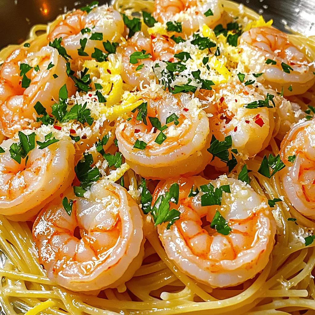 Für ein gutes Garnelen Scampi brauchst du einige Hauptzutaten. Hier sind sie: - 450 g große Garnelen, geschält und entdarmt - 225 g Spaghetti oder Linguine - 60 g ungesalzene Butter - 60 g natives Olivenöl extra - 4 Knoblauchzehen, fein gehackt - 1 Teelöffel rote Pfefferflocken (nach Geschmack anpassen) - Schale von 1 Zitrone - 2 Esslöffel frischer Zitronensaft - 60 ml frische Petersilie, gehackt - Salz und schwarzer Pfeffer nach Geschmack - Geriebener Parmesan zum Servieren (optional) Diese Zutaten sind wichtig. Sie geben dem Gericht seinen tollen Geschmack. Die Gewürze machen die Garnelen Scampi besonders. Knoblauch sorgt für einen starken Geschmack. Rote Pfefferflocken bringen eine leichte Schärfe. Die Zitrone gibt Frische und einen tollen Duft. Petersilie ist nicht nur dekorativ, sie fügt auch einen frischen Geschmack hinzu. Wenn du die Aromen anpassen möchtest, füge mehr Zitrone oder Pfefferflocken hinzu. Das macht das Gericht ganz nach deinem Geschmack. Wähle frische Garnelen. Achte darauf, dass sie rosa und fest sind. Gute Pasta ist ebenfalls wichtig. Spaghetti oder Linguine sollten von hoher Qualität sein. Verwende frischen Knoblauch, um den besten Geschmack zu erhalten. Frisches Olivenöl sorgt für ein besseres Aroma. Es lohnt sich, in gute Zutaten zu investieren. So wird dein Garnelen Scampi noch leckerer. Für das vollständige Rezept schaue dir das [Full Recipe] an. Um die perfekte Pasta für dein Garnelen Scampi zu machen, beginne mit einem großen Topf. Fülle ihn mit Wasser und bringe es zum Kochen. Füge dann eine großzügige Menge Salz hinzu. Das Salz hilft, den Geschmack der Pasta zu verbessern. Gib die Spaghetti oder Linguine hinein und koche sie gemäß der Anleitung auf der Verpackung. Achte darauf, die Pasta al dente zu kochen, damit sie schön fest bleibt. Nach dem Kochen, gieße die Pasta ab, aber bewahre 120 ml des Nudelwassers auf. Das Wasser wird später helfen, die Sauce zu binden. Jetzt ist es Zeit, die Garnelen anzubraten. Nimm eine große Pfanne und stelle sie auf mittlere Hitze. Gib die Butter und das Olivenöl in die Pfanne. Lass beides schmelzen, bis es leicht sprudelt. Füge den fein gehackten Knoblauch und die roten Pfefferflocken dazu. Brate sie für etwa eine Minute an. Der Duft wird himmlisch sein! Jetzt ist der Moment, die Garnelen hinzuzufügen. Würze sie mit Salz und schwarzem Pfeffer. Brate die Garnelen für 3-4 Minuten, bis sie rosa und undurchsichtig sind. Rühre gelegentlich um, damit sie gleichmäßig garen. Nachdem die Garnelen fertig sind, ist es Zeit, alles zusammenzubringen. Gib die gekochte Pasta direkt in die Pfanne mit den Garnelen. Füge das aufbewahrte Nudelwasser, die Zitronenschale und den Zitronensaft hinzu. Das Wasser hilft, die Sauce zu binden und die Aromen zu vereinen. Mische alles vorsichtig für 1-2 Minuten. Die Pasta wird die köstlichen Aromen aufnehmen. Schließlich rühre die gehackte Petersilie unter. Schmecke alles ab und füge bei Bedarf mehr Salz und Pfeffer hinzu. Deine Garnelen Scampi sind jetzt bereit zum Servieren. Garniere sie nach Belieben mit geriebenem Parmesan. Genieße dein Gericht! Wähle große Garnelen für ein besseres Ergebnis. Sie sollten frisch, fest und glänzend sein. Achte auch auf die Farbe. Die Schale sollte hell und unbeschädigt sein. Wenn du gefrorene Garnelen kaufst, tau sie über Nacht im Kühlschrank auf. So bleiben sie zart und saftig. Ein häufiger Fehler ist das Überkochen der Garnelen. Gar sie nur, bis sie rosa und undurchsichtig sind. Das dauert meist nur 3-4 Minuten. Ein weiterer Fehler ist das falsche Verhältnis von Pasta zu Sauce. Nutze das aufbewahrte Nudelwasser, um die Sauce zu binden. So wird das Gericht saftiger. Die Schärfe kannst du leicht anpassen. Reduziere die roten Pfefferflocken für weniger Schärfe. Du kannst auch frische Kräuter wie Basilikum oder Oregano hinzufügen. Wenn du mehr Zitrusgeschmack möchtest, füge zusätzlich Zitronensaft oder Limettensaft hinzu. So bleibt das Gericht frisch und lebendig. Für ein einfaches Rezept schau dir die Full Recipe an. {{image_4}} Wenn du Garnelen Scampi magst, aber eine vegetarische Option suchst, probiere Zucchini-Nudeln. Sie sind leicht und frisch. Du kannst auch Pilze verwenden. Sie geben einen herzhaften Geschmack. Sauté die Pilze mit Knoblauch und Olive Oil. Füge dann Zucchini-Nudeln hinzu. Mische alles mit Zitronensaft und Petersilie. Das ist eine köstliche und gesunde Wahl. Für einen kick, mache scharfe Garnelen Scampi. Halte einfach die roten Pfefferflocken bereit. Du kannst auch frische Chilis hinzufügen, wenn du es magst. Die Schärfe bringt einen neuen Geschmack. Beginne mit der normalen Zubereitung. Füge mehr Chilis während des Anbratens hinzu. Das macht das Gericht spannend und sehr lecker. Garnelen sind großartig, aber andere Meeresfrüchte sind auch lecker. Du kannst Jakobsmuscheln oder Muscheln verwenden. Sie haben einen feinen Geschmack. Koche sie gleich wie die Garnelen. Achte darauf, die Garzeit anzupassen. Muscheln brauchen etwas länger. Das Ergebnis ist ein reichhaltiges Gericht voller Meeresaromen. Wenn du kreativ sein willst, probiere das. Du wirst es lieben! Um die Reste von Garnelen Scampi frisch zu halten, lagere sie in einem luftdichten Behälter. Stelle sicher, dass die Garnelen und die Pasta gut abgedeckt sind. Du kannst sie auch in Portionen aufteilen. So sind sie schneller einsatzbereit. Lagere die Reste im Kühlschrank. Dort bleiben sie für bis zu drei Tage gut. Wenn du die Reste wieder aufwärmen willst, mache das langsam. Du kannst die Garnelen Scampi in einer Pfanne auf niedriger Hitze erwärmen. Füge etwas Olivenöl oder Butter hinzu, um die Feuchtigkeit zu erhöhen. Alternativ kannst du sie auch in der Mikrowelle aufwärmen. Decke den Behälter mit einem feuchten Tuch ab, damit die Garnelen saftig bleiben. Die Haltbarkeit von Garnelen Scampi hängt von der Lagerung ab. Im Kühlschrank sind die Reste bis zu drei Tage gut. Wenn du sie länger aufbewahren möchtest, friere sie ein. In einem gefrierfesten Behälter bleiben sie bis zu drei Monate frisch. Achte darauf, die Garnelen vor dem Einfrieren gut zu verpacken. So vermeidest du Gefrierbrand und behältst den guten Geschmack. Garnelen Scampi ohne Pasta ist einfach und lecker. Statt Pasta verwenden Sie frisches Gemüse. Zucchini oder Blumenkohl sind tolle Optionen. Sie können auch Reis oder Quinoa als Basis nutzen. Braten Sie die Garnelen wie im Rezept und servieren Sie sie über dem Gemüse oder dem Reis. So bleibt das Gericht leicht und gesund. Ja, gefrorene Garnelen sind eine gute Wahl. Achten Sie darauf, sie vollständig aufzutauen. Lassen Sie sie über Nacht im Kühlschrank oder tauen Sie sie in kaltem Wasser auf. Gefrorene Garnelen können genauso gut schmecken wie frische. Sie sparen Zeit und haben immer Garnelen bereit. Garnelen Scampi passt gut zu vielen Beilagen. Hier sind einige Vorschläge: - Gedünstetes Gemüse wie Brokkoli oder Spargel - Knoblauchbrot zum Dippen - Ein frischer Salat mit Zitronen-Dressing - Reis oder Quinoa für mehr Fülle Diese Beilagen ergänzen die Aromen der Garnelen wunderbar. Für mehr Details, schauen Sie sich das [Full Recipe] an. Garnelen Scampi bietet einen tollen Geschmack. Wir haben die besten Zutaten, Kochschritte und Tipps behandelt. Ich habe Varianten vorgestellt, die jeder genießen kann, egal ob mit Pasta oder als vegetarische Option. Vergessen Sie nicht, frische Garnelen zu wählen und häufige Fehler zu vermeiden. Die richtige Lagerung macht Reste länger haltbar. Nutzen Sie diese Tipps und Rezepte, um leckere Gerichte zuzubereiten, die jedem schmecken. Experimente mit Zutaten machen Spaß und sorgen für Abwechslung. Viel Freude beim Kochen!
