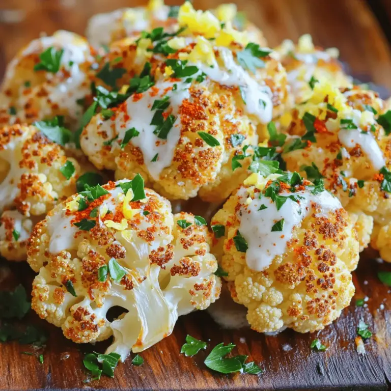 - 1 großer Kopf Blumenkohl, in Röschen zerteilt - 4 Zehen Knoblauch, fein gehackt - 60 ml Olivenöl - 50 g geriebener Parmesan-Käse - 1 Teelöffel geräuchertes Paprika-Pulver - 1/2 Teelöffel schwarzer Pfeffer - 1 Teelöffel Salz - 2 Esslöffel frische Petersilie, gehackt (zum Garnieren) - Schale von 1 Zitrone Um einen perfekten Knoblauch Parmesan Röstblumenkohl zu machen, brauche ich frische Zutaten. Der Blumenkohl ist das Herzstück. Ich wähle einen großen Kopf, der gleichmäßig reif ist. Knoblauch bringt einen tollen Geschmack. Ich hacke ihn fein, damit er gleichmäßig verteilt ist. Olivenöl sorgt für die nötige Feuchtigkeit beim Rösten. Es hilft auch, den Käse schön zu schmelzen. Parmesan-Käse gibt dem Gericht eine reichhaltige und würzige Note. Geräuchertes Paprika-Pulver fügt eine sanfte Rauchnote hinzu. Pfeffer und Salz sorgen für den richtigen Geschmack. Frische Petersilie bringt Farbe und einen frischen Hauch. Die Zitronenschale gibt einen tollen Kick. Ich empfehle, alle Zutaten vorab bereit zu haben. So wird das Kochen einfacher und schneller. Für das volle Rezept schaue dir die Anleitung zu Knoblauch-Parmesan Röstblumenkohl an. Heize deinen Ofen auf 220°C (425°F) vor. Das sorgt für eine perfekte Röstung. Nimm einen großen Kopf Blumenkohl und zerteile ihn in Röschen. Stelle alle Zutaten bereit, damit du gleich loslegen kannst. Gib die Blumenkohlröschen in eine große Schüssel. Füge vier fein gehackte Zehen Knoblauch, 60 ml Olivenöl, 1 Teelöffel geräuchertes Paprika-Pulver, 1/2 Teelöffel schwarzen Pfeffer und 1 Teelöffel Salz hinzu. Vermische alles gut. So wird jeder Röschen gleichmäßig gewürzt. Breite die marinierten Blumenkohlröschen auf einem mit Backpapier ausgelegten Blech aus. Achte darauf, dass sie sich nicht überlappen. Röste den Blumenkohl 25 Minuten lang. Rühre ihn nach der Hälfte der Zeit um, damit er gleichmäßig gart. Nach 25 Minuten streue 50 g geriebenen Parmesan-Käse darüber. Stelle das Blech wieder in den Ofen und röste für weitere 5 bis 10 Minuten. Der Käse sollte schmelzen und goldbraun werden. Garnieren kannst du den Blumenkohl mit 2 Esslöffeln frischer, gehackter Petersilie und etwas Zitronenschale. Für das volle Rezept, schau dir [Full Recipe] an! Um den Blumenkohl perfekt zu rösten, ist die richtige Temperatur und Zeit wichtig. Heizen Sie den Ofen auf 220°C vor. Dies sorgt dafür, dass der Blumenkohl außen knusprig und innen zart wird. Rösten Sie ihn für insgesamt 30 bis 35 Minuten. Rühren Sie nach 15 Minuten um, damit er gleichmäßig gart. So verhindern Sie, dass einige Röschen zu dunkel werden. Um den Geschmack zu verbessern, können Sie zusätzliche Gewürze verwenden. Probieren Sie etwas Kreuzkümmel oder Chili für einen Kick. Auch frische Kräuter wie Thymian oder Oregano passen gut. Streuen Sie sie kurz vor dem Servieren über den Blumenkohl. Das gibt ihm mehr Frische und Tiefe. Präsentieren Sie den Blumenkohl auf einem schönen Teller. Garnieren Sie ihn mit frischer Petersilie und Zitrone. Dies macht das Gericht ansprechend. Sie können den Blumenkohl auch als Beilage zu gebratenem Hähnchen oder Fisch servieren. Oder genießen Sie ihn einfach als gesunden Snack. Er ist einfach köstlich und vielseitig. Für das vollständige Rezept schauen Sie sich die Full Recipe an. {{image_4}} Du kannst mit verschiedenen Käsesorten experimentieren. Feta bringt eine salzige Note. Cheddar verleiht einen kräftigen Geschmack. Für vegane Optionen probiere Cashew- oder Kokosnusskäse. Diese Käse sind lecker und passen gut zum Blumenkohl. Jeder Käse gibt dem Gericht eine andere Note. Gewürze sind der Schlüssel zu neuem Geschmack. Du kannst Paprika oder Kreuzkümmel hinzufügen. Diese Gewürze geben dem Blumenkohl eine andere Tiefe. Auch italienische Kräuter wie Oregano oder Thymian passen gut. Probiere es aus und finde deine Lieblingskombination. Du kannst den Blumenkohl mit anderen Gemüsesorten kombinieren. Karotten, Zucchini oder Paprika sind tolle Ergänzungen. Röstgemüse sorgt für mehr Farben und Aromen. Mische die Gemüsesorten in der gleichen Schüssel. So erhältst du eine köstliche Mischung. Diese Variationen machen das Gericht spannend und lecker. Für das vollständige Rezept, schaue dir die [Full Recipe] an. Um den Knoblauch Parmesan Röstblumenkohl frisch zu halten, lagere ihn im Kühlschrank. Verwende einen luftdichten Behälter. So bleibt der Blumenkohl knackig und lecker. Lass ihn abkühlen, bevor du ihn verpackst. Wenn du ihn warm lagerst, kann er matschig werden. Die beste Methode zur Wiedererwärmung ist das Rösten im Ofen. Heize den Ofen auf 180°C (350°F) vor. Lege den Blumenkohl auf ein Backblech und röste ihn für etwa 10 Minuten. So bleibt er knusprig. Um matschiges Gemüse zu vermeiden, erhitze es nicht in der Mikrowelle. Das macht den Blumenkohl weich. Stattdessen kannst du auch eine Pfanne verwenden. Erwärme den Blumenkohl bei mittlerer Hitze und rühre regelmäßig um. Röstblumenkohl bleibt im Kühlschrank etwa 3 bis 5 Tage frisch. Achte darauf, ihn gut verpackt zu lagern. Wenn du ihn länger aufbewahren möchtest, friere ihn ein. So kannst du ihn bis zu 3 Monate lagern. Achte immer auf den Geruch und das Aussehen. Wenn der Blumenkohl unangenehm riecht oder schimmelig aussieht, ist er nicht mehr sicher zu essen. Rösten Sie den Blumenkohl 25 Minuten bei 220°C. Rühren Sie ihn nach 12 Minuten um. Dies hilft, dass er gleichmäßig gar wird. Nach der ersten Röstzeit fügen Sie den Parmesan hinzu und rösten für weitere 5 bis 10 Minuten. So wird der Käse schön goldbraun und geschmolzen. Ja, Sie können den Blumenkohl im Voraus zubereiten. Schneiden Sie die Röschen und marinieren Sie sie mit Knoblauch und Gewürzen. Lagern Sie die Mischung in einem luftdichten Behälter im Kühlschrank. So ist der Blumenkohl bis zu zwei Tage haltbar. Rösten Sie ihn einfach vor dem Servieren. Ja, dieser Blumenkohl ist gesund! Blumenkohl ist reich an Vitaminen und Ballaststoffen. Er hat wenig Kalorien und enthält Antioxidantien. Der Parmesan liefert Kalzium, während der Knoblauch gut für das Herz ist. Diese Kombination macht das Gericht nahrhaft und lecker. Ja, Sie können den Blumenkohl einfrieren. Rösten Sie ihn zuerst und lassen Sie ihn abkühlen. Legen Sie ihn dann in einen gefrierfesten Behälter. Er bleibt so bis zu drei Monate frisch. Zum Auftauen legen Sie ihn einfach in den Kühlschrank oder erhitzen ihn direkt im Ofen. In diesem Artikel haben wir die wichtigsten Schritte zur Zubereitung von Röstblumenkohl besprochen. Wir haben die Zutaten aufgelistet, die richtige Rösttechnik erklärt und Tipps für den Geschmack gegeben. Vergessen Sie nicht, mit verschiedenen Käsesorten und Gewürzen zu experimentieren. So halten Sie Ihre Gerichte spannend und lecker. Verwahren Sie den Blumenkohl richtig, um die Frische zu bewahren. Mit diesen einfachen Lösungen wird Röstblumenkohl zur perfekten Beilage oder zum Snack. Genießen Sie die Zubereitung und die Vielfalt der Aromen!