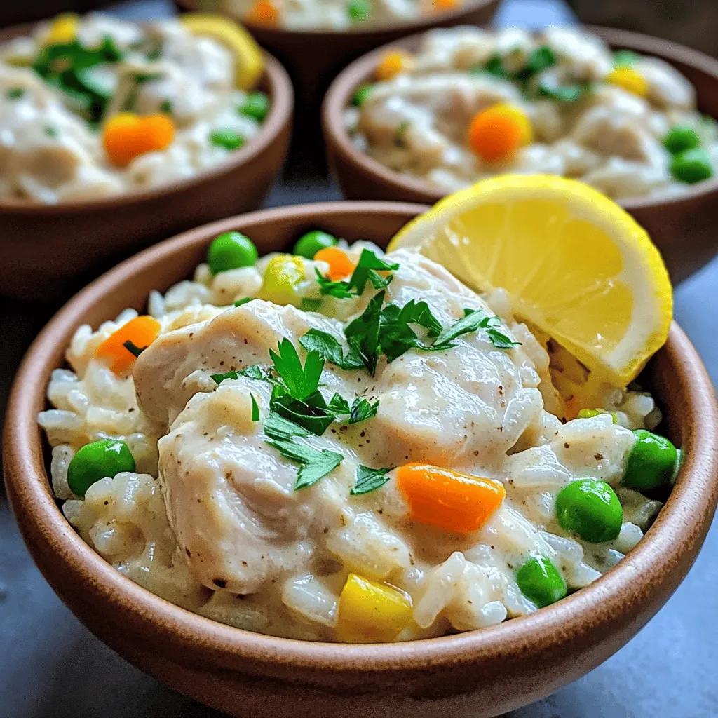 - Hähnchen und Reis Für dieses Gericht verwenden wir 450g Hähnchenschenkel oder Hähnchenbrust. Das Hähnchen wird in kleine Stücke geschnitten. Arborio-Reis ist der perfekte Reis für dieses Rezept. Er sorgt für die cremige Konsistenz, die wir wollen. - Gemüse und Aromen Eine mittelgroße Zwiebel wird fein gehackt, zusammen mit drei Knoblauchzehen. Diese beiden Zutaten bringen viel Geschmack ins Gericht. Zusätzlich verwenden wir eine Tasse gefrorenes Mischgemüse, wie Erbsen und Karotten. - Thymian, Paprika und Brühe Um das Hähnchen zu würzen, fügen wir einen Teelöffel getrockneten Thymian und einen Teelöffel Paprika hinzu. Diese Gewürze geben dem Gericht Tiefe und Aroma. Für die Flüssigkeit verwenden wir 500ml Hühnerbrühe. Diese Brühe macht unser Gericht herzhaft und lecker. - Kokosmilch für die Cremigkeit Die Zugabe von 240ml Kokosmilch gibt dem Gericht eine besonders cremige Textur. Sie rundet die Aromen ab und macht das Gericht sehr ansprechend. Wer es mag, kann nach Belieben auch mehr Kokosmilch hinzufügen, um die Cremigkeit zu erhöhen. Für eine vollständige Anleitung, wie Sie dieses köstliche Gericht zubereiten, schauen Sie sich das [Full Recipe] an. Zuerst stelle ich den Instant Pot auf die Funktion „Sauté“. Ich gebe das Olivenöl hinein und lasse es heiß werden. Wenn das Öl brutzelt, füge ich die gehackte Zwiebel und den Knoblauch hinzu. Es ist wichtig, die Zwiebel und den Knoblauch 3-4 Minuten zu braten. Diese Schritte bringen die Aromen zur Geltung. Die Zwiebel wird glasig und der Knoblauch duftet. Das gibt dem Gericht einen tollen Start. Jetzt kommt das Hähnchen. Ich gebe die gewürfelten Hähnchenstücke in den Topf. Dann würze ich mit Salz, Pfeffer, Thymian und Paprika. Ich brate das Hähnchen für 5-6 Minuten an. So wird es von allen Seiten leicht braun. Diese Schritte sorgen für einen tiefen, reichen Geschmack. Das Anbraten macht das Gericht besonders lecker. Nach dem Hähnchen ist der Reis dran. Ich rühre den Arborio-Reis ein. So vermischt er sich gut mit dem Öl und den Gewürzen. Dann gieße ich die Hühnerbrühe und die Kokosmilch hinein. Das ist wichtig, um eine cremige Konsistenz zu erreichen. Ich mische alles gut durch. Jetzt schließe ich den Deckel des Instant Pot. Ich stelle sicher, dass das Ventil auf „Dicht“ steht. Dann wähle ich die Option „Manual“ oder „Druckkochen“ bei hohem Druck für 10 Minuten. Nach dem Kochen lasse ich den Druck 10 Minuten natürlich abfallen. Diese Methode macht das Hähnchen zart und den Reis perfekt. Ich öffne den Deckel und füge das gefrorene Mischgemüse hinzu. Es wird gleichmäßig durchgewärmt. Wenn die Mischung zu dick ist, gebe ich etwas mehr Hühnerbrühe oder Kokosmilch dazu. Dann lasse ich das Gericht einige Minuten ruhen. Das macht es noch cremiger. Ich serviere das Hähnchen und den Reis in Schalen und garniere mit frischer Petersilie. Es sieht toll aus und schmeckt noch besser. Für das vollständige Rezept, schaue hier: [Full Recipe]. - Zusätzliche Flüssigkeit hinzufügen: Wenn dein Gericht zu dick ist, füge einen Schuss Hühnerbrühe oder Kokosmilch hinzu. Dadurch wird es cremiger und geschmackvoller. - Zeit für die natürliche Druckentlastung: Lass den Druck nach dem Kochen für 10 Minuten natürlich abfallen. So bleibt das Hähnchen zart und saftig. - Überkochen und Verbrennen verhindern: Achte darauf, dass du die richtige Menge Flüssigkeit verwendest. Zu wenig Flüssigkeit kann zu einem Anbrennen führen. - Richtige Reihenfolge der Zutaten: Füge das Gemüse erst nach dem Druckkochen hinzu. So bleibt es frisch und knackig. - Ideen für die Präsentation: Serviere das Gericht in flachen Schalen. Streue frische Petersilie darüber. Das sieht toll aus und bringt Farbe ins Spiel. - Varianten für mehr Geschmack: Probiere, etwas Zitronensaft oder Parmesan hinzuzufügen. Das bringt zusätzliche Aromen und macht dein Gericht noch leckerer. {{image_4}} Wenn Sie Hähnchen nicht mögen oder eine Abwechslung suchen, probieren Sie Pute oder Tofu. Pute hat einen ähnlichen Geschmack und bleibt saftig. Tofu bietet eine tolle vegane Option. Ersetzen Sie einfach die Hähnchenstücke durch 450g gewürfelten Tofu. Wenn Sie Fisch mögen, denken Sie an Lachs oder Kabeljau. Diese Fische sind zart und geben einen neuen Geschmack zu Ihrem Gericht. Wenn Sie etwas anderes als Arborio-Reis verwenden möchten, probieren Sie Vollkornreis oder Quinoa. Vollkornreis hat mehr Ballaststoffe und ist gesund. Quinoa ist glutenfrei und voller Proteine. Beide Optionen bringen neuen Biss in Ihr Gericht. Wenn Sie glutenfreie Optionen suchen, stellen Sie sicher, dass der Reis oder die Quinoa zertifiziert glutenfrei ist. So genießen Sie das Gericht ohne Bedenken. Möchten Sie Ihr Gericht aufpeppen? Fügen Sie verschiedene Gemüsesorten hinzu. Brokkoli, Paprika oder Spinat passen gut dazu. Sie sind gesund und machen das Essen bunt. Für mehr Geschmack können Sie auch Käse oder Sahne einrühren. Der Käse schmilzt und macht alles cremiger, während die Sahne das Gericht noch reichhaltiger macht. Diese Zutaten bieten viele Möglichkeiten für Kreativität in der Küche. Für das vollständige Rezept, schauen Sie sich die Anleitung von "Full Recipe" an. Um Reste von cremigem Hähnchen und Reis aufzubewahren, nutzen Sie einen luftdichten Behälter. Stellen Sie sicher, dass das Gericht auf Raumtemperatur abgekühlt ist, bevor Sie es in den Kühlschrank stellen. Im Kühlschrank bleibt das Gericht frisch und lecker für 3 bis 4 Tage. Dieses Gericht hält sich bis zu 4 Tage im Kühlschrank. Achten Sie darauf, es gut abzudecken, um ein Austrocknen zu vermeiden. Wenn Sie unsicher sind, riechen Sie daran oder prüfen Sie die Konsistenz. Wenn Sie das Gericht länger aufbewahren möchten, können Sie Portionen einfrieren. Verwenden Sie frische, gefriergeeignete Behälter oder Beutel. Lassen Sie etwas Platz, da sich die Mischung beim Einfrieren ausdehnt. So bleibt die Textur gut. - Teilen Sie das Gericht in kleine Portionen auf. - Beschriften Sie die Behälter mit Datum und Inhalt. - Lassen Sie das Gericht vollständig abkühlen, bevor Sie es einfrieren. Um gefrorenes Hähnchen und Reis aufzuwärmen, nehmen Sie es aus dem Gefrierschrank und lassen Sie es im Kühlschrank über Nacht auftauen. Erhitzen Sie es dann in der Mikrowelle oder auf dem Herd. Fügen Sie bei Bedarf etwas Brühe oder Kokosmilch hinzu, um die Cremigkeit zu erhalten. Die Zubereitungszeit beträgt etwa 10 Minuten. Die gesamte Kochzeit ist 30 Minuten. Das bedeutet, dass du in etwa 40 Minuten ein leckeres Gericht erhältst. Ja, frisches Gemüse ist eine tolle Option. Du kannst Erbsen, Karotten oder Paprika verwenden. Schneide das Gemüse klein, damit es gut kocht. Frisches Gemüse bringt mehr Geschmack in dein Gericht. Um das Rezept glutenfrei zu machen, wähle glutenfreie Brühe. Achte auch darauf, dass der verwendete Reis keine Glutenquellen enthält. Arborio-Reis ist in der Regel glutenfrei und perfekt für dieses Rezept. Zu cremigem Hähnchen und Reis passen viele Beilagen. Ein frischer Salat ist eine gute Wahl. Auch gedämpftes Gemüse oder knuspriges Brot passen gut. Diese Beilagen ergänzen das Gericht und machen es noch besser. Ja, du kannst die Rezeptur verdoppeln. Achte darauf, dass der Instant Pot auch genug Platz hat. Verdopple alle Zutaten gleichmäßig und passe die Kochzeit nicht an. Der Druckaufbau kann etwas länger dauern, aber die Kochzeit bleibt gleich. Um Überkochen zu vermeiden, benutze die richtige Menge Flüssigkeit. Achte darauf, den Deckel richtig zu schließen. Wenn du bemerkst, dass der Reis überkocht, lass den Instant Pot ein paar Minuten ruhen. Nach dem Kochen kannst du den Reis mit einer Gabel auflockern. Egal, ob Sie ein schnelles Gericht suchen oder für Gäste kochen, dieses Rezept ist ideal. Wir haben die wichtigsten Zutaten, die Schritt-für-Schritt-Anleitung und nützliche Tipps behandelt. Ich hoffe, Sie fühlen sich sicher, dieses köstliche Hähnchen und Reis zu machen. Variieren Sie die Zutaten nach Ihrem Geschmack und lagern Sie Reste clever. Dieses Rezept ist einfach, lecker und anpassbar. Viel Spaß beim Kochen und genießen Sie jede Bissen!