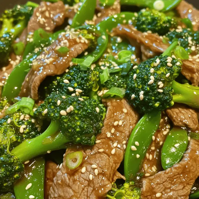 - 450 g Rinderhüftsteak, dünn geschnitten - 3 Tassen Brokkoliröschen - 1 Tasse Zuckerschoten Die Hauptzutaten sind einfach zu bekommen. Rinderhüftsteak ist zart und geschmackvoll. Brokkoli bringt viele Nährstoffe. Zuckerschoten sorgen für einen süßen Crunch. Diese Kombination macht das Gericht lecker und gesund. - 80 ml Sojasauce - 30 ml Sesamöl - 15 g Honig Diese Gewürze sind der Schlüssel zum Geschmack. Sojasauce gibt einen salzigen Umami-Geschmack. Sesamöl bringt ein nussiges Aroma. Honig fügt eine leichte Süße hinzu. Diese Saucen sorgen für eine perfekte Balance. Du kannst die Mengen nach deinem Geschmack anpassen. Für das vollständige Rezept schaue dir das [Full Recipe] an. - In einer mittelgroßen Schüssel, mische die Sojasauce, das Sesamöl, die Maisstärke, den Honig und den Reisessig. - Rühre alles gut um, bis die Mischung glatt ist. - Stelle die Sauce beiseite. - Erhitze eine große Pfanne oder einen Wok bei mittelhoher Hitze. - Gib einen Schuss Sesamöl in die Pfanne. - Sobald das Öl heiß ist, lege die Rindfleischscheiben in einer einzigen Schicht hinein. - Brate das Fleisch 2-3 Minuten. Rühre gelegentlich um, bis es schön braun ist. - Nimm das Rindfleisch aus der Pfanne und lege es beiseite. - Füge den fein gehackten Knoblauch und den geriebenen Ingwer in die Pfanne hinzu. - Brate sie schnell 30 Sekunden lang an, bis sie gut riechen. - Gib die Brokkoliröschen und die Zuckerschoten dazu. - Brate das Gemüse 3-4 Minuten, bis es leuchtend grün und zart ist. - Lege das gekochte Rindfleisch zurück in die Pfanne. - Gieße die vorbereitete Sauce gleichmäßig über die Mischung. - Rühre alles gut um, bis alles mit der Sauce bedeckt ist. - Koche die Mischung weitere 2-3 Minuten, bis die Sauce leicht eindickt. Jetzt kannst du das Gericht servieren und genießen! Für das ganze Rezept, siehe Full Recipe. Um das Rindfleisch perfekt zuzubereiten, vermeiden Sie häufige Fehler. Ein Fehler ist, das Fleisch zu lange zu braten. Halten Sie die Garzeit kurz, damit das Fleisch zart bleibt. Verwenden Sie frisches, belgisches Rindfleisch für besten Geschmack. Es hat eine gute Textur und ist saftig. Frisches Gemüse macht Ihr Stir-Fry lebendig. Passen Sie die Garzeit an, um das Gemüse knackig zu halten. Brokkoli braucht nur 3-4 Minuten in der Pfanne. So bleibt er hellgrün und knackig. Achten Sie darauf, das Gemüse nicht zu überkochen. Sie können die Sauce ganz nach Ihrem Geschmack anpassen. Nutzen Sie alternative Zutaten, wie Teriyaki-Sauce oder Austernsauce. Experimentieren Sie mit Geschmacksvariationen. Fügen Sie Chili für Schärfe oder Limettensaft für Frische hinzu. So wird Ihr Gericht immer wieder neu und spannend. Für das vollständige Rezept besuchen Sie den Abschnitt "Full Recipe". {{image_4}} Wenn du eine vegetarische Option wünschst, kannst du Tofu statt Rindfleisch verwenden. Tofu nimmt die Aromen der Sauce gut auf. Du kannst auch verschiedene Gemüsesorten ersetzen. Zucchini oder Pilze passen gut dazu und bringen neue Geschmäcker. Um das Gericht interessanter zu machen, füge Paprika oder Karotten hinzu. Diese geben Farbe und Süße. Nüsse sind auch eine tolle Ergänzung für Crunch. Cashews oder Mandeln sorgen für einen leckeren Biss. Wenn du es schärfer magst, füge Chiliflocken hinzu. Sie bringen einen tollen Kick. Du kannst auch verschiedene scharfe Soßen ausprobieren. Diese werden deinem Gericht eine neue Tiefe geben. - Wähle einen luftdichten Behälter. Das hält das Gericht frisch. - Lagere die Reste im Kühlschrank. Sie bleiben bis zu drei Tage gut. - Du kannst die Mikrowelle benutzen. Einfach auf hoher Stufe für zwei Minuten erhitzen. - Alternativ, erhitze das Gericht auf dem Herd. Benutze eine Pfanne und füge etwas Wasser hinzu. - Die Reste sind bis zu drei Tage frisch. Nach dieser Zeit kann der Geschmack leiden. - Für längere Lagerung kannst du das Gericht einfrieren. Dann hält es bis zu drei Monate. Für das vollständige Rezept, schau dir das Full Recipe an. Um Rindfleisch und Brokkoli Stir-Fry perfekt zu machen, beachte diese Tipps: - Wähle frisches Rindfleisch: Nutze Rinderhüftsteak für den besten Geschmack. - Schneide das Fleisch dünn: So garst du es schnell und gleichmäßig. - Hitze ist wichtig: Erhitze die Pfanne gut, bevor du das Fleisch hinzufügst. - Halte das Gemüse knackig: Gar das Gemüse nur kurz, damit es leuchtend grün bleibt. Ja, du kannst das Rezept einfach anpassen. Hier sind einige Ideen: - Vegetarische Option: Ersetze das Rindfleisch durch Tofu oder Tempeh. - Gemüse variieren: Füge Paprika oder Karotten hinzu. - Saucen ändern: Probiere Teriyaki-Sauce oder eine scharfe Chilisauce. Die Zubereitung dauert insgesamt etwa 25 Minuten. Hier ist der Zeitplan: - Vorbereitungszeit: 10 Minuten - Kochzeit: 15 Minuten Ja, dieses Gericht ist gesund. Hier sind die Nährstoffe: - Rinderhüftsteak: Hoch in Protein und Eisen. - Brokkoli: Reich an Vitaminen und Ballaststoffen. - Zuckerschoten: Bieten Antioxidantien und sind kalorienarm. Für das vollständige Rezept schau dir das Rezept für Rindfleisch und Brokkoli Blitz an. Zusammenfassend kannst du ein leckeres Rindfleisch und Brokkoli Stir-Fry zubereiten. Die Hauptzutaten sind frisches Rinderhüftsteak, Brokkoli und Zuckerschoten. Die Gewürze und Saucen wie Sojasauce und Sesamöl runden den Geschmack ab. Mit meinen Tipps bereitet du das Rindfleisch perfekt zu und hältst das Gemüse knackig. Du kannst das Rezept auch anpassen oder neue Zutaten hinzufügen. Mit der richtigen Lagerung bleiben Reste frisch. Experimentiere und finde deinen eigenen Stil!