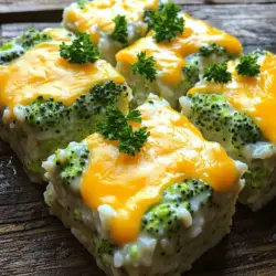 - 2 Tassen ungekochter Reis (weiß oder braun) - 4 Tassen frische Brokkoliröschen - 1 Tasse geriebener scharfer Cheddar-Käse - 1 Tasse Champignon-Cremesuppe (oder selbstgemacht) - 1 Tasse Gemüsebrühe - 1/2 Tasse Zwiebeln, fein gehackt - 2 Knoblauchzehen, gehackt - 1 Teelöffel Knoblauchpulver - 1 Teelöffel Zwiebelpulver - 1 Teelöffel Paprika - Salz und Pfeffer nach Geschmack - 2 Esslöffel Olivenöl Ich liebe es, frische und gesunde Zutaten zu verwenden. Der ungekochte Reis ist die Basis. Er gibt dem Auflauf Textur und Füllung. Brokkoli bringt nicht nur Farbe, sondern auch viele Nährstoffe. Ich empfehle, frische Röschen zu wählen. Der scharfe Cheddar-Käse gibt dem Gericht seinen tollen Geschmack. Für die ergänzenden Zutaten ist die Champignon-Cremesuppe wichtig. Sie sorgt für eine cremige Konsistenz. Gemüsebrühe anstelle von Wasser beim Kochen des Reises verstärkt den Geschmack. Fein gehackte Zwiebeln fügen zusätzliche Aromen hinzu. Die Gewürze sind entscheidend. Knoblauch und Zwiebelpulver bringen Tiefe ins Gericht. Paprika fügt eine schöne Farbe hinzu. Vergiss nicht, mit Salz und Pfeffer abzuschmecken. Das Olivenöl ist ideal zum Sautieren von Zwiebeln und Knoblauch. So wird alles gut gewürzt und lecker. Du kannst die komplette Anleitung im Full Recipe finden. Jeder Schritt bringt dich dem Genuss näher. Zuerst spüle den Reis gut ab. Das hilft, überschüssige Stärke zu entfernen. Du kannst weißen oder braunen Reis verwenden. Koche den Reis dann in Gemüsebrühe. Das gibt dem Reis mehr Geschmack. Halte dich an die Packungsanweisung. So wird der Reis perfekt. In einer großen Pfanne erhitze das Olivenöl. Füge die gehackten Zwiebeln und den Knoblauch hinzu. Brate sie etwa 3-4 Minuten, bis sie duften. Dann gib die frischen Brokkoliröschen dazu. Koche sie 4-5 Minuten. Die Brokkoli-Röschen werden leuchtend grün und zart. In einer großen Schüssel vermenge den gekochten Reis und die sautierten Zutaten. Füge die Champignon-Cremesuppe hinzu. Der Käse kommt jetzt auch dazu, also die Hälfte des geriebenen Cheddar-Käses. Mische alles gut durch. So verbinden sich die Aromen. Übertrage die Mischung in eine gefettete Auflaufform. Decke die Auflaufform mit Aluminiumfolie ab. Backe den Auflauf 25 Minuten bei 175°C. Nach dieser Zeit entferne die Folie. Backe weiter, bis der Käse sprudelnd und goldbraun ist. Das dauert etwa 10-15 Minuten. Lass den Auflauf etwas abkühlen, bevor du servierst. So bleibt er schön saftig und lecker. Um die perfekte Konsistenz zu erreichen, achte darauf, den Reis richtig zu kochen. Nutze Gemüsebrühe, statt Wasser für mehr Geschmack. Du kannst auch die Flüssigkeit in der Cremesuppe anpassen. Wenn du eine vegane Option suchst, ersetze die Cremesuppe durch eine pflanzliche Alternative. Eine Mischung aus Pflanzenmilch und veganer Sahne funktioniert gut. Der Käse ist der Star dieses Gerichts. Du kannst verschiedene Käsesorten ausprobieren. Versuche Gouda oder Mozzarella für einen anderen Geschmack. Füge Gewürze wie Cayennepfeffer oder italienische Kräuter hinzu, um den Auflauf zu verfeinern. Diese einfachen Änderungen bringen neuen Schwung in dein Gericht. Ein häufiger Fehler ist matschiger Reis. Stelle sicher, dass du den Reis nicht zu lange kochst. Er sollte al dente sein. Achte auch darauf, dass die Kanten des Auflaufs nicht anbrennen. Decke die Form anfangs mit Folie ab. Das bewahrt die Feuchtigkeit. So bleibt alles schön saftig und lecker. Für das gesamte Rezept, schau dir [Full Recipe] an. {{image_4}} Du kannst das Rezept leicht anpassen. Füge Karotten oder Blumenkohl hinzu. Diese Gemüsesorten bringen Farbe und Geschmack. Karotten sind süß und knusprig. Blumenkohl hat eine milde Note und passt gut. Mische sie einfach mit dem Brokkoli. So hast du mehr Nährstoffe und Abwechslung. Möchtest du mehr Protein? Hähnchen, Tofu oder Bohnen sind tolle Optionen. Gekochtes Hähnchen sorgt für einen herzhaften Geschmack. Tofu ist eine großartige vegane Wahl. Er nimmt die Aromen gut auf. Bohnen fügen Ballaststoffe hinzu und machen den Auflauf sättigender. Du kannst sie leicht in die Mischung einarbeiten. Wenn du glutenfrei essen möchtest, mache einfach eine kleine Änderung. Verwende glutenfreie Semmelbrösel oder andere Bindemittel. Das sorgt dafür, dass dein Auflauf knusprig bleibt. Du kannst auch Mandelmehl oder Haferflocken ausprobieren. Diese Optionen sind gesund und lecker. So kannst du alle genießen, ohne auf Geschmack zu verzichten. Um deinen Cheesy Broccoli and Rice Casserole frisch zu halten, lagere ihn richtig. Lass den Auflauf zuerst auf Raumtemperatur abkühlen. Wenn er abgekühlt ist, decke ihn mit Frischhaltefolie oder Aluminiumfolie ab. Du kannst ihn auch in einen luftdichten Behälter geben. Im Kühlschrank bleibt er bis zu fünf Tage gut. Wenn du ihn länger aufbewahren willst, friere ihn ein. Achte darauf, ihn gut einzupacken, um Gefrierbrand zu vermeiden. So bleibt der Geschmack erhalten. Das Aufwärmen des Auflaufs ist einfach. Du kannst ihn im Ofen oder in der Mikrowelle aufwärmen. Für den Ofen heize ihn auf 175°C vor. Decke den Auflauf mit Aluminiumfolie ab, um ein Austrocknen zu verhindern. Erwärme ihn für etwa 20 Minuten oder bis er durchgehend heiß ist. In der Mikrowelle erwärmst du ihn in kurzen Intervallen von 1-2 Minuten. Rühre zwischendurch um, damit er gleichmäßig heiß wird. So bleibt der Käse schön schmelzend. Dein Cheesy Broccoli and Rice Casserole hält sich im Kühlschrank etwa fünf Tage. Im Gefrierfach kann er bis zu drei Monate bleiben. Um die Frische zu erkennen, achte auf Geruch und Aussehen. Wenn der Auflauf seltsam riecht oder schimmelig aussieht, wirf ihn weg. Bei richtiger Lagerung bleibt er lecker und nahrhaft. Ein frischer Auflauf schmeckt am besten, also genieße ihn in den ersten Tagen nach der Zubereitung. Die gesamte Zubereitungszeit für Cheesy Broccoli and Rice Casserole beträgt etwa 55 Minuten. - Vorbereitungszeit: 15 Minuten - Kochzeit: 40 Minuten Diese Zeit ist schnell um, wenn du alles gut planst. Du kannst in der Zeit, in der der Auflauf im Ofen ist, den Tisch decken oder einen Salat machen. So sparst du Zeit und kannst das Essen schnell genießen. Ja, du kannst den Auflauf im Voraus zubereiten. Das ist eine tolle Idee für stressige Tage. - Bereite den Auflauf bis zur Backzeit vor. - Decke die Form mit Folie ab und stelle sie in den Kühlschrank. - Du kannst ihn bis zu zwei Tage im Voraus zubereiten. Wenn du bereit bist, ihn zu backen, erhitze deinen Ofen auf 175°C. Backe den Auflauf dann 30 Minuten lang. So bleibt der Geschmack frisch und lecker. Cheesy Broccoli and Rice Casserole ist sehr vielseitig. Hier sind einige Beilagen, die gut dazu passen: - Grüner Salat: Ein einfacher grüner Salat bringt Frische. - Knoblauchbrot: Das passt perfekt zu den Käse- und Brokkoligeschmäckern. - Röstgemüse: Karotten oder Zucchini ergänzen die Aromen gut. Diese Beilagen sind einfach und machen das Gericht noch besser. Du kannst auch etwas Obst als Dessert hinzufügen, um das Essen zu runden. Der Auflauf mit Brokkoli und Reis ist einfach zuzubereiten und lecker. Mit frischen Zutaten gelingt er jedem. Du kannst ihn nach deinem Geschmack anpassen. Variiere die Gemüsesorten oder die Käsesorten, um neuen Geschmack zu entdecken. Achte auf die richtige Konsistenz, um matschiges Essen zu vermeiden. Der Auflauf lässt sich gut aufbewahren und aufwärmen. Nutze die Tipps in diesem Artikel für maximale Frische. Probiere es aus und genieße jeden Bissen!