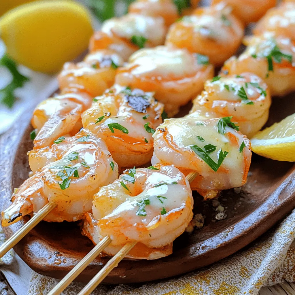 Für die Knoblauchbutter-Garnelen-Spieße brauchst du einige frische und einfache Zutaten. Hier sind die Hauptzutaten: - 450 g große Garnelen, geschält und entdarmt - 60 g ungesalzene Butter, geschmolzen - 4 Knoblauchzehen, fein gehackt - 1 Esslöffel frischer Zitronensaft - 1 Teelöffel geräuchertes Paprikapulver - 1 Teelöffel getrockneter Oregano - Salz und Pfeffer nach Geschmack - Frische Petersilie, gehackt (zum Garnieren) - Spieße (entweder aus Metall oder Bambus, letztere vorher in Wasser eingeweicht) Die Gewürze machen die Garnelen besonders lecker. Der gehackte Knoblauch bringt ein kräftiges Aroma. Die geschmolzene Butter sorgt für einen reichhaltigen Geschmack. Frischer Zitronensaft fügt eine spritzige Note hinzu. Geräuchertes Paprikapulver gibt den Spießen eine feine Rauchnote. Oregano bringt mediterrane Aromen ins Spiel. Wenn du frische Garnelen auswählst, achte auf einige wichtige Punkte: - Farbe: Wähle Garnelen mit einer klaren, leicht glänzenden Oberfläche. - Geruch: Sie sollten frisch riechen, nicht fischig. - Konsistenz: Die Garnelen sollten fest und nicht matschig sein. - Größe: Große Garnelen sind perfekt für Spieße. Sie bleiben saftig und gut zu grillen. Mit diesen Zutaten und Tipps bereitest du die besten Knoblauchbutter-Garnelen-Spieße zu. Für das komplette Rezept, siehe [Full Recipe]. Zuerst musst du die Garnelen vorbereiten. Nimm 450 g große Garnelen. Diese sollten geschält und entdarmt sein. Lege die Garnelen in eine große Schüssel. In einer anderen Schüssel schmelze 60 g ungesalzene Butter. Füge 4 fein gehackte Knoblauchzehen dazu. Dann gib 1 Esslöffel frischen Zitronensaft, 1 Teelöffel geräuchertes Paprikapulver und 1 Teelöffel getrockneten Oregano hinzu. Vermische alles gut. Schmecke die Mischung mit Salz und Pfeffer ab. Gieße die Knoblauchbuttersauce über die Garnelen und rühre vorsichtig um. Decke die Schüssel ab und stelle sie 15-30 Minuten in den Kühlschrank. So nehmen die Garnelen die Aromen auf. Heize den Grill oder eine Grillpfanne auf mittelhohe Hitze vor. Nimm die marinierten Garnelen aus dem Kühlschrank. Stecke die Garnelen auf Spieße. Achte darauf, dass sie nah beieinander sind, aber nicht überfüllt. Lege die Spieße auf den Grill. Grill die Garnelen 2-3 Minuten auf jeder Seite. Sie sind fertig, wenn sie rosa und undurchsichtig sind. Sei vorsichtig, damit sie nicht zäh werden. Nimm die Spieße vom Grill. Streue frische, gehackte Petersilie über die Garnelen. Dies gibt dem Gericht einen schönen Farbklecks und zusätzlichen Geschmack. Serviere die Knoblauchbutter-Garnelen-Spieße auf einer großen Platte mit Zitronenschnitzen. Das gibt einen frischen Kick. Du kannst sie auch mit einem grünen Salat oder gegrilltem Gemüse kombinieren. Für das komplette Rezept, schau dir die Full Recipe an. Um die perfekten Garnelen zu grillen, achte auf die Größe. Wähle große Garnelen, etwa 450 g. Diese bleiben saftig und zart. Vor dem Grillen sollten die Garnelen gut mariniert sein. Die Marinade aus Knoblauchbutter macht sie besonders lecker. Grill sie auf mittlerer Hitze. Dies hilft, ein gleichmäßiges Garen zu erreichen. Wende die Spieße nach 2-3 Minuten. Sie sind bereit, wenn sie rosa und fest sind. Die Marinierzeit ist entscheidend für den Geschmack. Lasse die Garnelen 15 bis 30 Minuten marinieren. So nehmen sie die Aromen von Knoblauch und Gewürzen gut auf. Zu langes Marinieren kann die Garnelen jedoch zäh machen. Eine kurze Zeit reicht aus, um die Frische zu bewahren. Experimentiere mit der Zeit, um deinen perfekten Geschmack zu finden. Ein häufiger Fehler ist das Übergrillen der Garnelen. Sie werden zäh und trocken. Achte darauf, die Garnelen nicht zu lange zu garen. Ein weiterer Fehler ist die Verwendung von zu kleinen Spießen. Sie halten die Garnelen nicht gut zusammen. Verwende entweder Metall- oder Bambusspieße. Wenn du Bambusspieße verwendest, weiche sie vorher in Wasser ein. So verhindern sie das Verbrennen. Achte darauf, die Spieße nicht zu überladen. So grillen die Garnelen gleichmäßig. Für das gesamte Rezept besuche den [Full Recipe]. {{image_4}} Du kannst die Knoblauchbutter-Garnelen-Spieße ganz einfach aufpeppen. Füge Gemüse wie Paprika, Zucchini oder Zwiebeln hinzu. Diese Gemüse sind nicht nur bunt, sondern auch gesund. Stecke die Stücke abwechselnd mit den Garnelen auf die Spieße. So bekommst du mehr Geschmack und eine schöne Präsentation. Der Spaß hört hier nicht auf. Experimentiere mit verschiedenen Marinaden. Du kannst Sojasauce, Honig oder sogar Curry hinzufügen. Jede Marinade bringt ihren eigenen Geschmack. Probiere auch verschiedene Gewürze wie Kreuzkümmel oder Thymian. So wird jedes Mal ein neues Gericht daraus. Denke an leckere Beilagen, um dein Gericht abzurunden. Ein frischer Salat passt perfekt dazu. Auch gegrilltes Gemüse oder ein cremiges Risotto sind tolle Optionen. Du kannst sogar knuspriges Brot servieren, um die Knoblauchbutter aufzusaugen. Das macht dein Essen noch köstlicher. Wenn Sie nach dem Grillen einige Garnelen-Spieße übrig haben, bewahren Sie sie richtig auf. Lassen Sie die Spieße zuerst abkühlen. Dann legen Sie sie in einen luftdichten Behälter. Sie können die Spieße bis zu zwei Tage im Kühlschrank aufbewahren. Achten Sie darauf, die Garnelen gut abzudecken, damit sie nicht austrocknen. Für längere Lagerung können Sie die Garnelen und die Marinade einfrieren. Legen Sie die marinierten Garnelen in einen gefrierfesten Beutel. Drücken Sie die Luft heraus, bevor Sie ihn verschließen. So bleibt der Geschmack frisch. Die Garnelen können bis zu drei Monate eingefroren werden. Achten Sie darauf, die Marinade gut zu verteilen, damit die Garnelen gleichmäßig gewürzt sind. Um die Garnelen wieder zu erhitzen, nutzen Sie eine Pfanne oder den Grill. Erhitzen Sie die Pfanne auf mittlerer Hitze. Legen Sie die Garnelen hinein und garen Sie sie kurz, bis sie heiß sind. Dies dauert etwa 2-3 Minuten. Vermeiden Sie es, die Garnelen zu lange zu erhitzen, da sie sonst zäh werden. So bleibt der Geschmack der Knoblauchbutter erhalten. Für mehr Details und eine vollständige Anleitung schauen Sie sich das Full Recipe an. Garnelen sollten 2-3 Minuten pro Seite gegrillt werden. Sie sind fertig, wenn sie rosa und undurchsichtig sind. Überwache sie gut, denn zu langes Grillen macht sie zäh. Ja, du kannst die Spieße auch im Ofen zubereiten. Heize den Ofen auf 200 Grad Celsius vor. Lege die Spieße auf ein Backblech und gare sie für etwa 8-10 Minuten. Wende sie einmal, um gleichmäßige Garung zu erreichen. Du kannst auch Hähnchenbrust oder Tofu verwenden. Schneide sie in Stücke, die gleich groß wie Garnelen sind. Die Marinade passt gut zu diesen Alternativen und verleiht ihnen tollen Geschmack. Ja, wenn du Bambusspieße verwendest, solltest du sie mindestens 30 Minuten in Wasser einweichen. Das verhindert, dass sie beim Grillen anbrennen. Metallspieße benötigen kein Einweichen und sind immer eine gute Wahl. Knoblauchbutter-Garnelen-Spieße sind einfach und lecker. Wir haben die wichtigsten Zutaten, die Vorbereitung, das Grillen und Servieren besprochen. Tipps helfen dir, die perfekten Spieße zuzubereiten und typische Fehler zu vermeiden. Du kannst auch Variationen ausprobieren, um die Spieße aufregender zu machen. Denke daran, wie du Reste aufbewahren oder einfrieren kannst. Mit diesen einfachen Schritten bereitest du jederzeit ein köstliches Gericht zu. Viel Spaß beim Grillen und Genießen!