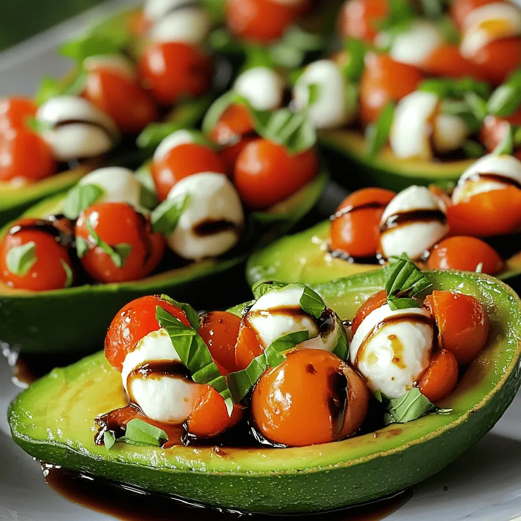 Für dieses einfache und frische Gericht benötigen Sie: - 2 reife Avocados - 1 Tasse Kirschtomaten, halbiert - 1 Tasse frische Mozzarellabällchen, halbiert (oder gewürfelte Mozzarella) - 1/4 Tasse frische Basilikumblätter, gehackt - 2 Esslöffel Balsamico-Glasur - 1 Esslöffel natives Olivenöl extra - Salz und Pfeffer nach Geschmack Achten Sie darauf, dass die Avocados reif sind. Sie sollten leicht weich sein, wenn Sie sie drücken. Die Kirschtomaten sollten frisch und saftig aussehen. Verwenden Sie bestenfalls Mozzarella aus frischer Milch. Das sorgt für einen tollen Geschmack. Frisches Basilikum gibt dem Gericht einen tollen Duft und Geschmack. Wenn Sie keine frischen Kirschtomaten finden, können Sie auch getrocknete Tomaten verwenden. Sie geben einen intensiven Geschmack. Anstelle von Mozzarella können Sie auch Feta-Käse nutzen. Das gibt einen anderen, aber leckeren Geschmack. Wenn Sie kein frisches Basilikum haben, probieren Sie getrocknete Kräuter. Sie sind eine gute Option, wenn frische Kräuter nicht verfügbar sind. Beginnen wir mit den Avocados. Halbiere die beiden reifen Avocados. Entferne die Kerne vorsichtig. Jetzt nimm einen Löffel und schöpfe etwas Fruchtfleisch aus jeder Hälfte heraus. Das gibt dir mehr Platz für die Füllung. Bewahre das ausgekratzte Avocadofleisch auf, es wird später nützlich sein. In einer Schüssel vermischst du die halbierten Kirschtomaten, die Mozzarellabällchen und die gehackten Basilikumblätter. Füge das Olivenöl und das aufbewahrte Avocadofleisch hinzu. Jetzt ist es Zeit, mit Salz und Pfeffer zu würzen. Mische alles vorsichtig, damit die Mozzarella nicht zerdrückt wird. Fülle die Hälften der Avocados mit der Tomaten- und Mozzarellamischung. Drücke die Füllung fest ein, damit nichts überläuft. Kurz bevor du servierst, beträufle die gefüllten Avocados mit Balsamico-Glasur. So erhältst du einen zusätzlichen, leckeren Geschmack. Serviere sie sofort und garniere sie nach Wunsch mit weiteren Basilikumblättern. Diese Schritte machen deine Caprese gefüllte Avocado zu einem frischen und einfachen Genuss. Du kannst das gesamte Rezept im [Full Recipe] finden. Um die besten Avocados zu finden, achte auf die Farbe. Sie sollten dunkelgrün oder fast schwarz sein. Drücke leicht auf die Frucht. Sie sollte sich sanft anfühlen, aber nicht matschig sein. Wenn die Avocado zu fest ist, ist sie noch nicht reif. Wenn sie zu weich ist, ist sie vielleicht überreif. Du kannst auch die Avocado am Stiel leicht abziehen. Ein grüner Stiel zeigt, dass die Frucht frisch ist. Caprese gefüllte Avocado passt gut zu verschiedenen Beilagen. Ein frischer gemischter Salat ergänzt die Aromen. Du kannst auch knuspriges Brot oder Baguette dazu servieren. Für einen herzhaften Geschmack eignen sich gegrillte Garnelen oder Hähnchenbrust. Diese Optionen machen dein Gericht zu einer vollwertigen Mahlzeit. Präsentation ist wichtig. Lege die gefüllten Avocados auf einen schönen Teller. Du kannst sie mit frischen Basilikumblättern garnieren. Ein Spritzer Balsamico-Glasur auf dem Teller sorgt für einen tollen Kontrast. Für mehr Farbe streue einige Kirschtomaten daneben. So sieht dein Gericht nicht nur lecker aus, es schmeckt auch fantastisch. Probiere es mit dem Full Recipe und genieße! {{image_4}} Du kannst die Caprese gefüllte Avocado vegan machen. Ersetze die Mozzarella-Käse mit veganem Käse. Viele Marken bieten leckere Alternativen an. Du kannst auch Cashew-Käse verwenden. Dieser gibt einen tollen Geschmack und eine ähnliche Textur. Fühle dich frei, mit verschiedenen Käsesorten zu spielen. Ziegenkäse passt gut zu den Tomaten. Er bringt eine cremige Note. Feta-Käse sorgt für einen salzigen Kick. Probiere auch blanchierten Ricotta. Dieser verleiht dem Gericht eine frische, leichte Konsistenz. Du kannst weitere Zutaten hinzufügen, um mehr Geschmack zu erzielen. Avocado und Tomaten sind schon lecker. Aber ein Spritzer Zitrone kann die Aromen verstärken. Auch gehackte Oliven geben einen salzigen Biss. Für einen würzigen Kick füge etwas Chili oder Pfeffer hinzu. Du kannst auch geröstete Pinienkerne für einen nussigen Crunch verwenden. Entdecke all diese Variationen und finde deinen eigenen Favoriten. Probiere die Full Recipe für die Basisversion aus. Um die gefüllte Avocado frisch zu halten, lege sie in einen luftdichten Behälter. Achte darauf, die Avocadohälften nicht übereinander zu stapeln. Das bewahrt die schöne Form. Wenn du die gefüllte Avocado nicht sofort isst, bewahre sie im Kühlschrank auf. Avocados neigen dazu, schnell braun zu werden. Um dies zu verhindern, träufle etwas Zitronensaft über die geschnittenen Flächen. Der Saft hilft, die Farbe zu bewahren. Du kannst auch die gefüllte Avocado mit Frischhaltefolie abdecken. Diese Folie sollte direkt auf die Füllung gelegt werden, um die Luft fernzuhalten. Die gefüllte Avocado bleibt im Kühlschrank etwa 1 bis 2 Tage frisch. Danach kann der Geschmack und die Textur leiden. Achte darauf, die Füllung nicht zu lange stehen zu lassen. Wenn du einen Teil übrig hast, genieße ihn bald. Diese leckeren Avocados sind am besten frisch. Du kannst das Rezept auch im Voraus zubereiten, aber fülle die Avocados erst kurz vor dem Servieren. Für das vollständige Rezept, schau dir bitte die [Full Recipe] an. Gefüllte Avocados sind am besten frisch. Du kannst sie etwa 1-2 Tage im Kühlschrank aufbewahren. Achte darauf, sie in einem luftdichten Behälter zu lagern. Die Füllung kann jedoch schnell oxidieren. Das bedeutet, dass sie braun werden kann. Um das zu vermeiden, träufle etwas Zitronensaft auf die Füllung. So bleibt sie länger frisch. Ja, das kannst du! Du kannst die Füllung bis zu einen Tag im Voraus zubereiten. Bewahre sie in einem luftdichten Behälter im Kühlschrank auf. Achte darauf, dass du die Avocados erst kurz vor dem Servieren füllst. So bleiben sie frisch und schön. Wenn du die Füllung machst, vermische alles gut. Lass das Avocadofleisch nicht zu lange draußen. Ja, sie sind sehr gesund! Avocados sind voll mit gesunden Fetten. Diese Fette sind gut für dein Herz. Kirschtomaten bieten viele Vitamine und Antioxidantien. Mozzarella hat viel Eiweiß und wenig Fett. Das Gericht ist auch leicht und frisch. Du kannst es als Snack oder als Teil einer Mahlzeit genießen. Verwende frische Zutaten für den besten Geschmack und die besten Nährstoffe. Wenn du mehr über die Zubereitung erfahren möchtest, schau dir das Full Recipe an. In diesem Blogbeitrag haben wir die besten Tipps für gefüllte Avocados besprochen. Wir haben die Zutaten, die Zubereitung und praktische Tipps durchgenommen. Zudem gab es Variationen und Aufbewahrungshinweise. Gefüllte Avocados sind einfach, lecker und vielseitig. Sie passen gut zu vielen Gerichten. Jetzt bist du bereit, sie selbst auszuprobieren. Mit diesen Informationen kannst du beeindruckende Speisen kreieren. Viel Spaß beim Kochen und Genießen!