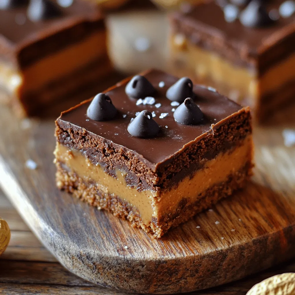 Für die No-Bake Chocolate Peanut Butter Bars brauchst du einige einfache Zutaten: - 1 Tasse Haferflocken - 1 Tasse natürliche Erdnussbutter - 1/2 Tasse Honig oder Ahornsirup - 1/2 Tasse Kakaopulver - 1/4 Tasse geschmolzenes Kokosöl - 1/2 Teelöffel Vanilleextrakt - 1/4 Teelöffel Meersalz - 1/2 Tasse dairy-free Schokoladenstückchen (optional) Diese Zutaten sind leicht zu finden. Du kannst sie im Supermarkt oder Bioladen kaufen. Zusätzlich zu diesen Zutaten brauchst du ein paar Utensilien: - Eine große Rührschüssel - Eine separate Schüssel für die feuchten Zutaten - Ein Spatel oder Löffel zum Mischen - Eine 20x20 cm große Backform - Backpapier Mit diesen Werkzeugen kannst du die Riegel einfach zubereiten. Achte auf die Qualität der Erdnussbutter. Wähle eine, die nur Erdnüsse enthält. So schmeckst du den echten Erdnussgeschmack. Für den Honig oder Sirup, benutze einen reinen, natürlichen Sweetener. Das macht die Riegel gesünder. Für das Kakaopulver, greife zu ungesüßtem. Es gibt einen tieferen Schokoladengeschmack. Und vergiss nicht, das Kokosöl zu verwenden. Es sorgt für eine tolle Textur und einen milden Geschmack. Wenn du die Riegel noch schokoladiger machen willst, füge die optionalen Schokoladenstückchen hinzu. Sie bringen etwas Extra und machen die Riegel unwiderstehlich. Für das vollständige Rezept, sieh dir den Abschnitt "Full Recipe" an. Bevor du beginnst, stelle sicher, dass du alle Zutaten bereit hast. Du brauchst eine große Rührschüssel, eine kleine Schüssel und eine 20x20 cm große Backform. Lege die Backform mit Backpapier aus. Das hilft später beim Herausnehmen der Riegel. In einer großen Rührschüssel vermischst du die Haferflocken, das Kakaopulver und das Meersalz. Rühre alles gut um, bis die Zutaten gleichmäßig verteilt sind. Diese Mischung gibt den Riegeln den richtigen Biss und den schokoladigen Geschmack. In einer separaten Schüssel verrührst du die Erdnussbutter, den Honig oder Ahornsirup, das geschmolzene Kokosöl und den Vanilleextrakt. Rühre alles gründlich mit einem Schneebesen, bis die Mischung schön cremig ist. Diese feuchte Mischung hilft, die trockenen Zutaten zusammenzuhalten. Jetzt gib die feuchte Mischung in die Schüssel mit den trockenen Zutaten. Rühre alles gut durch, bis du eine gleichmäßige Masse hast. Wenn du magst, füge die schokoladenfreien Schokoladenstückchen hinzu. Das gibt extra Schokoladengeschmack und macht die Riegel noch leckerer. Gieße die Mischung in die vorbereitete Backform. Drücke sie gleichmäßig fest, damit eine glatte Oberfläche entsteht. Stelle die Form für mindestens 2 Stunden in den Kühlschrank. So werden die Riegel fest. Nach dem Kühlen kannst du sie in Quadrate oder Rechtecke schneiden. Für die besten Ergebnisse bewahre die übrig gebliebenen Riegel in einem luftdichten Behälter im Kühlschrank auf. Sie halten sich bis zu einer Woche frisch. Wenn du das gesamte Rezept sehen möchtest, schau dir den [Full Recipe] an! Um die perfekte Konsistenz zu erzielen, achte auf das Verhältnis der Zutaten. Wenn die Mischung zu trocken ist, füge mehr Honig oder Kokosöl hinzu. Ist sie zu feucht, dann einfach mehr Haferflocken einrühren. Du möchtest eine feste, aber nicht bröckelige Masse. Diese Riegel sollen gut zusammenhalten, ohne zu kleben. Für eine vegane Version kannst du den Honig durch Ahornsirup ersetzen. Achte darauf, dass die Erdnussbutter keine tierischen Produkte enthält. Um glutenfrei zu bleiben, verwende glutenfreie Haferflocken. Damit kannst du die Riegel für alle Freunde und Familie anpassen, egal welche Diät sie haben. Du kannst die Riegel nach deinem Geschmack verändern. Füge Nüsse, Trockenfrüchte oder sogar Kokosraspeln hinzu. Auch verschiedene Kakaosorten oder Schokoladensorten machen einen großen Unterschied. Experimentiere mit den Zutaten, um deine Lieblingskombination zu finden. {{image_4}} Um Ihre No-Bake Chocolate Peanut Butter Bars zu verbessern, können Sie verschiedene Zutaten hinzufügen. Nüsse sind eine tolle Wahl. Sie bringen Knusprigkeit und gesunde Fette. Mandeln, Walnüsse oder sogar Haselnüsse passen gut. Trockenfrüchte sind eine weitere Option. Sie fügen Süße und Geschmack hinzu. Rosinen, Cranberries oder Datteln eignen sich hervorragend. Schneiden Sie sie klein, bevor Sie sie in die Mischung geben. Achten Sie jedoch darauf, die Menge nicht zu groß zu wählen. Dies kann die Konsistenz der Riegel beeinflussen. Sie müssen nicht bei Erdnussbutter bleiben. Viele Nussbutter sind möglich. Mandelbutter, Cashewbutter oder Sonnenblumenbutter sind gute Alternativen. Sie jeder bringt einen neuen Geschmack in das Rezept. Mandelbutter hat einen milden, süßen Geschmack. Cashewbutter ist cremig und reichhaltig. Sonnenblumenbutter ist perfekt für Allergiker. Wenn Sie eine andere Nussbutter verwenden, bleiben Sie bei der gleichen Menge. Süßungsmittel machen einen großen Unterschied im Geschmack. Honig und Ahornsirup sind die gängigsten. Aber es gibt noch mehr Optionen. Kokosblütenzucker kann eine interessante Note hinzufügen. Agavensirup ist ebenfalls eine gute Wahl. Wenn Sie es noch gesünder mögen, probieren Sie Stevia oder Erythrit. Diese sind kalorienarm und süß. Experimentieren Sie mit verschiedenen Süßungsmitteln, um den perfekten Geschmack zu finden. Um die No-Bake Chocolate Peanut Butter Bars frisch zu halten, lege die Riegel in einen luftdichten Behälter. Der Kühlschrank ist der beste Ort dafür. So bleiben sie kühl und lecker. Ich empfehle, sie in Quadrate zu schneiden, bevor du sie lagerst. So hast du die perfekte Portion bereit. Diese Riegel halten sich bis zu einer Woche im Kühlschrank. Nach dieser Zeit können sie an Geschmack verlieren. Achte darauf, dass du sie in einem gut verschlossenen Behälter aufbewahrst. So bleibst du auf der sicheren Seite. Wenn die Riegel ihren frischen Geruch verlieren oder eine komische Farbe haben, ist das ein schlechtes Zeichen. Auch ein komischer Geschmack kann darauf hindeuten, dass sie nicht mehr gut sind. Wenn du dir unsicher bist, wirf sie lieber weg. Frische ist wichtig für den besten Genuss. Die Riegel brauchen mindestens 2 Stunden im Kühlschrank, um fest zu werden. Diese Zeit hilft, die Mischung zu verfestigen. Wenn du sie schneller genießen möchtest, lass sie noch länger im Kühlschrank. So werden sie noch fester und leichter zu schneiden. Ja, du kannst die Erdnussbutter ersetzen. Nussbutter wie Mandel- oder Cashewbutter sind tolle Alternativen. Auch Samenbutter wie Sonnenblumenbutter funktionieren gut. Diese Optionen bieten unterschiedliche Geschmäcker, aber sie halten die Struktur der Riegel. Für eine Party kannst du die Riegel bunt gestalten. Füge bunte Streusel oder gehackte Nüsse als Topping hinzu. Du kannst auch die Form ändern und kleine Riegel oder Würfel schneiden. Diese kleinen Portionen sind perfekt zum Teilen! Du hast alle wichtigen Schritte zum Herstellen von energiereichen Riegeln gelernt. Wir haben die besten Zutaten gewählt, die Zubereitung Schritt für Schritt erklärt und Tipps für Variationen gegeben. Denke daran, die Riegel richtig zu lagern, damit sie frisch bleiben. Du kannst auch verschiedene Geschmäcker ausprobieren und anpassen, um sie perfekt für dich zu machen. Viel Spaß beim Experimentieren und Teilen deiner Riegel!