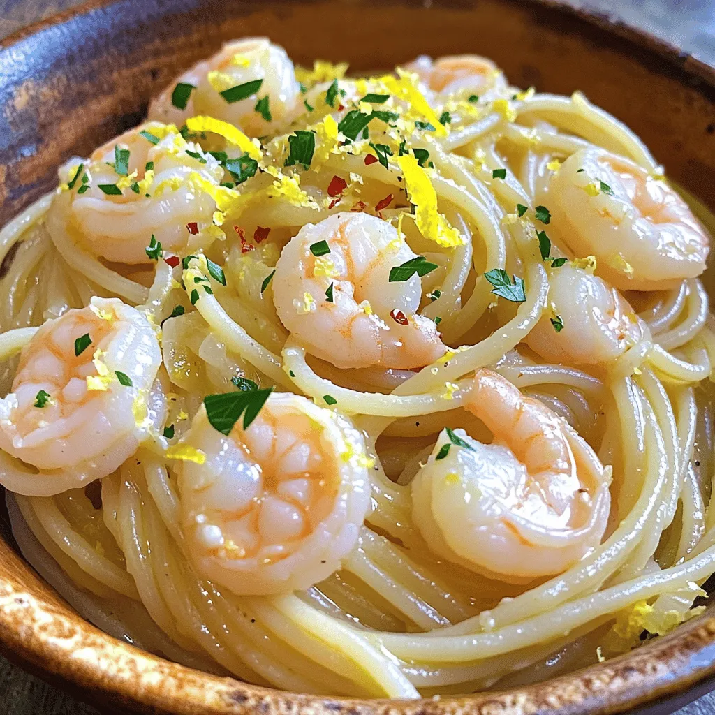 - 225 g Spaghetti oder Linguine - 450 g große Garnelen, geschält und entdarmt - 4 Knoblauchzehen, fein gehackt - 2 Esslöffel Olivenöl - 2 Esslöffel ungesalzene Butter - Schale und Saft von 1 Zitrone - 1/4 Teelöffel rote Pfefferflocken (optional) Um Lemon Garlic Shrimp Pasta zuzubereiten, brauchen Sie frische und einfache Zutaten. Die Hauptbestandteile sind Pasta und Garnelen. Spaghetti oder Linguine passen gut. Diese Nudeln nehmen die Aromen gut auf. Die Garnelen sind die Stars des Gerichts. Große, geschälte und entdarmte Garnelen sind ideal. Sie sind zart und schnell gar. Knoblauch verleiht dem Gericht ein tolles Aroma. Feingehackter Knoblauch bringt viel Geschmack. Olivenöl bringt die Aromen zusammen und macht die Pasta glänzend. Die Butter fügt eine cremige Textur hinzu. Zitronenschale und -saft sorgen für Frische. Rote Pfefferflocken geben einen kleinen Kick. Für das gesamte Rezept schauen Sie sich die Full Recipe an. Bringen Sie einen großen Topf mit gesalzenem Wasser zum Kochen. Fügen Sie 225 g Spaghetti oder Linguine hinzu und kochen Sie sie, bis sie al dente sind. Dies dauert etwa 8 bis 10 Minuten, je nach Marke. Bevor Sie die Pasta abgießen, bewahren Sie 240 ml vom Pastawasser auf. Dieses Wasser hilft später, die Soße zu binden. Erhitzen Sie in einer großen Pfanne 2 Esslöffel Olivenöl und 2 Esslöffel Butter bei mittlerer Hitze. Wenn die Butter geschmolzen ist, geben Sie 4 fein gehackte Knoblauchzehen und, falls gewünscht, 1/4 Teelöffel rote Pfefferflocken hinzu. Braten Sie alles für etwa 1 Minute an. Achten Sie darauf, dass der Knoblauch nicht braun wird, da er sonst bitter schmeckt. Legen Sie 450 g große, geschälte und entdarmte Garnelen in die Pfanne. Würzen Sie sie mit Salz und Pfeffer. Braten Sie die Garnelen für 2 bis 3 Minuten auf einer Seite, bis sie rosa sind. Drehen Sie sie dann um und garen Sie sie weitere 1 bis 2 Minuten, bis sie durchgegart sind. Nehmen Sie die Garnelen aus der Pfanne und stellen Sie sie beiseite. Geben Sie die gekochte Pasta in die gleiche Pfanne. Fügen Sie das reservierte Pastawasser (beginnend mit 120 ml) hinzu. Rühren Sie die Schale und den Saft von 1 Zitrone unter. Mischen Sie alles gut, bis die Pasta gleichmäßig überzogen ist. Wenn die Mischung zu trocken erscheint, fügen Sie mehr Pastawasser hinzu. Geben Sie die Garnelen zurück in die Pfanne und vermengen Sie alles. Passen Sie die Würze nach Geschmack an. Servieren Sie die Pasta in Schalen. Garnieren Sie sie mit frisch gehackter Petersilie und, wenn Sie möchten, geriebenem Parmesan. Genießen Sie diese schmackhafte Kombination! Die perfekte Garzeit für Garnelen ist wichtig. Garnelen sind schnell gar. Sie sollten rosa und fest sein. Normalerweise dauert es nur 2-5 Minuten. Wenn du sie zu lange kochst, werden sie gummiartig. Achte darauf, sie regelmäßig zu wenden. So garen sie gleichmäßig. Wenn du sie aus der Pfanne nimmst, sollten sie leicht glänzen. Grillen oder braten gibt Garnelen viel Geschmack. Beim Grillen erhältst du ein rauchiges Aroma. Braten in der Pfanne ist auch schnell und einfach. Du kannst die Garnelen in etwas Olivenöl mit Knoblauch braten. So bleibt der Geschmack frisch und lecker. Probiere auch verschiedene Gewürze beim Grillen. Diese kleinen Variationen bringen viel Freude beim Essen. Zu Lemon Garlic Shrimp Pasta passen viele Beilagen. Ein frischer Salat macht das Gericht leicht. Ein knuspriges Baguette passt auch gut dazu. Du kannst auch gedünstetes Gemüse servieren. Brokkoli oder grüne Bohnen sind tolle Optionen. Diese Beilagen ergänzen die Pasta und Garnelen perfekt. Sie bringen mehr Farbe und Nährstoffe auf den Teller. {{image_4}} Wenn Sie eine vegetarische Variante der Lemon Garlic Shrimp Pasta möchten, gibt es viele tolle Optionen. Sie können Garnelen durch Gemüse ersetzen. Zum Beispiel sind Zucchini oder Paprika ideal. Diese Gemüse sind leicht und haben einen tollen Geschmack. Auch Brokkoli und Spargel passen gut. Sie können sie einfach in der Pfanne anbraten, genau wie die Garnelen. So bleibt das Gericht frisch und lecker. Die Wahl der Pasta spielt eine große Rolle. Spaghetti und Linguine sind klassisch, aber Sie können auch andere Formen verwenden. Fusilli oder Farfalle sind toll für diese Sauce. Sie halten den Geschmack gut fest. Auch Vollkorn- oder glutenfreie Pasta sind gute Alternativen. Diese Optionen machen das Gericht nahrhafter und interessanter. Für mehr Geschmack können Sie frische Kräuter nutzen. Basilikum oder Petersilie bringen frische Noten ins Gericht. Auch Minze kann eine tolle Note hinzufügen. Zitrusfrüchte sind ebenfalls eine gute Wahl. Limettensaft oder Orangenschale geben einen neuen Twist. Experimentieren Sie mit diesen Zutaten, um Ihre eigene Variante zu kreieren. Lassen Sie Ihrer Kreativität freien Lauf! Wie lange hält sich die Pasta im Kühlschrank? Die Limonen-Knoblauch-Garnelen-Pasta bleibt bis zu drei Tage frisch. Bewahre die Reste in einem luftdichten Behälter auf. So bleibt der Geschmack erhalten. Stelle sicher, dass die Pasta vollständig abgekühlt ist, bevor du sie in den Kühlschrank stellst. So vermeidest du Kondenswasser, das die Pasta matschig machen kann. Ist die Pasta geeignet für das Einfrieren? Ja, du kannst die Pasta einfrieren. Das beste Ergebnis erzielst du, wenn du die Garnelen und die Pasta getrennt einfrierst. Lege die abgekühlte Pasta in einen gefrierfesten Behälter. Verwende Frischhaltefolie, um die Luft zu entfernen. So bleibt die Pasta bis zu zwei Monate haltbar. Wenn du bereit bist, sie zu essen, lasse sie im Kühlschrank über Nacht auftauen. Wie bereitest du die Gerichte am besten wieder auf? Die beste Methode ist, die Pasta in einer Pfanne mit etwas Wasser oder Brühe zu erhitzen. So wird die Pasta gleichmäßig warm und bleibt nicht trocken. Erhitze die Mischung bei mittlerer Hitze, bis sie dampft. Rühre regelmäßig um. Dies hilft, die Garnelen nicht zu überkochen. Achte darauf, nicht zu lange zu erhitzen, damit die Garnelen zart bleiben. Die Zubereitung dauert insgesamt 30 Minuten. Die Vorbereitungszeit ist etwa 15 Minuten. In dieser Zeit kochen Sie die Pasta und bereiten die Garnelen vor. Dann benötigen Sie etwa 15 Minuten zum Kochen in der Pfanne. Diese schnelle Zubereitung macht das Gericht ideal für ein schnelles Abendessen. Ja, gefrorene Garnelen sind in diesem Rezept gut geeignet. Achten Sie darauf, sie zuerst aufzutauen. Legen Sie sie einfach in kaltes Wasser für etwa 15-20 Minuten. So wird die Textur der Garnelen besser. Verwenden Sie sie dann wie frische Garnelen. Die Zubereitung bleibt gleich, und der Geschmack bleibt lecker. Wenn Ihre Pasta zu trocken ist, fügen Sie einfach mehr vom reservierten Pastawasser hinzu. Beginnen Sie mit 60 ml und rühren Sie gut um. Das Wasser hilft, die Pasta wieder saftig zu machen. Sie können auch etwas mehr Olivenöl oder Butter hinzufügen, um die Textur zu verbessern. Ja, Lemon Garlic Shrimp Pasta kann gesund sein. Garnelen sind eine gute Proteinquelle. Sie sind auch niedrig in Kalorien. Die Pasta liefert Kohlenhydrate für Energie. Zitronensaft und Petersilie bringen Vitamine und Geschmack. Achten Sie jedoch auf die Menge an Butter und Käse, um die Kalorien niedrig zu halten. Ja, Sie können Knoblauchpulver verwenden. Ein Teelöffel Knoblauchpulver ersetzt eine frische Knoblauchzehe. Der Geschmack ist jedoch etwas anders. Frischer Knoblauch hat einen kräftigeren Geschmack. Wenn Sie schneller arbeiten möchten, ist Pulver eine gute Wahl. Zusammenfassend haben wir den Prozess zur Zubereitung von Lemon Garlic Shrimp Pasta betrachtet. Wir haben wichtige Zutaten, eine Schritt-für-Schritt-Anleitung und viele Tipps geteilt. Experimentiere mit Variationen oder Alternativen, um dein Gericht anzupassen. Denke auch an die Aufbewahrung der Reste, um nichts wegzuwerfen. Mit diesen Tipps und Tricks gelingt dir dieses Gericht immer wieder lecker! Mach es selbst und genieße die Freude am Kochen.