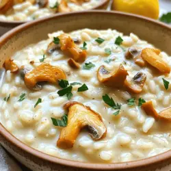 Für ein leckeres Risotto brauchst du einige Hauptzutaten. Hier sind sie: - 1 Tasse Arborio-Reis - 4 Tassen Gemüsebrühe - 1 Tasse Pilze (Champignons oder Cremini), in Scheiben geschnitten - 1 kleine Zwiebel, fein gehackt - 2 Knoblauchzehen, gehackt - 1 Tasse ungesüßte Kokosmilch - 2 Esslöffel Olivenöl - 1 Esslöffel Butter - ½ Tasse geriebener Parmesan (oder Nährhefe für eine milchfreie Option) - Salz und Pfeffer nach Geschmack - Frische Petersilie, gehackt (zum Garnieren) - Ein Spritzer Zitronensaft (optional, für Frische) Um dem Risotto mehr Geschmack zu geben, kannst du verschiedene Gewürze und Kräuter hinzufügen. Hier sind einige Ideen: - Thymian: Er passt gut zu Pilzen und gibt Wärme. - Rosmarin: Ein Hauch von Rosmarin bringt Frische. - Muskatnuss: Ein wenig Muskatnuss gibt Tiefe. - Pfeffer: Frisch gemahlener Pfeffer macht das Gericht würzig. Falls du einige Zutaten nicht hast oder magst, gibt es Alternativen: - Reis: Verwende Carnaroli-Reis für eine cremigere Konsistenz. - Gemüsebrühe: Hühnerbrühe kann auch gut funktionieren. - Pilze: Probiere Shiitake oder Austernpilze für andere Aromen. - Kokosmilch: Ersetze sie durch Sahne für einen reichhaltigeren Geschmack. Für das vollständige Rezept, schau dir die [Full Recipe] an. Zuerst brauchen wir die Gemüsebrühe. Erhitze sie in einem kleinen Topf bei niedriger Hitze. Halte sie warm, während du das Risotto machst. Jetzt bereite die anderen Zutaten vor: Hacke die Zwiebel und den Knoblauch klein. Schneide die Pilze in Scheiben. Lege alles bereit, damit du schnell arbeiten kannst. Erhitze in einer großen Pfanne das Olivenöl und die Butter bei mittlerer Hitze. Gib die Zwiebel in die Pfanne und brate sie für 3-4 Minuten. Sie soll glasig werden. Füge den gehackten Knoblauch hinzu und brate ihn eine Minute lang. Dann kommen die Pilze in die Pfanne. Koche sie, bis sie goldbraun sind. Das dauert etwa 5-7 Minuten. Jetzt ist es Zeit für den Arborio-Reis. Gib ihn in die Pfanne und rühre ihn 1-2 Minuten um. Das gibt ihm einen nussigen Geschmack. Beginne, die warme Brühe löffelweise hinzuzufügen. Rühre ständig, damit der Reis gleichmäßig kocht. Warte, bis der Reis die Brühe fast ganz aufnimmt, bevor du mehr hinzugibst. Das Kochen dauert 15-20 Minuten. Der Reis soll al dente und cremig sein. Sobald der Reis fertig ist, reduziere die Hitze. Rühre die Kokosmilch und den Parmesan ein. Das macht das Risotto sehr cremig. Würze es mit Salz, Pfeffer und einem Spritzer Zitronensaft. Lass das Risotto eine Minute ruhen, bevor du es servierst. Garniere es mit Petersilie. Das gibt Farbe und Frische. Für das komplette Rezept schau dir die [Full Recipe] an. Um die perfekte Risottokonsistenz zu erreichen, ist Geduld wichtig. Achte darauf, die Brühe langsam hinzuzufügen. Nutze eine Schöpfkelle und füge immer nur eine Portion Brühe hinzu. Rühre ständig, bis die Flüssigkeit fast ganz aufgesogen ist. Diese Technik sorgt für eine cremige Textur. Der Arborio-Reis gibt Stärke ab und macht das Risotto schön sämig. Wenn du das Gefühl hast, es ist zu dick, füge einfach etwas mehr Brühe hinzu. Ein häufiger Fehler ist, zu viel Brühe auf einmal hinzuzufügen. Das macht das Risotto nicht cremig. Ein anderer Fehler ist, das Risotto nicht oft genug zu rühren. Rühren hilft, die Stärke zu aktivieren. Achte auch darauf, den Reis nicht zu überkochen. Er sollte al dente sein. Das bedeutet, dass er weich ist, aber noch einen leichten Biss hat. Wenn das Risotto zu trocken ist, füge mehr Flüssigkeit hinzu. Serviere das Risotto in flachen Schalen. Garniere es mit frischen Kräutern wie Petersilie. Du kannst auch einige zusätzliche Pilze oben drauf legen. Ein Spritzer Zitronensaft bringt Frische. Für extra Geschmack kannst du mehr Parmesan darüber streuen. Wenn du magst, serviere dazu einen grünen Salat. Das macht das Gericht noch leckerer. Für den besten Genuss, serviere das Risotto sofort nach dem Kochen. Es schmeckt frisch am besten. Für weitere Anleitungen und Tipps, schau dir das vollständige Rezept an: [Full Recipe]. {{image_4}} Du kannst das cremige Pilz-Risotto leicht anpassen. Für eine vegetarische Option nimm einfach Parmesan. Wenn du eine vegane Variante willst, ersetze den Käse durch Nährhefe. Diese Hefe gibt einen umami Geschmack, der dem Parmesan ähnlich ist. Verwende auch pflanzliche Butter oder ganz einfach Olivenöl. So bleibt das Risotto lecker und vegan. Die Kokosmilch sorgt für eine schöne Cremigkeit. Du kannst viele Zutaten hinzufügen, um dein Risotto zu variieren. Hier sind einige Ideen: - Erbsen: Sie bringen eine süße Note. - Spinat: Für mehr Farbe und Nährstoffe. - Sonnengetrocknete Tomaten: Sie geben einen intensiven Geschmack. - Trüffelöl: Ein Spritzer für Luxus und Aroma. - Geröstete Nüsse: Diese sorgen für Crunch und Protein. Experimentiere mit diesen Zutaten, um deinen eigenen Geschmack zu finden. Risotto gibt es in vielen Regionen Italiens mit eigenen Zutaten. Zum Beispiel: - Risotto alla Milanese: Mit Safran für eine goldene Farbe. - Risotto al Barolo: Mit Rotwein für einen tiefen Geschmack. - Risotto ai Funghi: Mit verschiedenen Pilzen für Vielfalt. Jede Region hat ihre eigene Note. So kannst du die Vielfalt der italienischen Küche genießen. Probiere die regionalen Varianten aus und finde deinen Favoriten. Für das Basisrezept schaue dir das [Full Recipe] an. Wenn Sie Risotto übrig haben, lassen Sie es zuerst abkühlen. Das verhindert, dass sich Bakterien bilden. Legen Sie das Risotto dann in einen luftdichten Behälter. So bleibt es frisch und lecker. Sie können es auch in Portionen aufteilen. So ist es einfacher, nur das zu nehmen, was Sie brauchen. Um Risotto aufzuwärmen, geben Sie es in einen Topf. Fügen Sie etwas Gemüsebrühe oder Wasser hinzu. Dies hilft, das Risotto wieder cremig zu machen. Erhitzen Sie es bei mittlerer Hitze und rühren Sie oft um. So vermeiden Sie, dass es anbrennt. Alternativ können Sie es in der Mikrowelle aufwärmen. Decken Sie die Schüssel mit einem feuchten Küchentuch ab, um die Feuchtigkeit zu halten. Risotto hält sich im Kühlschrank etwa 3 Tage. Achten Sie darauf, dass der Behälter gut verschlossen ist. Wenn Sie das Risotto länger aufbewahren möchten, können Sie es einfrieren. Es hält sich bis zu 2 Monate im Gefrierfach. Denken Sie daran, es vor dem Gefrieren in Portionen zu teilen. So können Sie leicht nur das auftauen, was Sie möchten. Das Risotto braucht insgesamt etwa 30 Minuten. Die Vorbereitung dauert ungefähr 10 Minuten. Das Kochen des Risottos dauert 20 Minuten. In dieser Zeit wird der Reis schön cremig und zart. Achten Sie darauf, die Brühe warm zu halten, während Sie den Reis kochen. Das macht den Prozess schneller und einfacher. Ja, Sie können viele Pilzsorten verwenden. Champignons und Cremini sind großartig, aber auch Shiitake oder Pfifferlinge sind lecker. Experimentieren Sie mit verschiedenen Sorten für neue Aromen. Achten Sie darauf, die Pilze gut zu reinigen und in gleichmäßige Stücke zu schneiden. So kochen sie gleichmäßig und geben ihren Geschmack gut ab. Ja, Risotto ist von Natur aus glutenfrei. Arborio-Reis enthält kein Gluten. Achten Sie jedoch darauf, dass die Brühe ebenfalls glutenfrei ist. Einige Brühen können glutenhaltige Zutaten enthalten. Lesen Sie die Etiketten, um sicherzustellen, dass alles in Ihrem Risotto glutenfrei ist. Wenn Sie keinen Parmesan verwenden möchten, gibt es Alternativen. Nährhefe ist eine gute Option für einen milchfreien Geschmack. Sie können auch veganen Käse verwenden, der gut schmilzt. Für zusätzliche Frische können Sie auch etwas Zitronensaft hinzufügen. Dies gibt dem Risotto einen schönen Geschmack, auch ohne Käse. Risotto ist ein einfaches, aber köstliches Gericht. Wir haben die wichtigsten Zutaten besprochen, wie man sie perfekt zubereitet und was für Variationen möglich sind. Es gibt viele Tipps, um die Konsistenz richtig hinzubekommen und häufige Fehler zu vermeiden. Denke auch daran, wie du übrig gebliebenes Risotto richtig lagerst. Mit diesen Informationen bist du gut gewappnet, um ein schmackhaftes Risotto zu kreieren. Probiere neue Variationen und genieße jedes Bissen!