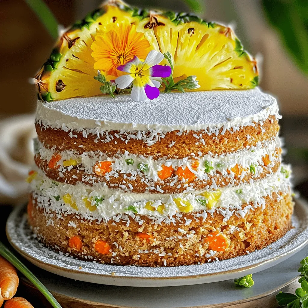 In diesem Rezept für den tropischen Ananas-Möhrenkuchen nutzen wir einige Hauptzutaten. Diese sorgen für den köstlichen Geschmack und die saftige Konsistenz. Hier ist die Liste der wichtigsten Zutaten: - 2 Tassen Allzweckmehl - 1 1/2 Tassen Kristallzucker - 1 Teelöffel Backpulver - 1 Teelöffel Natron - 1 Teelöffel gemahlener Zimt - 1/2 Teelöffel gemahlene Muskatnuss - 1/2 Teelöffel Salz - 4 große Eier - 1 Tasse Pflanzenöl - 2 Tassen geraspelte Karotten - 1 Tasse zerdrückte Ananas, abgetropft Diese Zutaten bilden die Basis für unseren Kuchen. Sie bringen die Süße und die nötige Feuchtigkeit mit. Für etwas mehr Textur und Geschmack können Sie auch einige optionale Zutaten hinzufügen: - 1/2 Tasse gehackte Walnüsse oder Pekannüsse - 1/2 Tasse ungesüßte Kokosraspel Diese Zutaten sind nicht notwendig, machen den Kuchen aber noch interessanter. Frische Zutaten sind der Schlüssel zu einem großartigen Kuchen. Hier sind einige Tipps, um die besten Zutaten auszuwählen: - Karotten: Wählen Sie feste und knusprige Karotten ohne weiche Stellen. - Ananas: Verwenden Sie frische oder gut abgetropfte Dosenananas. Achten Sie darauf, dass sie keinen Zuckerzusatz hat. - Nüsse: Wenn Sie Nüsse verwenden, wählen Sie ungesalzene und frische Sorten. Das gibt dem Kuchen einen tollen Crunch. Frische Zutaten machen den Unterschied. So kommt der volle Geschmack zur Geltung. Weitere Details finden Sie im Full Recipe. Heize deinen Backofen auf 175 °C (350°F) vor. Dies sorgt für ein gleichmäßiges Backen. Fette zwei runde Kuchenformen mit 23 cm (9 Zoll) Durchmesser ein. Bestäube die Formen leicht mit Mehl oder lege sie mit Backpapier aus. So bleibt der Kuchen später nicht kleben. Nimm eine große Rührschüssel. Mische das Allzweckmehl, den Kristallzucker, das Backpulver, das Natron, den Zimt, die Muskatnuss und das Salz mit einem Schneebesen. Rühre alles gut durch. Dadurch werden die trockenen Zutaten gleichmäßig verteilt. Das ist wichtig für den Geschmack und die Textur des Kuchens. In einer anderen Schüssel schlage die vier großen Eier auf. Füge dann das Pflanzenöl und den Vanilleextrakt hinzu. Rühre die Mischung, bis sie glatt ist. Diese Mischung bringt Feuchtigkeit in den Kuchen. Wenn du magst, kannst du auch etwas Limettensaft für zusätzlichen Geschmack hinzufügen. Jetzt ist es Zeit, die Karotten und die Ananas hinzuzufügen. Rühre die geraspelten Karotten, die zerdrückte Ananas, die Nüsse und die Kokosraspel unter die nassen Zutaten. Gieße dann die nassen Zutaten in die Schüssel mit den trockenen Zutaten. Hebe alles vorsichtig unter, bis es gut vermischt ist. Teile den Teig gleichmäßig in die vorbereiteten Formen auf. Backe die Kuchen für 30-35 Minuten. Der Kuchen ist fertig, wenn ein Zahnstocher sauber herauskommt. Nachdem du die Kuchen aus dem Ofen genommen hast, lasse sie 10 Minuten in den Formen abkühlen. Danach lege sie auf ein Kuchengitter, um sie vollständig abkühlen zu lassen. Für das Frosting kannst du eine Frischkäse-Glasur mit Limettensaft zubereiten. So erhältst du eine frische und tropische Note. Wenn du mehr über die Zutaten und die Zubereitung erfahren möchtest, schaue dir das [Full Recipe] an. Um einen perfekten tropischen Ananas-Möhrenkuchen zu backen, gibt es einige einfache Tipps. Achte darauf, die Zutaten genau abzuwiegen. Zu viel oder zu wenig kann den Kuchen trocken oder matschig machen. Stelle sicher, dass alle Zutaten Zimmertemperatur haben. Dies hilft, eine gleichmäßige Mischung zu erzielen. Vermische die trockenen Zutaten gut, bevor du die nassen hinzufügst. Das sorgt für eine bessere Textur. Ein häufiger Fehler ist, den Teig zu lange zu rühren. Rühre nur, bis die Zutaten vermischt sind. So bleibt der Kuchen fluffig. Ein weiterer Fehler ist, den Kuchen zu früh aus dem Ofen zu nehmen. Verwende einen Zahnstocher, um die Garzeit zu überprüfen. Wenn er sauber herauskommt, ist der Kuchen bereit. Vergiss nicht, die Kuchenformen gut einzufetten. So wird das Entformen leicht. Manchmal kann der Teig zu dick oder zu dünn sein. Fühlst du, dass der Teig zu dick ist? Füge einen Esslöffel Wasser oder Ananassaft hinzu. Das macht den Teig geschmeidiger. Ist der Teig zu dünn? Dann füge etwas mehr Mehl hinzu. Achte darauf, die Änderungen schrittweise vorzunehmen. Für genauere Messungen kannst du auch die Full Recipe verwenden. So wird jeder Bissen köstlich und saftig! {{image_4}} Das Frosting macht den Kuchen besonders. Ein einfaches Frischkäse-Frosting passt gut. Füge etwas Limettensaft hinzu für einen frischen Geschmack. Du kannst auch Kokoscreme verwenden. Das bringt mehr tropisches Flair. Ein Schokoladenfrosting ist ebenfalls eine gute Wahl. Es bringt eine süße Note. Probiere verschiedene Kombinationen aus! Die Gewürze machen den Kuchen einzigartig. Du kannst mehr Zimt oder Muskatnuss hinzufügen. Das gibt dem Kuchen einen intensiveren Geschmack. Für eine schärfere Note, füge etwas Ingwer hinzu. Wenn du etwas anderes willst, probiere Kardamom. Es gibt dem Kuchen ein exotisches Aroma. Jeder kann seinen eigenen Twist finden. Für glutenfreien Kuchen benutze Mandelmehl oder Hafermehl. Diese Mehle geben einen anderen, leckeren Geschmack. Du kannst auch eine Mischung aus glutenfreien Mehlen verwenden. Wenn du vegan backen möchtest, ersetze die Eier. Nutze Leinsamen oder Chiasamen mit Wasser. Diese Alternativen helfen beim Binden. Verwende pflanzliches Öl anstelle von Butter. So bleibt der Kuchen saftig und lecker. Wenn du mehr über die Zutaten und Zubereitung erfahren möchtest, schaue dir das Full Recipe an. Um den tropischen Ananas-Möhrenkuchen frisch zu halten, lagere ihn an einem kühlen, trockenen Ort. Wickele ihn gut in Frischhaltefolie oder lege ihn in einen luftdichten Behälter. Dies hilft, die Feuchtigkeit zu bewahren und den Kuchen vor dem Austrocknen zu schützen. Im Kühlschrank bleibt der Kuchen etwa fünf bis sieben Tage frisch. Stelle sicher, dass er gut verpackt ist. Wenn du den Kuchen länger aufbewahren möchtest, kannst du ihn im Gefrierschrank lagern. Dort hält er bis zu drei Monate. Achte darauf, ihn in Frischhaltefolie und dann in Alufolie zu wickeln, um Gefrierbrand zu vermeiden. Wenn du den Kuchen nach der Lagerung wieder genießen möchtest, lasse ihn zuerst auf Raumtemperatur kommen. Du kannst ihn leicht aufwärmen, indem du ihn für einige Minuten in den Ofen bei niedriger Temperatur stellst. Dadurch wird der Kuchen wieder saftig und frisch. Wenn du das Frosting hinzugefügt hast, kannst du auch etwas neuen Zuckerguss obenauf geben, um ihm ein frisches Aussehen zu verleihen. Du kannst den Kuchen bis zu zwei Tage im Voraus backen. Lagere ihn gut verpackt bei Raumtemperatur. So bleibt er frisch und saftig. Wenn du ihn länger aufbewahren möchtest, friere ihn ein. Das ist eine tolle Option für Partys. Ja, du kannst andere Früchte hinzufügen! Bananen oder Mangos passen gut dazu. Achte darauf, dass die Früchte nicht zu nass sind. Zu viel Feuchtigkeit kann den Kuchen matschig machen. Ja, dieser Kuchen ist perfekt für Kinder. Er hat süßen Geschmack und ist sehr saftig. Die Karotten und Ananas machen ihn gesund und lecker. Kinder lieben die fruchtigen Aromen! Um den Kuchen glutenfrei zu machen, ersetze das Allzweckmehl durch glutenfreies Mehl. Achte darauf, ein gutes Gluten-ersetzendes Produkt zu wählen. Du kannst auch eine Mischung aus verschiedenen glutenfreien Mehlen verwenden. Die besten Beilagen sind frische Früchte und Schlagsahne. Du kannst auch ein Stück Kokosnusseis servieren. Diese Optionen ergänzen den tropischen Geschmack perfekt. Ein Spritzer Limette bringt noch mehr Frische! Für das vollständige Rezept, schau dir die [Full Recipe] an. Zusammenfassend haben wir die wichtigsten Zutaten und eine detaillierte Anleitung besprochen. Sie sollten frische Zutaten wählen, um den besten Geschmack zu erzielen. Mit unseren Tipps und Tricks können Sie häufige Fehler vermeiden und den perfekten Kuchen backen. Auch Variationen wie verschiedene Frostings und diätetische Alternativen stehen zur Verfügung. Achten Sie auf die richtige Lagerung, damit der Kuchen lange frisch bleibt. So gelingt Ihnen jedes Mal ein köstliches Backwerk!