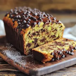 Für ein leckeres Chocolate Chip Zucchini Bread brauchst du folgende Hauptzutaten: - 1 Tasse geriebene Zucchini (ca. 1 mittelgroße Zucchini) - 1 Tasse Weizenmehl - 1/2 Tasse Vollkornmehl - 1 Teelöffel Backnatron - 1/2 Teelöffel Backpulver - 1/2 Teelöffel Salz - 1 Teelöffel gemahlener Zimt - 1/4 Teelöffel Muskatnuss - 1/2 Tasse brauner Zucker, fest gepackt - 1/4 Tasse Kristallzucker - 1/2 Tasse Pflanzenöl - 2 große Eier - 1 Teelöffel Vanilleextrakt - 1 Tasse Zartbitter-Schokoladenstückchen Diese Zutaten bringen viel Geschmack und Feuchtigkeit in das Brot. Die Zucchini sorgt dafür, dass das Brot schön saftig bleibt. Du kannst das Rezept nach deinem Geschmack anpassen. Füge gehackte Nüsse hinzu, wenn du magst. Walnüsse oder Pekannüsse passen gut. Sie geben einen tollen Crunch. Auch extra Schokoladenstückchen sind eine gute Idee, wenn du es noch schokoladiger magst. Du kannst die Menge an Schokoladenstückchen erhöhen, um das Brot noch süßer zu machen. Wenn du Zucker reduzieren willst, probiere Honig oder Ahornsirup. Diese Süßstoffe geben auch einen guten Geschmack. Für das Mehl kannst du glutenfreies Mehl verwenden, um das Brot glutenfrei zu machen. Achte darauf, die Menge entsprechend anzupassen. Du kannst auch Mandelmehl für einen nussigen Geschmack verwenden. Experimentiere ein wenig, um deinen perfekten Mix zu finden. Das sind die Zutaten, die du brauchst, um dein Chocolate Chip Zucchini Bread zu machen. Du findest das komplette Rezept in der *Full Recipe*. Zuerst müssen Sie die Zucchini vorbereiten. Nehmen Sie eine mittelgroße Zucchini und reiben Sie sie. Legen Sie die geriebene Zucchini in eine Schüssel. Fügen Sie eine Prise Salz hinzu und lassen Sie sie etwa 10 Minuten ruhen. Diese Zeit hilft, die überschüssige Feuchtigkeit zu entziehen. Danach drücken Sie die Zucchini gut mit einem sauberen Geschirrtuch aus, um die Flüssigkeit zu entfernen. Dies ist ein wichtiger Schritt für die richtige Konsistenz des Brotes. In einer anderen Schüssel vermischen Sie die trockenen Zutaten. Kombinieren Sie 1 Tasse Weizenmehl, 1/2 Tasse Vollkornmehl, 1 Teelöffel Backnatron, 1/2 Teelöffel Backpulver, 1/2 Teelöffel Salz, 1 Teelöffel gemahlenen Zimt und 1/4 Teelöffel Muskatnuss. Rühren Sie alles gut um, bis die Zutaten gleichmäßig verteilt sind. Stellen Sie diese Mischung beiseite, während Sie die feuchten Zutaten vorbereiten. In einer großen Schüssel vermengen Sie die feuchten Zutaten. Geben Sie 1/2 Tasse braunen Zucker und 1/4 Tasse Kristallzucker in die Schüssel. Fügen Sie 1/2 Tasse Pflanzenöl hinzu und rühren Sie die Mischung gut um. Schlagen Sie dann 2 große Eier einzeln ein und geben Sie 1 Teelöffel Vanilleextrakt dazu. Jetzt mischen Sie die trockenen Zutaten nach und nach unter die feuchten Zutaten. Falten Sie die Mischung vorsichtig, bis alles gerade so vermischt ist. Achten Sie darauf, nicht zu viel zu rühren. Jetzt ist es Zeit, die Zucchini und die Schokoladenstückchen hinzuzufügen. Heben Sie die ausgedrückte Zucchini, 1 Tasse Zartbitter-Schokoladenstückchen und 1/2 Tasse gehackte Nüsse (falls verwendet) vorsichtig unter den Teig. Gießen Sie den Teig in die vorbereitete Kastenform und glätten Sie die Oberfläche. Backen Sie das Brot bei 175°C (350°F) für 55 bis 65 Minuten. Überprüfen Sie mit einem Zahnstocher, ob das Brot fertig ist. Wenn der Zahnstocher sauber herauskommt, ist das Brot bereit. Lassen Sie das Brot 10 Minuten in der Form abkühlen, bevor Sie es auf ein Kuchengitter legen, um vollständig abzukühlen. Diese Schritte sorgen dafür, dass Ihr Chocolate Chip Zucchini Bread perfekt wird. Sie können das vollständige Rezept für weitere Details einsehen. Um die perfekte Konsistenz für dein Chocolate Chip Zucchini Bread zu erzielen, ist die Zucchini der Schlüssel. Verwende frische Zucchini und reibe sie grob. Lass die Zucchini nach dem Reiben mit etwas Salz ruhen. Das entzieht der Zucchini überschüssige Feuchtigkeit. Danach drücke sie gut aus. Das hält dein Brot nicht zu feucht. Beim Backen gibt es einige häufige Fehler zu beachten. Übermische den Teig nicht. Zu viel Rühren macht das Brot zäh. Mische die trockenen und feuchten Zutaten nur, bis sie gerade verbunden sind. Achte auch darauf, die Backzeit zu kontrollieren. Wenn der Zahnstocher sauber herauskommt, ist das Brot fertig. Wenn die Oberseite zu schnell bräunt, decke sie mit Alufolie ab. Du kannst das Rezept leicht anpassen, um neue Geschmäcker zu finden. Füge Gewürze wie Muskat oder Ingwer hinzu, um einen besonderen Kick zu bekommen. Vielleicht magst du auch Nüsse oder andere Schokoladensorten. Probiere weiße Schokolade oder Milchschokolade für eine süßere Note. Nutze die [Full Recipe] als Basis und experimentiere mit deinen Lieblingszutaten. {{image_4}} Um eine vegane Version zu machen, ersetzen Sie die Eier. Nutzen Sie stattdessen Apfelmus oder Leinsamen. Mischen Sie einen Esslöffel Leinsamen mit drei Esslöffeln Wasser. Lassen Sie es fünf Minuten stehen. So erhalten Sie eine gute Bindung. Verwenden Sie auch pflanzliches Öl, um die Feuchtigkeit zu bewahren. Für eine glutenfreie Option nehmen Sie glutenfreies Mehl. Diese Mischung funktioniert gut und sorgt für einen tollen Geschmack. Achten Sie auf eine Mischung mit Xanthan, um die Textur zu verbessern. So bleibt das Brot schön locker und saftig. Fügen Sie Gewürze wie Ingwer oder Muskatnuss hinzu, um mehr Geschmack zu erhalten. Auch eine Prise Pfeffer kann überraschen. Für einen extra Crunch sind Nüsse oder Samen eine gute Wahl. Diese geben dem Brot eine schöne Textur. Experimentieren Sie mit verschiedenen Schokoladensorten. Weiße Schokolade oder sogar gesunde Schokoladenstückchen sind tolle Alternativen. Um dein Chocolate Chip Zucchini Bread frisch zu halten, lagere es in einem luftdichten Behälter. Stelle sicher, dass das Brot vollständig abgekühlt ist. So bleibt die Feuchtigkeit erhalten. Lagere es bei Raumtemperatur, nicht im Kühlschrank. Kühlschrank kann das Brot austrocknen. Ideal ist es, das Brot innerhalb von drei bis fünf Tagen zu verzehren. Wenn du mehr Brot hast, kannst du es einfrieren. Schneide das Zucchini-Brot in Scheiben. Wickel jede Scheibe in Frischhaltefolie. Lege die Scheiben in einen Gefrierbeutel. So bleibt es für bis zu drei Monate frisch. Wenn du das Brot essen möchtest, lasse es einfach bei Raumtemperatur auftauen. Du kannst es auch kurz in den Ofen legen, um es aufzuwärmen. Falls du Reste hast, verwende sie kreativ. Du kannst die Brotreste in einen Pudding verwandeln. Schneide das Brot in kleine Würfel und mische sie mit Eiern und Milch. So entsteht ein leckerer Auflauf. Alternativ kannst du die Reste toasten und mit Butter oder Marmelade genießen. Das gibt dir eine neue Art, das Brot zu essen. Das Zucchini-Brot bleibt frisch für etwa fünf bis sieben Tage. Lagern Sie es in einem luftdichten Behälter bei Raumtemperatur. Kühlen Sie es, wenn die Hitze hoch ist. Dies hilft, die Feuchtigkeit zu bewahren und Schimmel zu vermeiden. Wenn Sie es länger aufbewahren möchten, können Sie das Brot auch einfrieren. Ja, frische Zucchini können verwendet werden, aber sie müssen zuerst gerieben werden. Das Gerieben sorgt dafür, dass die Zucchini gleichmäßig verteilt ist. Dies trägt zur Feuchtigkeit und zum Geschmack des Brotes bei. Achten Sie darauf, die Zucchini gut auszudrücken, um überschüssige Flüssigkeit zu entfernen. Um den Zuckergehalt zu reduzieren, können Sie die Menge an braunem und Kristallzucker halbieren. Sie können auch ungesüßtes Apfelmus oder reife Bananen als natürliche Süßstoffe verwenden. Diese Optionen fügen Feuchtigkeit hinzu und bringen zusätzliches Aroma. Experimentieren Sie mit den Mengen, um den perfekten Geschmack zu finden. Um das Brot gleichmäßig zu backen, heizen Sie Ihren Ofen gut vor. Stellen Sie sicher, dass Sie die Kastenform gut einfetten oder mit Backpapier auslegen. Übermixen Sie den Teig nicht, da dies die Konsistenz beeinflussen kann. Wenn die Oberseite zu schnell bräunt, decken Sie sie mit Alufolie ab. So backt das Brot gleichmäßig und bleibt saftig. Zusammenfassend haben wir die Hauptzutaten und mögliche Ergänzungen für das Zucchini-Brot besprochen. Ich habe dir gezeigt, wie du das Brot Schritt für Schritt backst und welche Tipps dir helfen, Fehler zu vermeiden. Variationen wie vegane oder glutenfreie Alternativen ermöglichen dir mehr Kreativität. Denk auch an die Lagerung, damit das Brot frisch bleibt. Letztlich wirst du mit diesen Infos das beste Zucchini-Brot zaubern. Viel Spaß beim Backen und Ausprobieren!