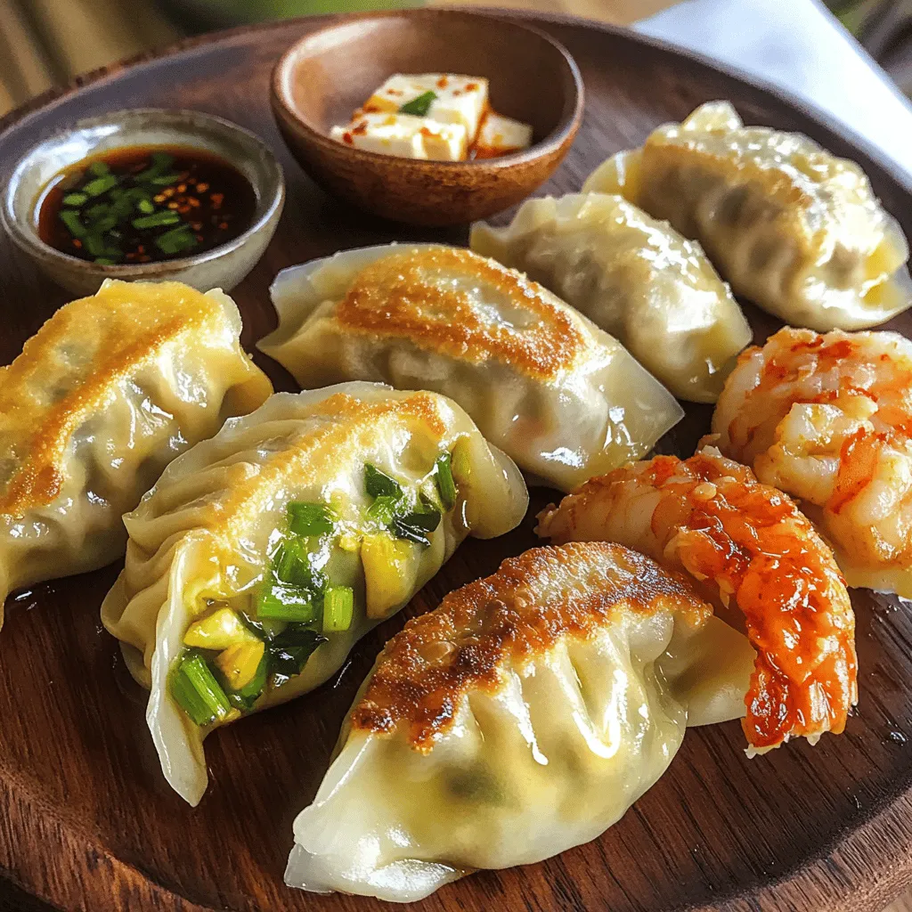 Der Grundteig für Potstickers ist einfach. Er braucht nur drei Zutaten. Diese Zutaten sind: - 2 Tassen Weizenmehl - 3/4 Tasse kochendes Wasser - 1/4 Teelöffel Salz Um den Teig zu machen, mischen Sie das Mehl und das Salz in einer Schüssel. Dann fügen Sie langsam das kochende Wasser hinzu. Rühren Sie, bis der Teig zusammenkommt. Kneten Sie ihn dann auf einer bemehlten Fläche. Lassen Sie den Teig 30 Minuten ruhen. Die Füllungen machen die Potstickers spannend. Hier sind fünf leckere Optionen: 1. Klassisches Schweinefleisch: - 1 Tasse gemahlenes Schweinefleisch - 1/4 Tasse gehackte Frühlingszwiebeln - 1 Esslöffel Sojasauce - 1 Teelöffel Ingwer, gehackt - 1 Teelöffel Knoblauch, gehackt 2. Gemüse-Medley: - 1 Tasse gemischtes, geraspeltes Gemüse (Karotten, Kohl, Pilze) - 2 Esslöffel Sojasauce - 1 Esslöffel Sesamöl - 1 Teelöffel Ingwer, gehackt 3. Garnelen & Schnittlauch: - 1 Tasse fein gehackte Garnelen - 1/4 Tasse gehackter Schnittlauch - 1 Esslöffel Sojasauce - 1 Teelöffel Zitronenschale 4. Tofu & Spinat: - 1 Tasse zerbröckelter fester Tofu - 1/2 Tasse frischer Spinat, gehackt - 1 Esslöffel Sojasauce - 1 Teelöffel Sesamöl 5. Hühnchen & Koriander: - 1 Tasse gemahlenes Hühnchen - 1/4 Tasse gehackter Koriander - 1 Esslöffel Sojasauce - 1 Teelöffel Knoblauch, gehackt Sie können jede Füllung nach Ihrem Geschmack anpassen. Die Dip-Sauce bringt noch mehr Geschmack. Für eine einfache und köstliche Dip-Sauce benötigen Sie: - 1/4 Tasse Sojasauce - 1 Esslöffel Reisessig - 1 Teelöffel Chiliöl (nach Geschmack anpassen) Mischen Sie alle Zutaten in einer kleinen Schüssel. Passen Sie die Schärfe nach Ihrem Geschmack an. So haben Sie eine perfekte Begleitung zu Ihren Potstickers. Um den Teig für die Potstickers zu machen, nimm eine große Schüssel. Mische das Weizenmehl und das Salz gut. Gieße dann langsam das kochende Wasser hinein. Rühre mit einem Löffel, bis sich der Teig formt. Knete den Teig auf einer bemehlten Fläche für etwa 5 Minuten. Er sollte glatt sein. Danach decke die Schüssel mit einem feuchten Tuch ab und lass den Teig 30 Minuten ruhen. Dies gibt dem Teig Zeit, weich und geschmeidig zu werden. Jetzt kommen die Füllungen. Wähle fünf verschiedene Kombinationen aus der Liste. Für jede Füllung nimm eine separate Schüssel. Zum Beispiel, für die klassische Schweinefleischfüllung, mische das gemahlene Schweinefleisch mit Frühlingszwiebeln, Sojasauce, Ingwer und Knoblauch. Für die Gemüse-Medley-Füllung, mische geraspeltes Gemüse mit Sojasauce und Sesamöl. Mach dasselbe für die anderen Füllungen. Achte darauf, alles gut zu vermengen. So erhält jede Füllung den vollen Geschmack. Nach der Ruhezeit teile den Teig in 10 gleich große Portionen. Forme jede Portion zu einer Kugel. Rolle jede Kugel dann zu einem runden Wrapper, etwa 7,5 cm groß. Nimm einen Wrapper und gib etwa 1 Esslöffel von deiner gewählten Füllung in die Mitte. Befeuchte die Ränder leicht mit Wasser. Falte den Wrapper in der Mitte und drücke die Ränder fest zusammen, um ihn zu versiegeln. Du kannst auch Falten machen, um eine schöne Form zu erhalten. Wiederhole diesen Schritt mit den restlichen Wrappers und Füllungen. Das macht Spaß und du wirst sehen, wie schön sie aussehen! Ich schwöre auf zwei Hauptmethoden: braten und dämpfen. Diese Methoden geben den Potstickers eine tolle Textur. - Braten: Erhitze etwas Öl in einer großen Pfanne. Lege die Potstickers hinein, bis sie goldbraun sind. Das macht sie knusprig. - Dämpfen: Füge Wasser hinzu und decke die Pfanne ab. Dämpfe sie, bis sie durchgegart sind. Diese Methode macht sie weich und saftig. Die Füllung ist der Schlüssel zu tollen Potstickers. Hier sind einige Tipps: - Achte auf die Menge: Verwende etwa einen Esslöffel Füllung pro Wrapper. Zu viel Füllung macht das Versiegeln schwer. - Feuchte die Ränder: Ein wenig Wasser hilft, den Wrapper zu versiegeln. So bleibt die Füllung drin. - Falten für die Optik: Wenn du magst, kannst du die Ränder falten. Das sieht schön aus und verstärkt die Versiegelung. Die Präsentation macht viel aus. Hier sind meine Ideen: - Dippen: Serviere die Potstickers mit einer leckeren Dip-Sauce. Sojasauce, Reisessig und Chiliöl sind perfekt. - Anrichten: Platziere die Potstickers auf einem großen Teller. Garniere sie mit frischen Kräutern oder Sesam. - Beilagen: Du kannst auch eine knackige Salatbeilage dazu reichen. Das bringt Frische und Farbe auf den Tisch. Für das vollständige Rezept, schaue dir die Anleitung in der Sektion „Zutaten“ an. {{image_4}} Potstickers sind sehr vielseitig. Hier sind fünf kreative Füllungen, die du ausprobieren kannst: - Klassisches Schweinefleisch: Mische gemahlenes Schweinefleisch mit Frühlingszwiebeln, Sojasauce, Ingwer und Knoblauch. Diese Füllung ist ein echter Klassiker und sehr beliebt. - Gemüse-Medley: Verwende geraspeltes Gemüse wie Karotten, Kohl und Pilze. Füge Sojasauce, Sesamöl und etwas Ingwer hinzu. Diese Mischung ist frisch und leicht. - Garnelen & Schnittlauch: Kombiniere fein gehackte Garnelen mit Schnittlauch und etwas Zitronenschale. Diese Füllung bringt einen tollen Meeresgeschmack. - Tofu & Spinat: Zerbröckel festen Tofu und mische ihn mit frischem Spinat und Sojasauce. Diese Option ist perfekt für Vegetarier. - Hühnchen & Koriander: Mische gemahlenes Hühnchen mit Koriander und Knoblauch. Diese Füllung hat einen tollen Geschmack. Die richtige Dip-Sauce macht Potstickers noch besser. Hier sind einige einfache Ideen: - Klassische Sojasauce: Sojasauce ist der einfachste und beliebteste Dip. - Scharfe Mischung: Kombiniere Sojasauce mit Reisessig und Chiliöl. Diese Mischung bringt einen scharfen Kick. - Sesam-Dip: Mische Sojasauce mit geröstetem Sesamöl und Sesamsamen. Dieser Dip hat einen nussigen Geschmack. - Koriander-Limetten-Dip: Mische Sojasauce mit frischem Koriander und Limettensaft. Diese Sauce ist frisch und aromatisch. - Fruchtiger Dip: Kombiniere Sojasauce mit Mango-Püree und einem Spritzer Limette. Diese Sauce ist süß und würzig. Die Saison bringt frische Zutaten. Hier sind einige Ideen: - Frühling: Nutze frische Erbsen und Spargel in deinen Füllungen. Sie bringen Farbe und Geschmack. - Sommer: Füge Zucchini oder Paprika hinzu. Diese Gemüse sind saftig und lecker. - Herbst: Kürbis und Süßkartoffeln sind perfekt für die Füllungen. Sie geben den Potstickers eine süße Note. - Winter: Wurzelgemüse wie Karotten und Rüben sind ideal. Sie sind herzhaft und sättigend. Mit diesen Variationen wird jedes Potsticker-Erlebnis besonders. Probiere die Full Recipe aus und entdecke deinen Favoriten! Gekochte Potstickers sollten Sie schnell abkühlen lassen. Lagern Sie sie in einem luftdichten Behälter. So bleiben sie frisch. Im Kühlschrank halten sie sich bis zu drei Tage. Wenn Sie sie länger aufbewahren möchten, frieren Sie sie ein. Achten Sie darauf, dass sie nicht zusammenkleben. Roh gefüllte Potstickers können Sie einfach einfrieren. Legen Sie sie auf ein Backblech, ohne dass sie sich berühren. Stellen Sie sicher, dass sie nicht zusammenkleben. Frieren Sie sie für etwa zwei Stunden ein. Danach können Sie die gefrorenen Potstickers in einen Beutel umfüllen. So nehmen sie weniger Platz im Gefrierfach ein. Um gekochte Potstickers wieder aufzuwärmen, nutzen Sie die Pfanne. Erhitzen Sie etwas Öl und legen Sie die Potstickers hinein. Fügen Sie ein wenig Wasser hinzu und decken Sie die Pfanne ab. Dämpfen Sie sie für etwa fünf Minuten. Sie können auch den Ofen verwenden. Backen Sie sie bei 180 Grad für 10 Minuten. So bleiben sie knusprig und lecker. Potstickers sind im Kühlschrank etwa drei Tage haltbar. Lagern Sie sie in einem luftdichten Behälter. Wenn Sie sie länger aufbewahren wollen, frieren Sie sie ein. Im Gefrierfach halten sie bis zu drei Monate. Achten Sie darauf, sie gut zu verpacken, um Gefrierbrand zu vermeiden. Wenn Sie sie auftauen möchten, lassen Sie sie über Nacht im Kühlschrank. So bleiben sie frisch und lecker. Ja, Sie können Potstickers auch backen! Backen bringt eine knusprige Textur. Heizen Sie den Ofen auf 200 Grad Celsius vor. Legen Sie die Potstickers auf ein Backblech und bestreichen Sie sie leicht mit Öl. Backen Sie sie etwa 20 Minuten, bis sie goldbraun sind. Diese Methode ist eine gesunde Alternative zum Braten. Die Potstickers bleiben auch saftig und lecker. Es gibt viele leckere Beilagen zu Potstickers. Hier sind einige Vorschläge: - Edamame: leicht gesalzen und gedämpft. - Reis: Jasminreis oder gebratener Reis sind tolle Begleiter. - Salat: ein frischer Gurkensalat passt immer gut. - Suppe: eine leichte Brühe oder Miso-Suppe ergänzt die Mahlzeit. - Gemüse: gedämpftes Brokkoli oder Karotten sind gesund und bunt. Probieren Sie verschiedene Kombinationen aus, um Ihre perfekte Beilage zu finden. Potstickers sind ein köstliches Gericht, das viel Spaß macht zu machen. Wir haben die Zutaten, die Zubereitung und die besten Tipps behandelt. Sie können sie klassisch oder vegetarisch füllen. Es gibt viele kreative Füllungsvarianten und leckere Dip-Saucen. Bewahren Sie Ihre Potstickers richtig auf, um die Frische zu erhalten. Mit den richtigen Tipps gelingt Ihnen die perfekte Zubereitung. Now, gehen Sie los und probieren Sie es selbst aus. Potstickers sind mehr als nur ein Snack; sie sind ein Erlebnis.