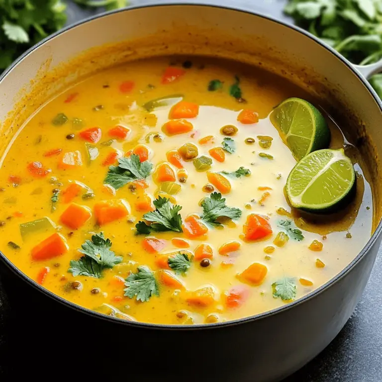 - 1 Tasse rote Linsen, gut gewaschen und abgetropft - 1 Dose (400 ml) Kokosmilch - 4 Tassen Gemüsebrühe Die Hauptzutaten sind einfach und gesund. Rote Linsen kochen schnell und geben der Suppe eine schöne Textur. Kokosmilch macht sie cremig und gibt einen tollen Geschmack. Gemüsebrühe bringt zusätzliches Aroma. - 2 Esslöffel Currypulver - 1 Teelöffel Kurkumapulver - 1 Teelöffel Kreuzkümmel - 1 mittelgroße Zwiebel, fein gehackt - 3 Knoblauchzehen, klein gehackt - 1 Esslöffel frischer Ingwer, klein gehackt - 1 Karotte, gewürfelt - 1 Paprika, gewürfelt (jede Farbe) - 1 Dose (400 g) gewürfelte Tomaten - Salz und Pfeffer nach Geschmack - 2 Esslöffel Olivenöl Die Gewürze sind der Schlüssel zu einem tollen Geschmack. Currypulver bringt die nötige Schärfe und Tiefe. Zwiebel, Knoblauch und Ingwer geben der Suppe ein wunderbares Aroma. Gemüse wie Karotte und Paprika sorgt für Farbe und Nährstoffe. Das vollständige Rezept findet ihr [hier](#). Diese Kokos-Curry-Linsen-Suppe ist einfach und lecker. Sie enthält gesunde Zutaten wie rote Linsen, Gemüsebrühe und viele Gewürze. Die Schritt-für-Schritt-Anleitung hilft dir, die Suppe perfekt zuzubereiten. Mit ein paar Tipps vermeidest du häufige Fehler und präsentierst die Suppe schön. Du kannst die Zutaten anpassen und sogar vegane oder glutenfreie Varianten ausprobieren. Denke daran, die Suppe richtig zu lagern oder einzufrieren für späteren Genuss. So bleibt sie frisch und schmackhaft. Probier das Rezept aus und genieße die Aromen!
