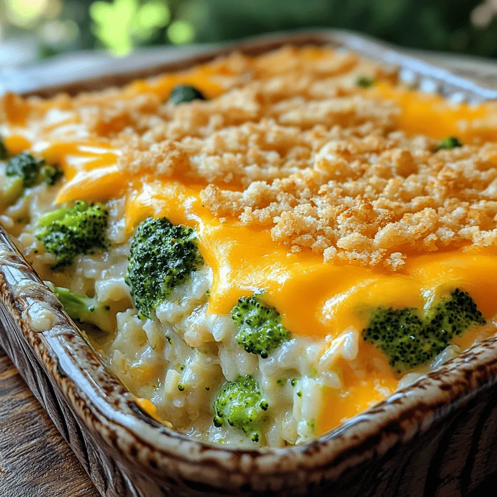 Für diesen leckeren Käse-Brokkoli-Reis-Auflauf brauchst du einige wichtige Zutaten. Hier ist die Liste: - 2 Tassen gekochter Reis (weißer oder brauner) - 2 Tassen frische Brokkoliröschen (oder gefroren) - 1 Tasse scharfer Cheddar-Käse, gerieben - 1 Tasse Pilzsuppe (aus der Dose oder selbstgemacht) - 1/2 Tasse Milch - 1/2 Tasse Zwiebel, fein gehackt - 2 Knoblauchzehen, gehackt - 1 Teelöffel Knoblauchpulver - 1 Teelöffel Zwiebelpulver - Salz und Pfeffer nach Geschmack - 1/2 Tasse Semmelbrösel (optional für das Topping) - 2 Esslöffel Olivenöl Diese Zutaten sorgen dafür, dass dein Auflauf cremig und schmackhaft wird. Die Kombination aus Brokkoli und Käse ist einfach unwiderstehlich. Wenn du keine frischen Zutaten hast, gibt es gute Alternativen. Du kannst gefrorenen Brokkoli verwenden, der bereits vorgegart ist. Das spart Zeit und macht das Gericht schnell zubereitbar. Für die Pilzsuppe kannst du auch eine andere Geschmacksrichtung wählen. Eine Hühnersuppe oder eine Gemüsebrühe passt gut. Wenn du Milch nicht magst, nimm einfach eine pflanzliche Milch wie Mandel- oder Hafermilch. Diese Optionen geben deinem Auflauf trotzdem einen tollen Geschmack. Der Käse ist das Herzstück deines Auflaufs. Ich empfehle, scharfen Cheddar-Käse zu verwenden. Er gibt dem Gericht einen kräftigen Geschmack. Du kannst auch eine Mischung aus verschiedenen Käsesorten ausprobieren. Mozzarella sorgt für eine schöne, cremige Textur. Achte beim Kauf auf die Frische des Käses. Er sollte gut verpackt und kühl gelagert sein. Wenn du Bio-Käse findest, ist das eine tolle Wahl. Er hat oft einen besseren Geschmack und ist gesünder. Für die perfekte Konsistenz, bewahre etwas Käse für das Topping auf. Das gibt eine schöne, goldene Kruste. Mit diesen Tipps wird dein Käse-Brokkoli-Reis-Auflauf ein Hit! Zuerst sammeln wir alle Zutaten. Das macht die Zubereitung einfacher. Du brauchst: - 2 Tassen gekochter Reis (weißer oder brauner) - 2 Tassen frische Brokkoliröschen (oder gefroren) - 1 Tasse scharfer Cheddar-Käse, gerieben - 1 Tasse Pilzsuppe (aus der Dose oder selbstgemacht) - 1/2 Tasse Milch - 1/2 Tasse Zwiebel, fein gehackt - 2 Knoblauchzehen, gehackt - 1 Teelöffel Knoblauchpulver - 1 Teelöffel Zwiebelpulver - Salz und Pfeffer nach Geschmack - 1/2 Tasse Semmelbrösel (optional für das Topping) - 2 Esslöffel Olivenöl Wasche den Brokkoli gründlich. Wenn du gefrorenen Brokkoli verwendest, lasse ihn etwas antauen. Das hilft, ihn gleichmäßig zu garen. Heize deinen Ofen auf 175°C vor. In einer großen Pfanne erhitzt du das Olivenöl bei mittlerer Hitze. Füge die gehackten Zwiebeln und den Knoblauch hinzu. Brate sie für 3-4 Minuten, bis sie glasig sind. Dann gib die Brokkoliröschen dazu. Brate sie für etwa 5 Minuten. Sie sollten zart, aber noch knackig sein. In einer großen Rührschüssel vermischst du den gekochten Reis mit der Brokkoli-Zwiebel-Mischung. Füge die Pilzsuppe, die Milch, das Knoblauchpulver, das Zwiebelpulver, Salz und Pfeffer hinzu. Mische alles gut durch, bis es gleichmäßig ist. Jetzt kommt der Käse! Rühre die meisten Käse unter, aber behalte eine Handvoll für später zurück. Gib die Mischung in eine gefettete Auflaufform. Verteile sie gleichmäßig. Wenn du möchtest, streue die Semmelbrösel und den restlichen Käse oben drauf. So wird es knusprig. Backe den Auflauf im Ofen für 25-30 Minuten. Er ist fertig, wenn der Käse sprudelnd und goldbraun ist. Lass den Auflauf nach dem Backen ein paar Minuten abkühlen, bevor du ihn servierst. So bleibt er saftig und lecker. Du findest das komplette Rezept im [Full Recipe]. Ein häufiger Fehler ist, den Brokkoli zu lange zu kochen. Dies macht ihn matschig. Braten Sie ihn nur kurz, etwa fünf Minuten. So bleibt er knackig und frisch. Ein weiterer Fehler ist, nicht genug Würze hinzuzufügen. Salz und Pfeffer sind wichtig. Probieren Sie, die Mischung vor dem Backen zu kosten. Fügen Sie mehr Gewürze hinzu, wenn nötig. Möchten Sie eine gesündere Variante? Nutzen Sie Vollkornreis anstelle von weißem Reis. Das gibt mehr Ballaststoffe. Sie können auch fettarmen Käse verwenden, um Kalorien zu sparen. Fügen Sie mehr Gemüse hinzu, wie Karotten oder Paprika, um den Nährwert zu erhöhen. Die beste Temperatur zum Backen ist 175°C. Backen Sie den Auflauf 25 bis 30 Minuten. Achten Sie darauf, dass der Käse sprudelnd und goldbraun ist. Lassen Sie den Auflauf einige Minuten abkühlen, bevor Sie ihn servieren. So bleibt die Form besser erhalten. Wenn Sie die Zeiten und Temperaturen beachten, gelingt der Auflauf perfekt. Für das vollständige Rezept, siehe [Full Recipe]. {{image_4}} Wenn du einen vegetarischen Käse-Brokkoli-Reis-Auflauf machen möchtest, hast du viele Optionen. Du kannst das Rezept einfach anpassen. Füge zum Beispiel mehr Gemüse hinzu. Paprika, Karotten oder Zucchini sind tolle Ergänzungen. Du kannst sie leicht in die Pfanne geben, während du die Zwiebeln und den Knoblauch anbrätst. So bleibt der Auflauf bunt und nährstoffreich. Auch Kichererbsen oder schwarze Bohnen passen gut. Sie machen das Gericht sättigender und sorgen für einen extra Proteinschub. Für eine glutenfreie Variante kannst du die Semmelbrösel weglassen oder durch glutenfreie Brösel ersetzen. Achte darauf, dass die Pilzsuppe glutenfrei ist. Viele Marken bieten glutenfreie Suppen an. Du kannst auch selbst eine schnelle Pilzsuppe aus Brühe und Pilzen herstellen. Das sorgt für mehr Frische und Geschmacksvielfalt. Verwende dazu einfach Reis, der von Natur aus glutenfrei ist. So bleibt der Auflauf lecker und sicher für alle, die Gluten meiden. Nutze saisonale Zutaten für deinen Auflauf. Im Frühling sind Spargel und Erbsen frisch und lecker. Im Herbst kannst du Kürbis oder Süßkartoffeln hinzufügen. Diese Zutaten bringen neue Aromen in dein Gericht. Regionales Gemüse ist zudem oft frischer und schmackhafter. Besuche deinen lokalen Markt und suche nach saisonalen Angeboten. Das macht deinen Käse-Brokkoli-Reis-Auflauf nicht nur lecker, sondern auch nachhaltig. Frisches Gemüse sorgt für mehr Vitamine und Geschmack. Um den Käse-Brokkoli-Reis-Auflauf frisch zu halten, gibt es einige einfache Tipps. Lagern Sie den Auflauf in einem luftdichten Behälter. So bleibt er bis zu drei Tage frisch. Lassen Sie den Auflauf zuerst abkühlen, bevor Sie ihn verpacken. Dies verhindert Kondensation, die den Auflauf matschig machen kann. Wenn Sie den Auflauf länger aufbewahren möchten, frieren Sie ihn ein. Teilen Sie den Auflauf in Portionen auf, und packen Sie diese in Gefrierbeutel oder -behälter. Achten Sie darauf, so viel Luft wie möglich zu entfernen, um Gefrierbrand zu vermeiden. Der Auflauf hält sich bis zu drei Monate im Gefrierschrank. Um den Auflauf wieder aufzuwärmen, nehmen Sie ihn aus dem Kühlschrank oder Gefrierschrank. Bei Raumtemperatur aufwärmen hilft, gleichmäßiger zu erhitzen. Backen Sie ihn bei 175°C (350°F) für etwa 20-25 Minuten. Wenn er gefroren ist, können Sie ihn direkt im Ofen aufwärmen, aber rechnen Sie mit längerer Zeit. Prüfen Sie, ob der Käse sprudelt und die Mitte heiß ist. So bleibt der Käse schön schmelzig. Für das ganze Rezept, schauen Sie sich die [Full Recipe] an. Um den Käse-Brokkoli-Reis-Auflauf für mehr Personen zu machen, verdoppeln Sie einfach die Zutaten. Nutzen Sie eine größere Auflaufform, um alles gleichmäßig zu backen. Achten Sie darauf, die Backzeit leicht zu verlängern. Überprüfen Sie den Käse, um sicherzustellen, dass er schön schmilzt und die Oberseite goldbraun ist. Ja, Sie können andere Gemüsesorten verwenden. Karotten, Blumenkohl oder sogar Spinat passen gut dazu. Frisches oder gefrorenes Gemüse funktioniert. Wenn Sie gefrorenes Gemüse nehmen, stellen Sie sicher, dass es gut aufgetaut ist. Das sorgt für eine bessere Textur im Auflauf. Der Käse-Brokkoli-Reis-Auflauf hält sich gut im Kühlschrank für etwa drei bis fünf Tage. Lagern Sie ihn in einem luftdichten Behälter. So bleibt er frisch. Wenn Sie ihn länger aufbewahren möchten, können Sie ihn auch einfrieren. Auftauen und aufwärmen sind dann einfach. Für die besten Ergebnisse, verwenden Sie die Anleitung im Full Recipe. In diesem Artikel haben wir die wichtigsten Zutaten und Schritte für den Käse-Brokkoli-Reis-Auflauf besprochen. Ich erklärte, wie du die besten Zutaten auswählst und häufige Fehler vermeidest. Variationen machen das Rezept noch besser, und ich gab Tipps zur Lagerung. Denke daran, dass du mit frischen und regionalen Zutaten experimentieren kannst. Kochen soll Spaß machen! Nutze die Tipps, um dein Gericht zu perfektionieren und genieße jeden Bissen.