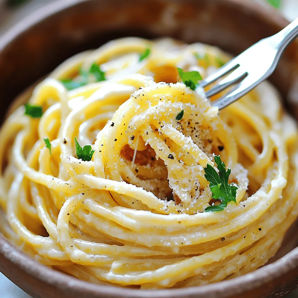 - 400 g Spaghetti - 150 g Pancetta oder Truthahnspeck, gewürfelt - 3 große Eier - 100 g Parmigiano-Reggiano Käse, gerieben - 2 Knoblauchzehen, fein gehackt - Frisch gemahlener schwarzer Pfeffer nach Geschmack - Salz nach Geschmack - 1 Esslöffel Olivenöl - Frische Petersilie, gehackt (zum Garnieren) Die Hauptzutaten sind einfach, aber wichtig. Spaghetti bilden die Basis. Sie sind die Seele des Gerichts. Pancetta oder Truthahnspeck bringt den herzhaften Geschmack. Die Eier machen die Sauce cremig. Parmigiano-Reggiano Käse sorgt für den perfekten Umami-Geschmack. Die Gewürze und zusätzlichen Zutaten geben dem Gericht den letzten Schliff. Der gehackte Knoblauch bringt ein tolles Aroma. Frisch gemahlener schwarzer Pfeffer sorgt für die richtige Schärfe. Salz hebt alle Aromen hervor. Olivenöl hilft, den Speck knusprig zu machen. Frische Petersilie bringt Farbe und Frische ins Gericht. Für das vollständige Rezept, schauen Sie sich den Abschnitt [Full Recipe] an. Hier finden Sie die genauen Schritte zur Zubereitung dieser köstlichen Spaghetti Carbonara. Zuerst füllen Sie einen großen Topf mit Wasser und bringen es zum Kochen. Fügen Sie eine Prise Salz hinzu, um den Geschmack der Pasta zu verbessern. Kochen Sie die Spaghetti nach den Anweisungen auf der Verpackung, bis sie al dente sind. Das bedeutet, sie sind weich, aber haben noch Biss. Bevor Sie die Spaghetti abgießen, bewahren Sie eine Tasse Nudelwasser auf. Dieses Wasser wird später nützlich sein, um die Sauce zu perfektionieren. Jetzt erhitzen Sie einen Esslöffel Olivenöl in einer großen Pfanne bei mittlerer Hitze. Fügen Sie den gewürfelten Pancetta oder Truthahnspeck hinzu. Braten Sie ihn an, bis er knusprig und goldbraun ist, etwa fünf bis sieben Minuten. Geben Sie dann die fein gehackten Knoblauchzehen dazu und sautieren Sie sie für eine weitere Minute. Achten Sie darauf, die Pfanne vom Herd zu nehmen, um ein Anbrennen des Knoblauchs zu vermeiden. In einer separaten Schüssel verquirlen Sie die Eier mit dem geriebenen Parmigiano-Reggiano Käse und einer guten Prise schwarzem Pfeffer. Diese Mischung wird Ihre cremige Sauce. Jetzt kommen die Spaghetti ins Spiel. Fügen Sie die heißen, abgetropften Spaghetti zur Pfanne mit dem Pancetta und dem Knoblauch hinzu. Mischen Sie alles gut durch, damit die Pasta in dem leckeren Speckfett badet. Nehmen Sie die Pfanne vom Herd und fügen Sie schnell die Eier-Käse-Mischung hinzu. Mischen Sie alles zügig, damit die Restwärme der Pasta die Eier sanft gart. Seien Sie vorsichtig, dass die Eier nicht zu Rührei werden. Sollte die Sauce zu dick sein, fügen Sie nach und nach das reservierte Nudelwasser hinzu, bis die gewünschte Cremigkeit erreicht ist. Schmecken Sie die Pasta ab und passen Sie das Würzen mit Salz und mehr schwarzem Pfeffer an. Servieren Sie die Pasta sofort, garnieren Sie sie mit mehr Käse und frischer Petersilie. - Richtiges Timing beim Hinzufügen der Eier: Wenn Sie die Eier zur Pasta geben, tun Sie dies schnell. Die Hitze der Spaghetti gart die Eier. Rühren Sie gut um, um eine cremige Sauce zu erhalten. Lassen Sie die Eier nicht stocken, sonst wird die Sauce krümelig. - Verwendung von hochwertigem Käse: Der Käse ist wichtig für den Geschmack. Nutzen Sie immer frischen Parmigiano-Reggiano. Sein reicher Geschmack macht Ihre Carbonara besonders lecker. - Überhitzung des Knoblauchs: Zu viel Hitze kann den Knoblauch verbrennen. Achten Sie darauf, ihn nur kurz zu braten. So bleibt er aromatisch und gibt der Sauce den richtigen Kick. - Zuviel Flüssigkeit in der Sauce: Wenn Ihre Sauce zu flüssig wird, fügen Sie weniger Nudelwasser hinzu. Es ist besser, das Wasser schrittweise zuzugeben. So kontrollieren Sie die Konsistenz besser. - Tipps zu den besten Küchengeräten: Ein großer Topf zum Kochen ist wichtig. Auch eine große Pfanne sorgt für genug Platz beim Anbraten des Specks. Ein Schneebesen hilft beim Mischen der Eier und des Käses. - Nützliche Hilfsmittel für die Zubereitung: Ein Messbecher ist praktisch, um das Nudelwasser zu messen. Ein Holzlöffel ist perfekt, um die Pasta zu vermengen. Diese Geräte machen das Kochen einfacher und schneller. {{image_4}} Um eine vegetarische Version zu machen, ersetzen Sie den Pancetta. Sie können geräucherten Tofu verwenden oder gebratene Champignons. Diese Zutaten bieten einen herzhaften Geschmack und eine ähnliche Textur. Fügen Sie auch Gemüse wie Zucchini oder Spinat hinzu. Das Gemüse bringt Frische und Farbe auf den Teller. Experimentieren Sie mit Kräutern wie Basilikum oder Thymian. Diese geben der Carbonara eine neue Note. Probieren Sie auch andere Käsesorten wie Pecorino Romano oder Gouda. Jeder Käse bringt seinen eigenen Geschmack mit. Das macht das Gericht spannend und lecker. Spaghetti Carbonara hat viele Wurzeln. Die italienische Küche bietet viele Varianten. In Rom wird sie oft mit Guanciale zubereitet, einem luftgetrockneten Schweinebackenspeck. Manche Regionen fügen Erbsen oder Karotten hinzu. Diese Variationen zeigen, wie vielfältig die Carbonara ist. Die Geschichte der Spaghetti Carbonara ist reich und interessant. Es gibt viele Geschichten über ihren Ursprung, die oft diskutiert werden. Für das Rezept schauen Sie sich die [Full Recipe] an. Um Ihre Spaghetti Carbonara frisch zu halten, lagern Sie sie im Kühlschrank. Nutzen Sie einen luftdichten Behälter. So bleibt der Geschmack erhalten. Die Reste halten sich bis zu drei Tage. Wenn Sie die Pasta länger aufbewahren möchten, können Sie sie einfrieren. Teilen Sie die Portionen in kleinere Behälter auf. Achten Sie darauf, die Sauce und die Pasta getrennt zu lagern. Dies hilft, die Textur zu bewahren. Eingefroren hält sich die Carbonara bis zu drei Monate. Um die Reste aufzuwärmen, verwenden Sie eine Pfanne bei niedriger Hitze. Fügen Sie etwas Nudelwasser hinzu. Dies hilft, die Sauce wieder cremig zu machen. Rühren Sie die Pasta sanft um, damit sie gleichmäßig warm wird. Wenn Sie die Reste im Ofen aufwärmen, decken Sie die Pasta mit Alufolie ab. So bleibt die Feuchtigkeit erhalten. Prüfen Sie regelmäßig, ob sie warm genug ist. Achten Sie darauf, die Pasta nicht zu lange zu erhitzen. So vermeiden Sie einen Verlust der Textur. Spaghetti Carbonara unterscheidet sich in der Sauce und den Zutaten. Viele Nudelgerichte verwenden Tomatensauce oder Sahne. Carbonara nutzt Eier, Käse und Speck. Diese Mischung ergibt eine cremige Konsistenz. Der Geschmack ist reich und herzhaft. Die frischen Aromen von Pfeffer und Käse machen das Gericht besonders. Ja, aber es wird den Geschmack und die Textur ändern. Die Eier geben der Carbonara ihre cremige Sauce. Ohne Eier wird die Pasta trockener und weniger schmackhaft. Eine Alternative ist, die Eier durch Sahne zu ersetzen. Doch die traditionelle Carbonara verwendet keine Sahne. Es ist am besten, die Eier nicht wegzulassen, um den vollen Geschmack zu genießen. Ein frischer grüner Salat ist eine tolle Beilage. Er bringt Farbe und Leichtigkeit. Auch geröstetes Gemüse passt sehr gut. Das Gemüse ergänzt die reichhaltige Pasta. Für eine besondere Note können Sie auch Brot reichen. Ein knuspriges Baguette eignet sich hervorragend, um die Sauce aufzutunken. Diese Beilagen machen das Essen noch runder. Spaghetti Carbonara ist einfach, lecker und vielseitig. Du hast die Hauptzutaten wie Spaghetti und Pancetta sowie Gewürze für den perfekten Geschmack. Die Schritt-für-Schritt-Anleitung hilft dir, beim Kochen nichts falsch zu machen. Denk an die Tipps, um häufige Fehler zu vermeiden. Probiere neue Varianten und genieße jede Biss. Mit der richtigen Lagerung bleiben Reste frisch. Nutze unser Wissen, um deine Carbonara zu perfektionieren und zu genießen.