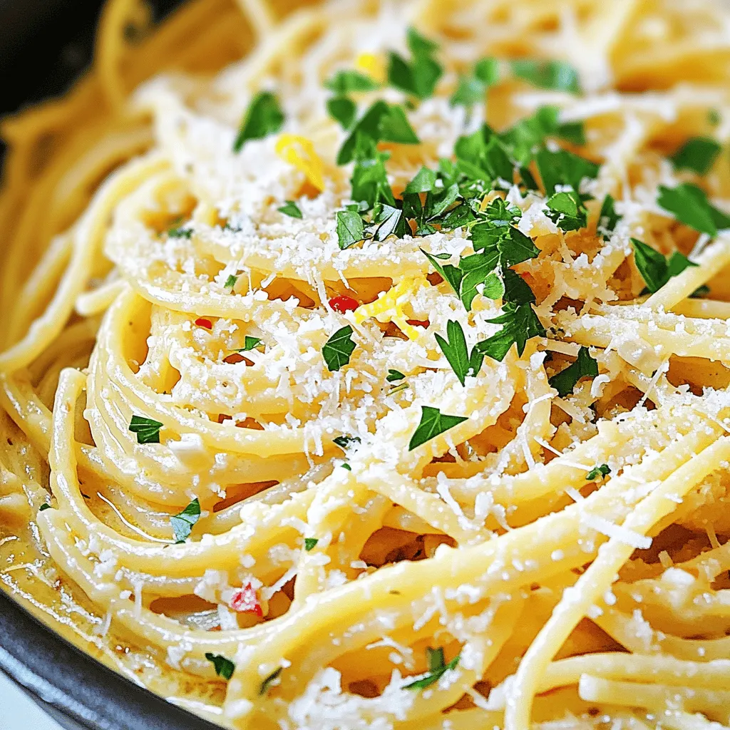 Für mein One Pot Garlic Parmesan Pasta Rezept brauchst du folgende Zutaten: - 340 g Spaghetti oder Fettuccine - 950 ml Gemüsebrühe - 4 Knoblauchzehen, fein gehackt - 1 Esslöffel Olivenöl - 1 Teelöffel rote Chiliflocken (nach Geschmack anpassen) - 100 g frisch geriebener Parmesan-Käse - 240 ml Sahne - Salz und Pfeffer nach Geschmack - 2 Esslöffel frische Petersilie, gehackt (zur Garnitur) - Schale von 1 Zitrone (optional, für mehr Frische) Das Rezept ergibt vier Portionen, perfekt für eine Familie oder Freunde. Wenn du weniger Portionen benötigst, kannst du die Zutaten einfach halbieren. Um mehr zu kochen, verdopple die Mengen. Frische Zutaten machen den Unterschied. Achte beim Kauf auf: - Nudeln: Wähle hochwertige Spaghetti oder Fettuccine. Sie sollten fest und ohne Risse sein. - Knoblauch: Frische Knoblauchzehen haben eine feste Schale und einen starken Duft. - Gemüsebrühe: Verwende eine hochwertige Brühe oder selbstgemachte Brühe für den besten Geschmack. - Käse: Frisch geriebener Parmesan hat mehr Geschmack als der vorgereifte. - Petersilie: Frische Petersilie sollte knackig und grün sein. Vermeide welke Blätter. Mit diesen Tipps gelingt dein Gericht noch besser. Du kannst die Zutaten leicht anpassen, um deinen persönlichen Geschmack zu treffen. Schau dir auch die [Full Recipe] an, um alle Schritte zu sehen. Zuerst brauchen wir einen großen Topf. Heize das Olivenöl bei mittlerer Hitze auf. Füge den gehackten Knoblauch und die Chiliflocken hinzu. Brate dies für 1-2 Minuten. Achte darauf, dass der Knoblauch nicht braun wird. Der Duft ist wirklich köstlich. Gieße die Gemüsebrühe in den Topf. Jetzt ist es Zeit, die Spaghetti oder Fettuccine hinzuzufügen. Bringe die Mischung zum Kochen. Reduziere die Hitze, wenn es kocht. Rühre gelegentlich um. Koche die Pasta 10-12 Minuten, bis sie al dente ist. Die Nudeln nehmen die Brühe gut auf. Sobald die Pasta fertig ist, füge die Sahne hinzu. Dann streue nach und nach den geriebenen Parmesan-Käse hinein. Rühre gut um, bis der Käse schmilzt und die Sauce cremig wird. Wenn die Sauce zu dick ist, kannst du etwas Gemüsebrühe hinzufügen. Schmecke mit Salz und Pfeffer ab. Wenn du magst, füge etwas Zitronenschale für Frische hinzu. Lass die Pasta kurz ruhen. Dann serviere sie heiß, garniert mit frischer Petersilie. Für das gesamte Rezept schau dir die [Full Recipe] an. Ein häufiger Fehler ist, zu viel Flüssigkeit hinzuzufügen. Das macht die Pasta wässrig. Halte dich an die Menge Gemüsebrühe im Rezept. Achte darauf, den Knoblauch nicht zu lange zu braten. Er sollte duften, aber nicht braun werden. Zu viel Hitze macht den Knoblauch bitter. Wenn die Pasta nicht al dente ist, koche sie einfach etwas länger. Die Sauce sollte cremig sein, nicht flüssig. Wenn sie zu dick wird, füge einen Schluck Gemüsebrühe hinzu. Rühre den Käse nach und nach ein. Das hilft, eine glatte Sauce zu erreichen. Wenn du die Pasta ruhen lässt, dickt sie etwas nach. So bekommst du die perfekte Konsistenz. Schmecke die Sauce vor dem Servieren ab. Füge Salz und Pfeffer nach Wunsch hinzu. Möchtest du mehr Schärfe? Gib zusätzliche Chiliflocken dazu. Für eine frische Note kannst du Zitronenschale hinzufügen. Sie bringt einen tollen Kontrast zum Käse. Experimentiere, um deinen perfekten Geschmack zu finden. {{image_4}} Du kannst One Pot Garlic Parmesan Pasta leicht vegetarisch machen. Verwende einfach Gemüsebrühe. Statt Sahne probiere Kokosmilch oder Cashewcreme. Das gibt der Pasta einen tollen Geschmack. Du kannst auch Gemüse wie Spinat, Zucchini oder Paprika hinzufügen. Diese machen das Gericht bunt und gesund. Um mehr Geschmack zu bekommen, füge einige Zutaten hinzu. Kirschtomaten sind eine gute Wahl. Sie bringen Süße und Farbe. Auch Erbsen oder Brokkoli passen gut. Wenn du es würziger magst, füge mehr Chiliflocken oder frische Kräuter hinzu. Nüsse wie Pinienkerne oder Walnüsse geben Crunch und Nährstoffe. Denk daran, die passenden Zutaten nach dem Kochen hinzuzufügen. Du kannst verschiedene Pasta-Sorten verwenden. Spaghetti und Fettuccine sind beliebt. Aber auch Penne oder Fusilli sind lecker. Achte darauf, die Kochzeit anzupassen. Dickere Nudeln brauchen länger. Du kannst die Kochzeit einfach nach den Anweisungen auf der Verpackung richten. Wenn du frische Pasta verwendest, ist die Kochzeit kürzer. Experimentiere mit verschiedenen Sorten, um deinen Favoriten zu finden. Das Rezept für One Pot Garlic Parmesan Pasta ist vielseitig und einfach. Für die vollständige Anleitung, schau dir das [Full Recipe] an. Um Reste von One Pot Garlic Parmesan Pasta richtig zu lagern, warten Sie zuerst, bis die Pasta abgekühlt ist. Füllen Sie die Reste in einen luftdichten Behälter. So bleibt die Pasta frisch und lecker. Sie können die Reste bis zu drei Tage im Kühlschrank aufbewahren. Beim Wiedererwärmen der Pasta gibt es einige einfache Tipps. Nehmen Sie die Pasta aus dem Kühlschrank und geben Sie sie in eine Pfanne. Fügen Sie einen kleinen Schluck Gemüsebrühe oder Sahne hinzu. Dies hilft, die Sauce cremig zu halten. Erwärmen Sie die Pasta bei mittlerer Hitze und rühren Sie oft um. So vermeiden Sie, dass die Pasta anbrennt oder austrocknet. Die Haltbarkeit der One Pot Garlic Parmesan Pasta im Kühlschrank beträgt bis zu drei Tage. Achten Sie darauf, den Behälter gut zu verschließen. Überprüfen Sie die Pasta vor dem Essen auf Geruch oder Aussehen. Wenn sie seltsam aussieht oder riecht, werfen Sie sie lieber weg. Frische Zutaten sorgen für den besten Geschmack, auch nach dem Kochen. Die Zubereitung dauert insgesamt etwa 20 Minuten. Es ist einfach und schnell. Die meiste Zeit verbringt die Pasta im Topf, während sie die Brühe aufnimmt. Ja, du kannst andere Käsesorten nutzen. Mozzarella oder Pecorino sind gute Optionen. Diese Käsesorten geben einen anderen Geschmack. Experimentiere mit verschiedenen Sorten, um deinen Favoriten zu finden. Ja, du kannst glutenfreie Pasta verwenden. Achte darauf, dass sie die gleiche Kochzeit hat. So bleibt das Rezept einfach und lecker. Glutenfreie Optionen sind heute weit verbreitet. In diesem Artikel habe ich die wichtigen Zutaten für die One Pot Garlic Parmesan Pasta erklärt. Ich habe Tipps zur Auswahl und Lagerung frischer Lebensmittel gegeben. Danach folgten die Schritte, um die Pasta lecker zu kochen. Ich habe häufige Fehler und Variationen aufgezeigt. Denke daran, die Sauce nach deinem Geschmack anzupassen. So wird das Gericht individueller und schmackhafter. Vorkochen und Reste lagern hilft dir, Zeit zu sparen. Viel Spaß beim Kochen und Genießen deiner Pasta!