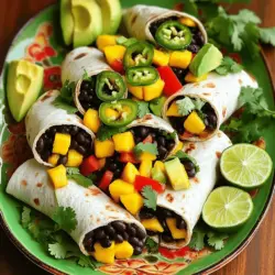 - 1 reife Mango, gewürfelt - 1 Dose schwarze Bohnen, abgespült und abgetropft - 1 rote Paprika, gewürfelt - 1 Avocado, in Scheiben geschnitten - 1 kleine rote Zwiebel, fein gehackt - 1 Jalapeño-Pfeffer, gewürfelt (Kerne entfernt für weniger Schärfe) - 2 Esslöffel Limettensaft - 1 Esslöffel Olivenöl - 1 Teelöffel Kreuzkümmel - 1/2 Teelöffel geräuchertes Paprika-Pulver - Salz und Pfeffer nach Geschmack - 4 große Vollkorn-Tortillas - Frische Korianderblätter zur Garnitur Frische Zutaten sind der Schlüssel zu leckeren Wraps. Achte darauf, dass die Mango reif und süß ist. Die Paprika sollte knackig sein und leuchtende Farben haben. Die Avocado muss weich, aber nicht matschig sein. Ein guter Jalapeño hat eine feste Textur und einen frischen Geruch. Wenn du frische Kräuter wie Koriander verwendest, wähle die grünsten Blätter. Wenn du keine schwarze Bohnen magst, nimm Kidneybohnen oder Kichererbsen. Für weniger Schärfe kannst du die Jalapeño weglassen oder durch eine milde Paprika ersetzen. Anstatt Limettensaft kann auch Zitronensaft verwendet werden. Wenn du keinen Kreuzkümmel hast, probiere getrockneten Oregano. So kannst du die Wraps nach deinem Geschmack anpassen. Für das vollständige Rezept besuche die Seite [Full Recipe]. Um die Füllung für die Wraps zu machen, nimm eine große Schüssel. Füge die gewürfelte Mango, die schwarzen Bohnen und die gewürfelte rote Paprika hinzu. Die Mango bringt Süße, während die schwarzen Bohnen Protein liefern. Dann gib die geschnittene Avocado und die gewürfelte Jalapeño dazu. Diese Mischung sorgt für einen tollen Geschmack. In einer kleinen Schüssel vermische den Limettensaft, das Olivenöl, den Kreuzkümmel, das geräucherte Paprika-Pulver, Salz und Pfeffer. Gieße die Mischung über die anderen Zutaten und mische alles gut. So bleiben die Bohnen und die Mango schön knackig. Lege die großen Vollkorn-Tortillas flach auf eine saubere Fläche. Nimm eine großzügige Portion der Mango-Schwarze-Bohnen-Mischung und gib sie in die Mitte der Tortilla. Achte darauf, nicht zu viel zu nehmen, damit du die Wraps gut rollen kannst. Klappe die Seiten der Tortilla ein und rolle sie dann von unten nach oben straff auf. So bleibt die Füllung schön drin. Wiederhole diesen Schritt mit allen Tortillas. Wenn du fertig bist, schneide jeden Wrap diagonal in zwei Hälften. Das macht das Essen einfacher und sieht gut aus. Jetzt wird es Zeit, die Wraps hübsch zu präsentieren. Lege die Wraps auf ein buntes Tablett. Garniere sie mit frischen Korianderblättern für einen Farbtupfer und mehr Geschmack. Du kannst auch einige Limettenviertel auf die Seite legen. So hat jeder die Möglichkeit, etwas frischen Limettensaft hinzuzufügen. Diese Wraps sind nicht nur lecker, sondern sehen auch toll aus! Wenn du mehr über die Zubereitung erfahren möchtest, schaue dir das Full Recipe an. Um die besten Frucht zu bekommen, achte auf die Farbe und die Festigkeit. Eine reife Mango hat eine schöne, tiefgelbe oder rote Farbe. Sie sollte leicht nachgeben, wenn du sanft drückst. Bei der Avocado ist es ähnlich. Sie sollte weich, aber nicht matschig sein. Vermeide grüne oder harte Früchte. Diese sind noch nicht reif und schmecken nicht gut in deinem Wrap. Lagere die Wraps in einem luftdichten Behälter. So bleiben sie frisch und lecker. Wenn du sie nicht sofort isst, lege ein Stück Papier zwischen die Wraps. Das verhindert, dass sie aneinander kleben. Du kannst die Wraps auch in Frischhaltefolie einwickeln. So bleiben sie weich und feucht. Stelle sicher, dass sie im Kühlschrank sind, um die Haltbarkeit zu verlängern. Wenn du viele Wraps machen möchtest, bereite die Füllung in einer großen Schüssel vor. Das spart Zeit. Du kannst auch die Zutaten für die Füllung im Voraus schneiden. Bewahre sie in separaten Behältern auf. So hast du alles bereit, wenn du die Wraps machen willst. Wenn du der Füllung etwas mehr Geschmack geben möchtest, füge mehr Gewürze hinzu. So wird jeder Biss lecker. Für das volle Rezept, schau dir die [Full Recipe] an. {{image_4}} Die Wraps sind schon fast vegan. Um sie rein pflanzlich zu machen, lassen Sie die Avocado weg oder ersetzen Sie sie durch Hummus. Hummus macht die Wraps cremig. Sie können auch pflanzlichen Joghurt verwenden. Dieser gibt einen frischen Geschmack. Um die Wraps proteinreicher zu machen, fügen Sie Tofu oder Tempeh hinzu. Braten Sie den Tofu in etwas Olivenöl an, bevor Sie ihn in die Wraps geben. Tempeh kann auch gewürzt und angebraten werden. Diese Zutaten machen die Wraps sättigender. Die Wraps schmecken gut mit verschiedenen Beilagen. Ein frischer Salat passt perfekt dazu. Sie können auch Chips und Salsa servieren. Dips wie Guacamole oder veganer Joghurt ergänzen die Wraps. Diese Kombination macht das Essen noch interessanter. Für die vollständige Anleitung und das Rezept schauen Sie sich das [Full Recipe] an. Um die Wraps frisch zu halten, lege sie in einen luftdichten Behälter. Dies verhindert, dass sie trocken werden. Du kannst die Wraps bis zu drei Tage im Kühlschrank aufbewahren. Stelle sicher, dass die Füllung gut abgekühlt ist, bevor du sie lagerst. Das schützt die Tortillas vor dem Durchweichen. Wenn du die Wraps länger lagern möchtest, friere sie ein. Wickel jeden Wrap in Frischhaltefolie ein. Lege die eingewickelten Wraps in einen gefrierfesten Beutel. So bleiben sie bis zu drei Monate frisch. Um sie zu genießen, taue die Wraps einfach im Kühlschrank auf. Danach kannst du sie in einer Pfanne oder Mikrowelle leicht aufwärmen. Prüfe die Wraps vor dem Verzehr. Achte auf Veränderungen in der Farbe oder Textur. Wenn die Tortillas brüchig oder die Füllung unangenehm riecht, wirf sie weg. Frische Zutaten sind wichtig für den Geschmack und die Gesundheit. Wenn du unsicher bist, ist es besser, auf Nummer sicher zu gehen. Die Wraps halten sich im Kühlschrank bis zu drei Tage. Lagern Sie sie in einem luftdichten Behälter. Achten Sie darauf, die Tortillas nicht zu lange mit der Füllung zu kombinieren. So bleibt die Textur der Tortilla weich und frisch. Wenn Sie die Wraps länger aufbewahren möchten, wickeln Sie sie in Frischhaltefolie. Ja, Sie können die Wraps leicht erwärmen. Wickeln Sie sie in Alufolie und legen Sie sie in den Ofen bei 180 Grad für etwa 10 Minuten. So schmelzen die Aromen besser zusammen. Achten Sie darauf, die Füllung nicht zu überhitzen, damit die frischen Zutaten nicht weich werden. Diese Wraps schmecken toll mit einem frischen Salat oder einem cremigen Joghurt-Dip. Sie können auch Tortillachips und Salsa servieren, um mehr Crunch zu bieten. Ein spritziger Limettensaft über die Wraps gibt einen zusätzlichen Kick. Für einen gesunden Twist probieren Sie dazu Quinoa oder braunen Reis. Für das vollständige Rezept schauen Sie sich bitte den Abschnitt "Vollständiges Rezept" an. Die Würzigen Mango-Schwarze-Bohnen-Wraps sind einfach und lecker. Wir haben die Zutaten aufgelistet und Tipps gegeben, um frische Produkte auszuwählen. Die Schritt-für-Schritt-Anleitung hilft dir, die Füllung vorzubereiten und die Wraps zu rollen. Zudem bieten wir Variationen für jede Vorliebe an. Du kannst die Wraps auch richtig lagern, um ihre Frische zu bewahren. Diese Wraps sind nicht nur nahrhaft, sondern auch vielseitig. Entdecke ihre vielen Möglichkeiten in deiner Küche.
