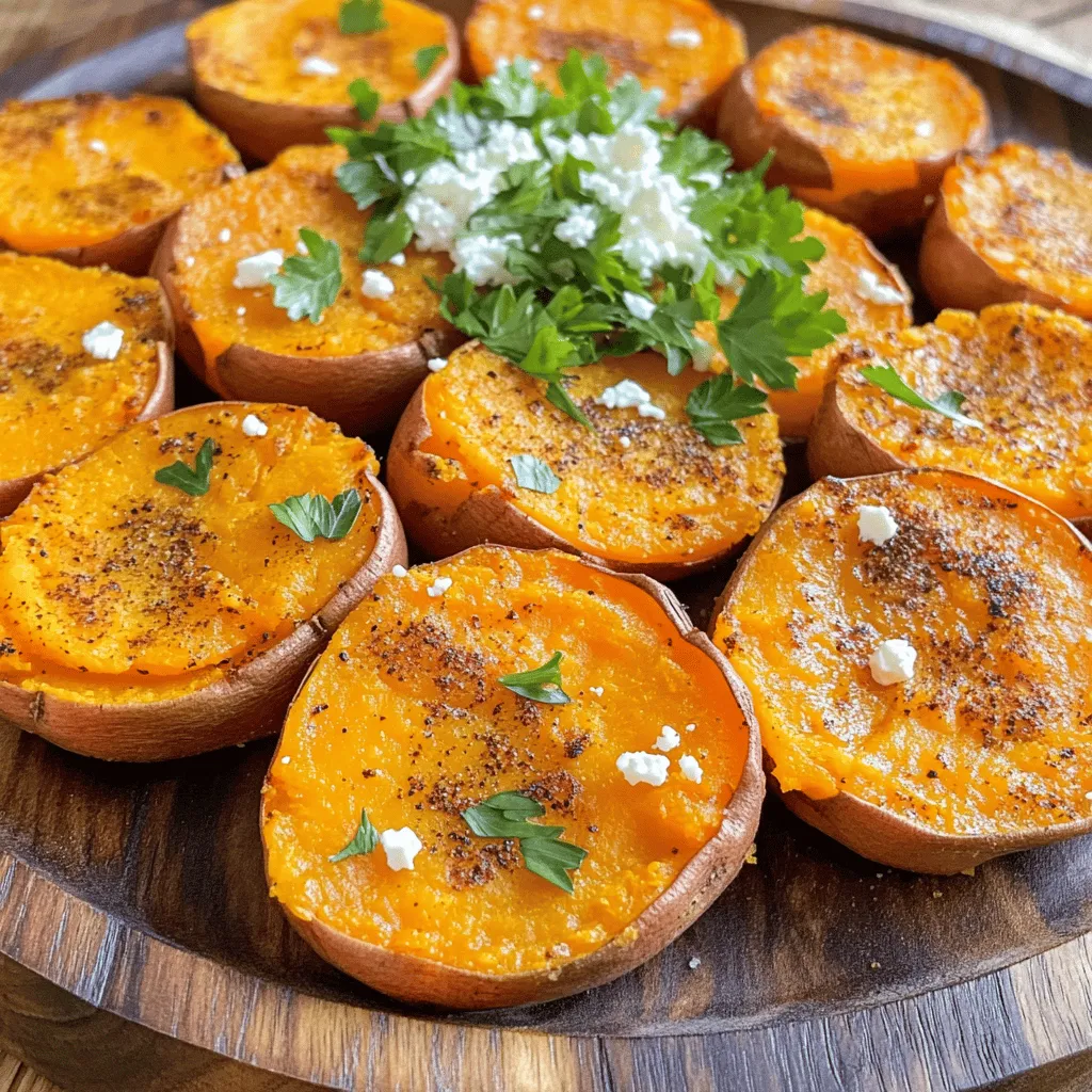 - 2 große Süßkartoffeln - 2 Esslöffel Olivenöl Die Süßkartoffeln sind die Hauptzutat und bringen viel Geschmack. Ich wähle immer große, feste Kartoffeln. Sie sollten eine schöne orange Farbe haben. Das Olivenöl sorgt dafür, dass die Runden knusprig werden. Es verleiht auch einen feinen Geschmack. - Knoblauchpulver, Paprika, Kreuzkümmel - Salz, Pfeffer, zerbröckelter Feta-Käse Die Gewürze machen die Süßkartoffelrunden spannend. Knoblauchpulver gibt einen tollen Geschmack. Paprika bringt Farbe und eine leichte Schärfe. Kreuzkümmel fügt eine erdige Note hinzu. Salz und Pfeffer sind wichtig, um alles abzurunden. Feta-Käse ist ein tolles Topping. Er macht die Runden cremiger und leckerer. - Frische Petersilie Die Petersilie ist die perfekte Garnierung. Sie bringt Frische und Farbe. Ich hacke sie fein und streue sie über die Süßkartoffelrunden. Das macht das Gericht noch ansprechender und appetitlicher. Wenn du mehr über die Zubereitung erfahren möchtest, schau dir die Full Recipe an. Heize deinen Ofen auf 200°C vor. Das hilft, die Süßkartoffelrunden gleichmäßig zu garen. Bereite ein Backblech vor, indem du es mit Backpapier auslegst. So bleibt das Blech sauber und die Runden kleben nicht fest. Schneide die Süßkartoffeln in 1,5 cm dicke Runden. Gib die Runden in eine große Schüssel. Füge 2 Esslöffel Olivenöl hinzu. Mische dann 1 Teelöffel Knoblauchpulver, 1 Teelöffel Paprika, ½ Teelöffel Kreuzkümmel, Salz und Pfeffer dazu. Mische alles gut, bis die Runden gleichmäßig bedeckt sind. Verteile die Süßkartoffelrunden auf dem Backblech in einer einzigen Schicht. So garen sie besser. Backe sie 25 bis 30 Minuten lang. Wende die Runden nach der Hälfte der Zeit, damit sie knusprig werden. Wenn du Feta verwenden möchtest, streue ihn in den letzten 5 Minuten über die Runden. Nimm das Blech heraus und lass die Süßkartoffeln kurz abkühlen. Garniere sie mit frischer Petersilie. Für das vollständige Rezept, siehe [Full Recipe]. Wähle frische Süßkartoffeln für das beste Ergebnis. Achte auf die Farbe. Sie sollten eine gleichmäßige, leuchtende orange Farbe haben. Vermeide Süßkartoffeln mit Flecken oder Rissen. Drücke leicht auf die Haut. Sie sollte fest und glatt sein. Ein weiterer Hinweis auf Frische ist das Gewicht. Schwere Süßkartoffeln sind oft saftiger und geschmackvoller. Um knusprige Runden zu bekommen, ist die Backtemperatur entscheidend. Heize den Ofen auf 200°C vor. Diese hohe Temperatur sorgt für eine schöne Bräunung. Achte darauf, die Runden in einer einzigen Schicht auf dem Blech zu verteilen. Wenn die Runden sich berühren, werden sie nicht knusprig. Wende die Runden nach der Hälfte der Backzeit. So garen sie gleichmäßig und werden schön knusprig. Die Präsentation macht viel aus. Lege die Süßkartoffelrunden auf eine große Platte. Arrangiere sie in einem schönen Muster. Ein kreisförmiges Design wirkt besonders einladend. Beträufle die Runden mit etwas Olivenöl für Glanz. Du kannst auch Chili-Flocken hinzufügen, für einen Farbtupfer. Diese Runden sind ideal als Vorspeise oder Beilage und beeindrucken jeden Gast. Entdecke die [Full Recipe] für weitere Details und Tipps! {{image_4}} Du kannst die Süßkartoffelrunden auf viele Arten würzen. Für asiatische Aromen füge etwas Sojasauce und Ingwer hinzu. Das gibt einen tollen Kick! Bei mediterranen Geschmäckern probiere Oregano und Zitronenschale. Diese Mischung bringt Frische! Für eine mexikanische Note nutze Kreuzkümmel und Chili-Pulver. So wird jedes Bissen würzig und aufregend. Wenn du gesunde Toppings möchtest, gibt es viele Optionen. Du kannst Feta durch Ziegenkäse ersetzen. Das gibt einen tollen Geschmack! Für vegane Optionen nimm Avocadoscheiben oder Hummus. Diese sind nahrhaft und lecker. Du kannst auch Nüsse oder Samen für einen Crunch hinzufügen. Diese Toppings machen die Runden noch besser. Wenn du weniger Runden machen willst, teile die Zutaten einfach durch zwei. So hast du die perfekte Menge. Wenn du einen Airfryer hast, kannst du die Runden dort zubereiten. Reduziere die Temperatur auf 180°C und die Backzeit auf 15-20 Minuten. So werden sie knusprig und schnell fertig. Für das vollständige Rezept schau dir die detaillierte Anleitung an. Du kannst die Baked Sweet Potato Rounds leicht im Kühlschrank oder Gefrierschrank lagern. Wenn du sie im Kühlschrank aufbewahrst, lege sie in einen luftdichten Behälter. So bleiben sie frisch. Sie halten sich dort etwa 3 bis 5 Tage. Wenn du sie länger aufbewahren willst, friere sie ein. Lege sie einfach in einen Gefrierbeutel. So bleiben sie bis zu 3 Monate haltbar. Um die Runden wieder aufzuwärmen, gibt es einige gute Methoden. Die beste Methode ist, sie im Ofen zu erhitzen. Heize den Ofen auf 180°C vor. Lege die Runden auf ein Backblech und backe sie für etwa 10 bis 15 Minuten. So werden sie wieder knusprig. Alternativ kannst du auch eine Pfanne verwenden. Erhitze etwas Öl und brate die Runden für einige Minuten auf jeder Seite. Die Haltbarkeit der Baked Sweet Potato Rounds hängt von der Lagerung ab. Im Kühlschrank bleiben sie 3 bis 5 Tage frisch. Im Gefrierschrank können sie bis zu 3 Monate halten. Wenn sie länger gelagert werden, können sie ihre Textur und ihren Geschmack verlieren. Überprüfe die Runden immer auf Anzeichen von Verderb, bevor du sie isst. Die Zubereitung dieser leckeren Baked Sweet Potato Rounds dauert etwa 40 Minuten. Die Vorbereitungszeit ist schnell, nur etwa 10 Minuten. Die Kochzeit im Ofen beträgt 25 bis 30 Minuten. So einfach und schnell kannst du diese Runden zubereiten! Ja, du kannst die Süßkartoffelrunden im Voraus zubereiten. Bereite sie einfach vor und lege sie auf ein Backblech. Decke das Blech mit Folie ab und stelle es im Kühlschrank. So bleiben die Runden frisch. Wenn du bereit bist, sie zu backen, nimm sie einfach heraus und backe sie wie im Full Recipe beschrieben. Die besten Beilagen sind einfache Salate, Grillspeisen oder Dips. Ein frischer grüner Salat passt gut dazu. Du kannst auch Hummus oder Guacamole servieren. Diese Kombinationen machen dein Gericht noch köstlicher und vielfältiger! Zusammenfassend haben wir die besten Zutaten und Schritte für leckere gebackene Süßkartoffelrunden behandelt. Mit Hauptzutaten wie Süßkartoffeln und Olivenöl sowie Gewürzen wie Knoblauchpulver und Kreuzkümmel machst du sie geschmackvoll. Die richtige Zubereitung sorgt für Knusprigkeit, und Variationen bringen neuen Schwung ins Gericht. Denke auch an die Lagerung, um die Runden frisch zu halten. Probier die Tipps aus, um perfekte Süßkartoffelrunden zu genießen!