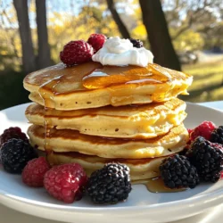 Für diese gesunden griechischen Joghurt-Pfannkuchen benötigst du folgende Zutaten: - 1 Tasse Vollkornmehl - 1 Esslöffel Backpulver - 1 Esslöffel Vanilleextrakt - 1/2 Teelöffel Salz - 1 Esslöffel Honig oder Ahornsirup - 1 Tasse griechischer Joghurt (natur) - 1/2 Tasse Milch (Milch oder pflanzlich) - 2 große Eier - 1 Esslöffel Kokosöl (geschmolzen, plus extra zum Braten) Diese Zutaten sind einfach zu finden und machen die Pfannkuchen nicht nur lecker, sondern auch nahrhaft. Der griechische Joghurt sorgt für eine cremige Textur. Vollkornmehl gibt dir Ballaststoffe, die dich länger satt halten. Der Nährwert dieser Pfannkuchen ist beeindruckend. Eine Portion enthält viel Protein durch den griechischen Joghurt und die Eier. Vollkornmehl liefert dir gesunde Kohlenhydrate und Ballaststoffe. Hier sind einige Nährwertangaben: - Kalorien: Etwa 150 pro Pfannkuchen - Protein: 7 g - Kohlenhydrate: 20 g - Ballaststoffe: 3 g - Zucker: 4 g Diese Informationen zeigen, dass du mit diesen Pfannkuchen eine gesunde Wahl triffst. Sie sind ideal für ein nahrhaftes Frühstück oder einen Snack. Wenn du spezielle diätetische Bedürfnisse hast, gibt es tolle Alternativen. Zum Beispiel: - Glutenfrei: Verwende glutenfreies Mehl anstelle von Vollkornmehl. - Vegan: Ersetze die Eier durch 1/4 Tasse Apfelmus oder eine Banane und nutze pflanzliche Milch. - Zuckerfrei: Verwende einen Zuckeraustauschstoff wie Stevia oder lasse den Honig ganz weg. Mit diesen Anpassungen kannst du die Pfannkuchen an deine Bedürfnisse anpassen, ohne auf den Geschmack zu verzichten. Jetzt, wo du die Zutaten kennst, bist du bereit, die Pfannkuchen nach dem [Full Recipe] zuzubereiten! Die Vorbereitungszeit für diese gesunden griechischen Joghurt-Pfannkuchen beträgt nur 10 Minuten. Die Kochzeit liegt bei etwa 20 Minuten. Insgesamt können Sie in 30 Minuten ein leckeres Frühstück zubereiten. Dies reicht für vier Portionen, ideal für die Familie oder Freunde. 1. Nehmen Sie eine große Schüssel und vermengen Sie das Vollkornmehl, das Backpulver und das Salz gut miteinander. 2. In einer anderen Schüssel mischen Sie den griechischen Joghurt, die Milch, die Eier, den Honig oder Ahornsirup und den Vanilleextrakt. Rühren Sie, bis alles cremig ist. 3. Geben Sie die feuchten Zutaten langsam zu den trockenen Zutaten. Rühren Sie vorsichtig, bis alles gerade so vermischt ist. Klümpchen sind in Ordnung. 4. Heben Sie das geschmolzene Kokosöl vorsichtig unter den Teig. 5. Heizen Sie eine antihaftbeschichtete Pfanne oder einen Grill bei mittlerer Hitze vor. Fügen Sie etwas Kokosöl hinzu. 6. Geben Sie für jeden Pfannkuchen etwa 1/4 Tasse Teig in die Pfanne. Kochen Sie, bis sich Blasen bilden und die Ränder fest aussehen (ca. 2-3 Minuten). 7. Wenden Sie die Pfannkuchen und braten Sie sie goldbraun (ca. 1-2 Minuten mehr). 8. Nehmen Sie die fertigen Pfannkuchen heraus und halten Sie sie warm, während Sie den restlichen Teig zubereiten. Achten Sie darauf, den Teig nicht zu lange zu rühren. Dies macht die Pfannkuchen hart. Die Pfanne sollte nicht zu heiß sein. Zu hohe Hitze kann die Pfannkuchen außen bräunen, während sie innen roh bleiben. Wenn Sie die Pfannkuchen abnehmen, prüfen Sie die Unterseite. Sie sollte goldbraun sein. Diese Tipps helfen Ihnen, perfekte Pfannkuchen zu machen. Verwenden Sie die [Full Recipe], um alle Details zu sehen. Die häufigsten Fehler beim Pfannkuchenbacken sind Übermixen und falsche Hitze. Übermixen führt zu dichten Pfannkuchen. Mische die Zutaten nur, bis sie gerade so vermischt sind. Einige Klümpchen im Teig sind in Ordnung und können für eine bessere Textur sorgen. Wenn die Pfanne zu heiß ist, brennen die Pfannkuchen außen, bleiben innen aber roh. Achte darauf, die Pfanne vor dem Braten gut vorzuheizen, aber nicht zu stark. Ideal ist eine mittlere Hitze von etwa 180 Grad Celsius. Die perfekte Konsistenz für Pfannkuchen ist dickflüssig, aber nicht fest. Der Teig sollte langsam vom Löffel laufen. Wenn der Teig zu dick ist, füge einen kleinen Schuss Milch hinzu. Ist er zu dünn, streue etwas mehr Mehl hinein. Der Teig muss nicht ganz glatt sein. Ein paar kleine Klumpen geben den Pfannkuchen eine schöne, luftige Struktur. Die Temperatur beim Braten ist entscheidend. Zu hohe Hitze macht die Pfannkuchen außen braun, innen bleiben sie roh. Zu niedrige Hitze sorgt für trockene Pfannkuchen. Teste die Hitze, indem du ein paar Tropfen Wasser in die Pfanne spritzt. Wenn sie zischen und schnell verdampfen, ist die Pfanne bereit. Verwende etwas Kokosöl, um eine antihaftbeschichtete Oberfläche zu gewährleisten. Diese Tipps helfen dir, perfekte griechische Joghurt-Pfannkuchen zuzubereiten. Folge dem [Full Recipe], um das Beste aus deinen Zutaten herauszuholen! {{image_4}} Wenn Sie glutenfrei essen möchten, ist das kein Problem! Verwenden Sie einfach glutenfreies Mehl. Es gibt viele Optionen, wie Mandelmehl oder Hafermehl. Diese Mehle geben den Pfannkuchen einen besonderen Geschmack. Die Zubereitung bleibt gleich. Stellen Sie sicher, dass Sie die richtige Menge verwenden. Bei glutenfreiem Mehl kann die Teigkonsistenz anders sein. Möglicherweise brauchen Sie etwas mehr Flüssigkeit. Für weniger Zucker können Sie Honig oder Ahornsirup reduzieren. Stattdessen können Sie reife Bananen verwenden. Zerdrückte Bananen machen die Pfannkuchen süß und saftig. Sie können auch Erythrit oder Stevia verwenden, wenn Sie kalorienarm bleiben möchten. Diese Süßstoffe sind eine gute Option für Diabetiker. Achten Sie darauf, die Süße nach Ihrem Geschmack anzupassen. Möchten Sie die Proteinmenge erhöhen? Fügen Sie einfach Proteinpulver zum Teig hinzu. Ein bis zwei Esslöffel sind oft genug. Sie können auch griechischen Joghurt in größeren Mengen verwenden. Das macht die Pfannkuchen noch nahrhafter. Ein weiteres gutes Proteinfood ist Hüttenkäse. Mischen Sie ihn in den Teig für extra Cremigkeit und Geschmack. Diese Varianten sind perfekt für ein gesundes Frühstück oder einen Snack. Um die restlichen Pfannkuchen frisch zu halten, lege sie in einen luftdichten Behälter. Stelle sicher, dass sie vollständig abgekühlt sind, bevor du sie aufbewahrst. So vermeidest du, dass sie matschig werden. Diese Pfannkuchen halten sich im Kühlschrank bis zu drei Tage. Wenn du sie länger aufbewahren möchtest, ist das Einfrieren eine gute Option. Wenn du die Pfannkuchen länger lagern möchtest, friere sie ein. Du kannst sie einfach stapeln und in Frischhaltefolie einwickeln. Lege die eingewickelten Pfannkuchen dann in einen Gefrierbeutel. So bleiben sie bis zu zwei Monate frisch. Achte darauf, das Datum auf den Beutel zu schreiben, damit du den Überblick behältst. Um die Pfannkuchen wieder warm zu machen, gibt es verschiedene Methoden. Du kannst sie in der Mikrowelle aufwärmen. Lege sie dafür auf einen Teller und decke sie mit einem feuchten Papiertuch ab. Das hält sie feucht. Eine andere Möglichkeit ist, sie in einer Pfanne bei mittlerer Hitze zu braten. Das gibt ihnen eine schöne, knusprige Textur zurück. Egal, welche Methode du wählst, achte darauf, dass sie gleichmäßig warm sind. So schmecken sie fast wie frisch zubereitet. Um deine Pfannkuchen fluffiger zu machen, kannst du ein paar einfache Tricks anwenden. Zuerst solltest du frische Eier verwenden. Sie geben dem Teig mehr Luft. Eine zusätzliche Menge Backpulver kann auch helfen. Verwende außerdem Buttermilch oder eine Mischung aus Joghurt und Milch. Diese Zutaten machen den Teig leichter. Rühre den Teig nicht zu lange. Ein paar Klümpchen sind in Ordnung. So bleibt die Luft im Teig und deine Pfannkuchen werden fluffiger. Es gibt viele leckere Toppings für deine Pfannkuchen. Hier sind einige meiner Favoriten: - Frische Beeren: Erdbeeren, Himbeeren oder Blaubeeren sind großartig. - Honig oder Ahornsirup: Süß und lecker. - Nüsse: Walnüsse oder Mandeln für einen Crunch. - Joghurt: Ein Klecks griechischer Joghurt für mehr Cremigkeit. - Zimt: Ein wenig Zimt verleiht den Pfannkuchen einen schönen Geschmack. Sei kreativ und mische verschiedene Toppings. Du kannst sogar einen Obstsalat machen, um deine Pfannkuchen zu garnieren. Ja, griechischer Joghurt ist sehr gesund für Pfannkuchen. Er hat viel Protein und weniger Zucker als normale Joghurt-Sorten. Das Protein hilft dir, satt zu bleiben. Griechischer Joghurt enthält auch Probiotika, die gut für deine Verdauung sind. Zudem gibt er den Pfannkuchen eine schöne Cremigkeit. Wenn du ihn verwendest, sparst du auch etwas Fett, da du weniger Öl oder Butter brauchst. So machst du deine Pfannkuchen nicht nur lecker, sondern auch nahrhaft. Probiere es aus, während du das Full Recipe zubereitest! Griechische Joghurt-Pfannkuchen sind einfach zuzubereiten. Wir haben ihre Zutaten, Nährwerte und Alternativen besprochen. Die Schritt-für-Schritt-Anleitung hilft dir beim Kochen. Tipps und Tricks zeigen dir, wie du Fehler vermeidest und die perfekte Konsistenz erreichst. Variationen bieten Möglichkeiten für spezielle Diäten. Du kannst Pfannkuchen auch lagern oder einfrieren. Zum Abschluss weißt du nun, wie du leckere und gesunde Pfannkuchen zubereitest. Lass es dir schmecken!