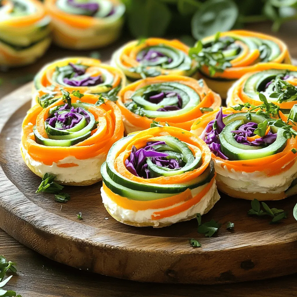 Für die Regenbogen Gemüse Pinwheels benötigst du einige frische und bunte Zutaten. Hier ist eine Liste der Hauptzutaten: - 4 große Vollkorn-Tortillas - 1 Tasse Frischkäse, weich gerührt - 1/2 Teelöffel Knoblauchpulver - 1/2 Teelöffel Zwiebelpulver - 1 Karotte, in feine Streifen geschnitten - 1 kleine Gurke, in feine Streifen geschnitten - 1 Paprika (rot oder gelb), dünn geschnitten - 1 Tasse Babyspinatblätter - 1/2 Tasse Rotkohl, fein zerkleinert - Salz und Pfeffer, nach Geschmack - 1 Esslöffel gehackte frische Kräuter (Koriander oder Petersilie) Diese Zutaten bringen nicht nur Farbe auf deinen Teller, sondern auch viele Nährstoffe. Wenn du spezielle Diätanforderungen hast, gibt es viele Alternativen. Hier sind einige Ideen: - Glutenfreie Tortillas: Verwende glutenfreie Tortillas für eine glutenfreie Option. - Veganer Frischkäse: Nutze pflanzlichen Frischkäse für eine vegane Version. - Zusätzliches Gemüse: Füge Avocado oder Zucchini hinzu, um die Vielfalt zu erhöhen. - Käse: Für zusätzlichen Geschmack kannst du auch etwas Feta oder Mozzarella einstreuen. Diese Alternativen helfen, die Pinwheels an verschiedene Geschmäcker und Ernährungsbedürfnisse anzupassen. Die Wahl frischer Zutaten ist wichtig für den Geschmack. Hier sind einige Tipps, um die besten Zutaten auszuwählen: - Saisonalität: Kaufe Gemüse, das gerade Saison hat. Es schmeckt besser und ist oft günstiger. - Farbe: Achte auf leuchtende Farben. Sie zeigen, dass das Gemüse frisch ist. - Textur: Wähle Gemüse, das fest und knackig ist. Vermeide schlaffe oder verletzte Stücke. - Geruch: Riech an den Zutaten. Frisches Gemüse hat einen angenehmen, erdigen Geruch. Diese Tipps helfen dir, die besten Zutaten für deine Regenbogen Gemüse Pinwheels auszuwählen. Vergiss nicht, das Rezept zu beachten, um die perfekte Mischung zu erreichen! Zuerst brauchst du eine kleine Schüssel. Dort gibst du den weichen Frischkäse. Füge dann das Knoblauchpulver und das Zwiebelpulver hinzu. Rühre alles gut um. Du willst eine glatte Mischung erreichen. Schmecke die Mischung mit Salz und Pfeffer ab. Diese Frischkäsemischung ist die Basis für die Pinwheels. Nimm die Tortillas und lege sie auf eine saubere Fläche. Du kannst auch ein Brett verwenden. Verteile die Frischkäsemischung gleichmäßig auf jede Tortilla. Lass einen kleinen Rand frei, damit die Füllung nicht herausquillt. Achte darauf, dass die Schicht nicht zu dick ist. So bleiben die Pinwheels stabil und lecker. Jetzt kommt der spannende Teil. Beginne am Rand der Tortilla mit der Füllung. Lege die geschnittenen Karotten, Gurken und Paprika gleichmäßig darauf. Füge dann die Babyspinatblätter und den Rotkohl hinzu. Bestreue alles mit den frischen Kräutern. Wickel die Tortilla nun vorsichtig von der Füllseite auf. Achte darauf, die Seiten einzutuckern. So bleibt die Füllung drin. Schneide die gerollte Tortilla in etwa 2-5 cm dicke Stücke. Platziere die Pinwheels auf einem schönen Teller. Du kannst sie sofort servieren oder für später in den Kühlschrank stellen. Für die vollständige Anleitung, siehe [Full Recipe]. Um die Füllung perfekt zu machen, achte auf die Textur. Der Frischkäse sollte weich und gut gewürzt sein. Mische ihn mit Knoblauch- und Zwiebelpulver für einen vollen Geschmack. Du kannst auch andere Gewürze hinzufügen, um die Füllung interessanter zu machen. Wenn du magst, probiere etwas Chili oder Paprika. Das gibt einen kleinen Kick. Das Anrichten ist einfach, aber wichtig. Verwende einen bunten Teller. Das macht die Pinwheels sofort appetitlich. Lege die Pinwheels übereinander oder in einem Kreis. Du kannst sie auch mit frischen Kräutern garnieren. Das gibt einen zusätzlichen Farbtupfer. Überlege auch, sie mit einem Dip wie Hummus oder Joghurt zu servieren. So werden sie noch leckerer. Um die Pinwheels einfach zu machen, achte darauf, die Tortillas leicht zu erwärmen. Das macht sie flexibler und einfacher zu rollen. Halte die Füllung etwas zurück, wenn du die Tortilla rollst. So bleibt alles fest. Nutze ein scharfes Messer, um die Pinwheels zu schneiden. Dadurch werden sie schön gleichmäßig. Wenn du mehr Ideen brauchst, schaue dir das [Full Recipe] an. {{image_4}} Vegane Rainbow Veggie Pinwheels sind eine tolle Option. Verwenden Sie pflanzliche Frischkäse-Alternativen. Diese sind oft aus Nüssen oder Soja. Sie geben den Pinwheels einen tollen Geschmack. Achten Sie darauf, dass die Tortillas vegan sind. Viele Marken bieten jetzt vegane Tortillas an. Fügen Sie mehr Gemüse hinzu, um den Nährwert zu steigern. Zucchini oder Avocado sind gute Wahl. Sie machen die Pinwheels noch bunter und leckerer. Zusatzbeläge oder Soßen können die Pinwheels aufpeppen. Ein einfacher Hummus passt gut dazu. Sie können auch Guacamole oder Salsa verwenden. Diese Soßen fügen Geschmack und Feuchtigkeit hinzu. Das macht jeden Biss spannender. Experimentieren Sie mit verschiedenen Geschmäckern. Dies macht das Essen aufregender und abwechslungsreicher. Sie können auch einen Joghurt-Dip versuchen. Dieser gibt den Pinwheels einen frischen Kick. Haben Sie übrig gebliebenes Gemüse? Nutzen Sie es in diesen Pinwheels! Karotten, Paprika oder Spinat sind ideal. Diese Gemüsearten geben Farbe und Crunch. Wenn Sie Reste haben, schneiden Sie sie klein und fügen Sie sie hinzu. So verschwenden Sie nichts und machen die Pinwheels gesünder. Es ist auch eine hervorragende Möglichkeit, Kinder zum Essen von Gemüse zu motivieren. Sie können es in die Pinwheels verstecken. Die bunten Farben machen das Gericht ansprechend. Wenn Sie Gemüse kombinieren, schaffen Sie neue Geschmäcker. Das macht das Kochen spannend und kreativ. Um die Regenbogen Gemüse Pinwheels frisch zu halten, wickeln Sie sie in Frischhaltefolie. Legen Sie sie dann in einen luftdichten Behälter. So bleiben sie länger knusprig und lecker. Achten Sie darauf, die Pinwheels nicht zu quetschen. So bleibt die Füllung schön an Ort und Stelle. Im Kühlschrank halten sich die Pinwheels bis zu zwei Tage. Nach dieser Zeit können sie an Geschmack verlieren. Die Farben und der Crunch sind am besten, wenn Sie sie frisch genießen. Wenn Sie die Pinwheels länger aufbewahren möchten, können Sie die Zutaten separat lagern. Wenn Sie Reste von Gemüse oder Frischkäse haben, lagern Sie diese in einem luftdichten Behälter. Gemüse sollte innerhalb von drei bis fünf Tagen verbraucht werden. Frischkäse bleibt bis zu einer Woche frisch, wenn er gut gekühlt ist. So haben Sie immer die Möglichkeit, weitere Pinwheels zuzubereiten oder das Gemüse in anderen Gerichten zu verwenden. Sie können die Regenbogen Gemüse Pinwheels bis zu zwei Stunden im Voraus zubereiten. Das hält sie frisch und knackig. Legen Sie sie einfach auf einen Teller und decken Sie sie mit Frischhaltefolie ab. So bleibt die Füllung schön saftig. Ich empfehle nicht, diese Pinwheels einzufrieren. Das Gemüse kann nach dem Auftauen matschig werden. Am besten genießen Sie sie frisch. So behalten sie ihren Geschmack und ihre Textur. Zu den Regenbogen Gemüse Pinwheels passen viele Dips. Hier sind einige meiner Favoriten: - Hummus - Joghurt-Dip - Guacamole - Salsa Diese Dips bringen zusätzlichen Geschmack und machen die Pinwheels noch besser. Probieren Sie verschiedene Kombinationen aus! Regenbogen Gemüse Pinwheels sind einfach zuzubereiten und super lecker. Wir haben die besten Zutaten und Tipps geteilt, damit du perfekte Pinwheels machst. Auch für spezielle Diäten findest du passende Alternativen. Halte die Frische der Zutaten hoch und lagere die Pinwheels richtig. Denk daran, dass du kreativ sein kannst mit verschiedenen Variationen und Dips. Genieße die Vielzahl an Möglichkeiten und teile deine Kreationen mit anderen. Deine Gäste werden begeistert sein.