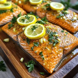 - 4 Lachsfilets (je 170 g) - 3 Esslöffel Olivenöl - 4 Zehen Knoblauch, fein gehackt Die Hauptzutaten sind einfach zu finden. Lachsfilets sind reich an Omega-3-Fettsäuren. Sie sind gesund und lecker. Olivenöl bringt gesunde Fette und Geschmack. Knoblauch fügt einen tollen Aroma hinzu. - Saft von 2 Zitronen - Schale von 1 Zitrone - 1 Teelöffel frischer Rosmarin, gehackt (oder ½ Teelöffel getrocknet) Zitronensaft und -schale geben Frische. Sie machen den Fisch lebendig. Rosmarin bringt einen schönen, erdigen Geschmack. Diese Zutaten machen das Gericht besonders lecker. - Salz und Pfeffer nach Geschmack - Zitronenscheiben zur Garnierung - Frische Petersilie, gehackt zur Garnierung Salz und Pfeffer sind wichtige Gewürze. Sie helfen, den Geschmack zu verstärken. Zitronenscheiben machen das Gericht hübsch und frisch. Frische Petersilie ist eine tolle Garnierung. Sie bringt Farbe und Geschmack. Für die vollständige Anleitung zum Zubereiten dieses köstlichen Gerichts, schauen Sie sich das Full Recipe an. - Ofen vorheizen Heizen Sie Ihren Ofen auf 200°C vor. Dies ist wichtig, um den Lachs gleichmäßig zu garen. - Mischung der Zutaten In einer kleinen Schüssel mischen Sie 3 Esslöffel Olivenöl, 4 fein gehackte Zehen Knoblauch, den Saft von 2 Zitronen, die Schale von 1 Zitrone und 1 Teelöffel frischen Rosmarin. Fügen Sie auch Salz und Pfeffer nach Geschmack hinzu. Rühren Sie alles gut um, bis eine gleichmäßige Marinade entsteht. - Lachs auf das Blech legen Legen Sie die 4 Lachsfilets auf ein großes Backblech, das mit Backpapier oder Alufolie ausgelegt ist. Achten Sie darauf, dass die Filets genug Platz haben. - Marinade auftragen Bestreichen Sie jedes Lachsfilet großzügig mit der vorbereiteten Marinade. So wird der Lachs lecker und saftig. Legen Sie dann Zitronenscheiben auf jedes Filet für zusätzlichen Geschmack. - Rösten im Ofen Rösten Sie den Lachs im vorgeheizten Ofen für 12-15 Minuten. Der Lachs sollte leicht mit einer Gabel zerfallen. Dies zeigt, dass er durchgegart ist. - Ruhezeit nach dem Braten Nehmen Sie das Blech aus dem Ofen und lassen Sie den Lachs einige Minuten ruhen. Dies hilft, die Säfte zu behalten. Garnieren Sie den Lachs vor dem Servieren mit frisch gehackter Petersilie. Jetzt sind Sie bereit, das köstliche Gericht zu genießen! Für mehr Details, schauen Sie sich das Full Recipe an. Die ideale Garzeit für Lachs ist zwischen 12 und 15 Minuten. Der Lachs sollte leicht zerfallen, wenn Sie ihn mit einer Gabel anstechen. Eine interne Temperatur von 55-60 °C zeigt, dass der Lachs fertig ist. Achten Sie darauf, den Lachs nicht zu lange zu garen, um ihn saftig zu halten. Eine Marinierzeit von mindestens 30 Minuten bringt den besten Geschmack hervor. Wenn Sie mehr Zeit haben, lassen Sie den Lachs bis zu 2 Stunden marinieren. So ziehen die Aromen tiefer ein und machen das Gericht noch köstlicher. Ein kurzer Tipp: Wenn Sie die Marinade gleich am Morgen zubereiten, ist der Lachs abends gleich bereit zum Braten. Präsentation ist wichtig! Servieren Sie die Lachsfilets auf einem großen, weißen Teller. Garnieren Sie sie mit frischen Zitronenscheiben und gehackter Petersilie. Für mehr Farbe können Sie auch einige Kirschtomaten oder grüne Bohnen hinzufügen. Diese einfachen Schritte machen das Gericht nicht nur schmackhaft, sondern auch schön anzusehen. {{image_4}} Das Rösten von Gemüse zusammen mit dem Lachs bringt mehr Geschmack. Sie können Gemüse wie Brokkoli, Karotten oder Zucchini verwenden. Schneiden Sie das Gemüse in gleichmäßige Stücke. Legen Sie es auf das Blech, bevor Sie den Lachs darauf setzen. Das Gemüse wird zart und aromatisch, während der Lachs brät. Es ist eine einfache Möglichkeit, Ihre Mahlzeit nahrhafter zu machen. Wenn Sie Rosmarin nicht mögen, probieren Sie Thymian oder Dill. Diese Kräuter passen gut zu Lachs und geben ihm einen anderen Geschmack. Sie können auch einen Hauch von Paprika oder Chili hinzufügen, wenn Sie es schärfer mögen. Experimentieren Sie mit verschiedenen Gewürzen, um Ihren perfekten Lachs zu finden! Gerösteter Lachs schmeckt hervorragend mit vielen Beilagen. Ein frischer grüner Salat ist eine gute Wahl. Auch Quinoa oder Reis passen gut dazu. Wenn Sie mehr Gemüse möchten, servieren Sie geröstete Süßkartoffeln oder einen bunten Gemüse-Mix. Diese Beilagen ergänzen den Lachs und machen das Essen noch besser. Um die Reste von deinem Zitronen-Knoblauch-Roastlachs frisch zu halten, lege sie in einen luftdichten Behälter. Du kannst auch Frischhaltefolie verwenden, um den Lachs abzudecken. Stelle sicher, dass die Reste schnell in den Kühlschrank kommen. So bleiben Geschmack und Textur erhalten. Für das Aufwärmen des Lachses empfehle ich, ihn sanft zu erhitzen. Stelle deinen Ofen auf 150°C ein. Lege die Lachsfilets auf ein Blech und decke sie mit Folie ab. Dies verhindert, dass der Lachs austrocknet. Erwärme ihn etwa 10 Minuten lang. Du kannst auch die Mikrowelle nutzen. Stelle die Mikrowelle auf mittlere Leistung und erhitze den Lachs in kurzen Intervallen. Überprüfe regelmäßig die Temperatur. Die Reste bleiben im Kühlschrank etwa 3 Tage frisch. Achte darauf, sie gut verpackt zu lagern. Wenn du die Reste länger aufbewahren möchtest, kannst du sie einfrieren. Im Gefrierfach halten sie bis zu 3 Monate. Denke daran, den Lachs vor dem Einfrieren in Portionen zu teilen. So kannst du nur das auftauen, was du brauchst. Um Lemon Garlic Roasted Salmon zu machen, folgen Sie diesen Schritten: 1. Heizen Sie den Ofen auf 200°C vor. 2. Mischen Sie in einer Schüssel 3 Esslöffel Olivenöl, 4 Zehen gehackten Knoblauch, den Saft von 2 Zitronen, die Schale von 1 Zitrone und 1 Teelöffel gehackten Rosmarin. Fügen Sie Salz und Pfeffer hinzu. 3. Legen Sie 4 Lachsfilets auf ein mit Backpapier ausgelegtes Blech. 4. Bestreichen Sie die Filets mit der Marinade. 5. Legen Sie Zitronenscheiben auf die Filets. 6. Rösten Sie den Lachs für 12-15 Minuten im Ofen. 7. Lassen Sie den Lachs vor dem Servieren ruhen und garnieren Sie ihn mit frischer Petersilie. Zu Lachs passen viele Beilagen. Hier sind einige Ideen: - Geröstetes Gemüse wie Brokkoli oder Karotten. - Ein frischer grüner Salat mit Zitrus-Dressing. - Reis oder Quinoa für eine sättigende Beilage. - Weißwein, wie Sauvignon Blanc, ergänzt den Geschmack des Lachses gut. Ja, Sie können den Lachs auch grillen. Folgen Sie diesen Schritten: 1. Marinieren Sie den Lachs wie oben beschrieben. 2. Heizen Sie den Grill auf mittlere Hitze vor. 3. Legen Sie die Lachsfilets auf den Grillrost. 4. Grillen Sie den Lachs für etwa 6-8 Minuten pro Seite. 5. Achten Sie darauf, dass der Lachs leicht zerfällt, wenn er fertig ist. Diese Methode gibt dem Lachs einen rauchigen Geschmack und eine schöne Grillmarkierung. Diese Anleitung hat dir gezeigt, wie du leckeren Lachs mit Zitrone und Knoblauch zubereitest. Wir haben die besten Zutaten, die Marinade und die Garzeit behandelt. Denke daran, frisches Gemüse hinzuzufügen und gut zu würzen. Wenn du Reste hast, bewahre sie richtig auf, um die Frische zu erhalten. Du kannst auch variieren, indem du die Gewürze änderst oder verschiedene Beilagen ausprobierst. Ich hoffe, du hast viel Spaß beim Kochen und Genießen!