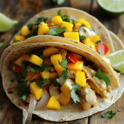 - 2 Hähnchenbrustfilets, gewürfelt - 1 reife Mango, gewürfelt - 1 rote Paprika, in dünne Scheiben geschnitten Die Hauptzutaten sind einfach zu finden. Du kannst frisches Hähnchen und reife Mango in jedem Supermarkt kaufen. Achte darauf, dass die Mango weich ist. Das gibt den Tacos einen süßen und saftigen Geschmack. - 1 Esslöffel Olivenöl - 1 Teelöffel gemahlener Kreuzkümmel - 1 Teelöffel geräuchertes Paprikapulver Die Gewürze sind das Geheimnis für den tollen Geschmack. Olivenöl hilft, das Hähnchen zart zu machen. Kreuzkümmel und Paprikapulver geben den Tacos eine schöne Tiefe. Du kannst die Menge anpassen, je nachdem, wie würzig du es magst. - 8 kleine Tortillas aus Mais oder Weizen - Frischer Koriander, zur Garnitur - Limettenviertel, zum Servieren Die Tortillas sind der perfekte Träger für die Füllung. Du kannst entweder Mais- oder Weizentortillas verwenden. Frischer Koriander bringt Farbe und Geschmack. Die Limettenviertel geben beim Servieren einen frischen Kick. Für das vollständige Rezept schaue dir die [Full Recipe] an. Zuerst nimmst du die Hähnchenbrustfilets und schneidest sie in kleine Würfel. In einer großen Schüssel vermischst du das gewürfelte Hähnchen mit einem Esslöffel Olivenöl. Dann fügst du die Gewürze hinzu: einen Teelöffel gemahlenen Kreuzkümmel, einen Teelöffel geräuchertes Paprikapulver, und nach Geschmack Cayennepfeffer. Jetzt ist es wichtig, die Gewürze gut zu vermengen, damit das Hähnchen gleichmäßig bedeckt ist. Erhitze eine große Pfanne auf mittlerer bis hoher Hitze. Wenn die Pfanne heiß ist, gib das gewürzte Hähnchen hinein. Brate es für etwa 5-7 Minuten, bis es goldbraun und durchgegart ist. Rühre gelegentlich um, damit es gleichmäßig bräunt. Jetzt fügst du die gehackten Knoblauchzehen, die rote Zwiebel und die rote Paprika hinzu. Lass alles für weitere 3-4 Minuten braten, bis das Gemüse weich ist. Wenn das Hähnchen und das Gemüse fertig sind, nimm die gewürfelte Mango und hebe sie vorsichtig unter die Mischung. Erhitze alles für weitere 2 Minuten. In der Zwischenzeit kannst du die Tortillas in einer trockenen Pfanne oder Mikrowelle erwärmen, bis sie weich sind. Jetzt ist es Zeit, die Tacos zusammenzustellen! Nimm eine Tortilla und gebe eine großzügige Portion der Mango-Hähnchen-Mischung darauf. Garniere die Tacos mit frischem Koriander und serviere sie mit Limettenvierteln. Für das vollständige Rezept, schau dir die [Full Recipe] an. Um den perfekten Geschmack zu erreichen, passe den Cayennepfeffer nach deinem Geschmack an. Wenn du es milder magst, nutze weniger. Wenn du es würziger willst, füge mehr hinzu. Frisch gehackte Zutaten bringen mehr Geschmack. Die Aromen der frischen Mango, Paprika und Zwiebeln machen die Tacos lebendig und frisch. Du kannst das Hähnchen auch grillen. Das gibt einen rauchigen Geschmack, der wirklich lecker ist. Wenn du eine vegane Option suchst, ersetze das Hähnchen durch Tofu oder Jackfruit. Marinier die Alternativen wie das Hähnchen, um den Geschmack zu intensivieren. Zu den Tacos passen frische Beilagen wie Guacamole oder Salsa. Auch ein einfacher grüner Salat ist erfrischend. Für Getränke empfehle ich ein kaltes Bier oder eine frische Limonade. Diese Kombination macht das Essen noch besser. Wenn du mehr über das Rezept erfahren möchtest, schau dir das Full Recipe an. {{image_4}} Für deine Spicy Mango Chicken Tacos kannst du viele andere Zutaten verwenden. Eine tolle Option ist Avocado. Sie bringt eine cremige Textur und gesunde Fette. Du kannst sie einfach in Scheiben schneiden und auf die fertigen Tacos legen. Jalapeños sind eine weitere spannende Wahl. Sie fügen mehr Schärfe hinzu und bringen einen tollen Geschmack. Wenn du Lust auf etwas Süßeres hast, probiere Ananas. Ihr Saft passt gut zu Mango und Hähnchen. Die Wahl der Tortillas macht einen großen Unterschied. Du kannst Vollkorn-Tortillas verwenden. Sie sind nahrhafter und geben den Tacos einen anderen Geschmack. Glutenfreie Tortillas sind auch eine gute Option, wenn du Gluten vermeidest. Mini-Tacos sind perfekt für Partys. Sie sind klein und einfach zu essen. Du kannst sie mit der gleichen Füllung machen. So kann jeder seine Tacos nach Geschmack anpassen. Möchtest du deine Tacos noch schärfer machen? Füge frische Chilis zur Mischung hinzu. Du kannst sie klein schneiden und zusammen mit dem Hähnchen braten. So wird jedes Stück scharf und lecker. Eine andere Möglichkeit ist die Verwendung von scharfer Salsa. Diese passt gut zu den Tacos und bringt zusätzliche Aromen. Achte darauf, die Salsa nach deinem Geschmack auszuwählen. Für das komplette Rezept, schau dir den [Full Recipe] an. Um das übrig gebliebene Hähnchen richtig zu kühlen, lege es in einen luftdichten Behälter. Achte darauf, dass es schnell abkühlt, bevor du es in den Kühlschrank stellst. So bleibt es frisch und sicher zu essen. Im Kühlschrank kannst du das Hähnchen bis zu drei Tage aufbewahren. Wenn du es länger behalten möchtest, ziehe das Einfrieren in Betracht. Für das Einfrieren der Tacos verwende einen gefrierfesten Behälter oder einen Beutel. Stelle sicher, dass die Tacos gut verpackt sind, um Gefrierbrand zu vermeiden. Wenn du bereit bist, sie zu essen, nimm die Tacos aus dem Gefrierfach. Erwärme sie in der Mikrowelle oder im Ofen. So bleiben sie lecker und frisch. Die Auswahl frischer Zutaten ist wichtig für die Haltbarkeit. Achte beim Kauf auf leuchtende Farben und feste Texturen. Überprüfe die Mango, indem du leicht darauf drückst. Sie sollte leicht nachgeben, aber nicht zu weich sein. So stellst du sicher, dass du frische und leckere Zutaten für deine Tacos verwendest. Um die Tacos weniger scharf zu machen, können Sie den Cayennepfeffer reduzieren. Verwenden Sie stattdessen süßes Paprikapulver. Eine weitere Option ist, die Menge an Knoblauch zu verringern. Fügen Sie auch mehr Mango oder andere süße Zutaten hinzu. Diese helfen, die Schärfe auszugleichen. Ja, Sie können Tacos im Voraus zubereiten. Bereiten Sie das Hähnchen und das Gemüse vor und bewahren Sie sie im Kühlschrank auf. Sie können die Mischung auch einfrieren, wenn Sie die Tacos später genießen möchten. Erwärmen Sie die Füllung vor dem Servieren. Die Tortillas sollten frisch zubereitet werden, um die beste Textur zu erhalten. Viele Restaurants bieten ähnliche Tacos an. Suchen Sie nach Restaurants, die auf mexikanische oder fusionierte Küche spezialisiert sind. Einige Food-Trucks haben auch kreative Taco-Varianten. Überprüfen Sie lokale Bewertungen, um die besten Optionen in Ihrer Nähe zu finden. Zusammenfassend haben wir hier ein köstliches Rezept für Spicy Mango Chicken Tacos. Mit frischen Zutaten wie Hähnchen, Mango und Paprika macht es viel Spaß, diese Tacos zuzubereiten. Denken Sie an die Tipps zur Anpassung von Gewürzen und zur Lagerung. Variationen und Alternativen bieten viele Optionen. Ich hoffe, Sie probieren es aus und genießen die frischen Aromen. Kochen kann einfach und lecker sein!