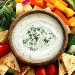 - 1 Tasse ungesüßter griechischer Joghurt - 1/4 Tasse Mayonnaise - 1 Esslöffel Zitronensaft Die Basis für unseren griechischen Joghurt Ranch Dip besteht aus drei wichtigen Zutaten. Griechischer Joghurt gibt dem Dip eine cremige Textur. Ich wähle ungesüßten Joghurt, um den Geschmack nicht zu verändern. Die Mayonnaise bringt zusätzliche Cremigkeit und Tiefe. Der Zitronensaft sorgt für eine frische Note und balanciert die Aromen. - 1 Teelöffel Knoblauchpulver - 1 Teelöffel Zwiebelpulver - 1 Teelöffel getrockener Dill - 1 Teelöffel getrocknete Petersilie - 1/2 Teelöffel getrocknete Schnittlauch Die Gewürze und Kräuter machen den Dip besonders lecker. Das Knoblauchpulver gibt einen kräftigen Geschmack. Zwiebelpulver fügt eine süße Note hinzu. Dill und Petersilie bringen Frische in den Dip. Schnittlauch gibt einen milden Zwiebelgeschmack. Diese Mischung macht den Dip zu einem echten Genuss. - 1/2 Teelöffel Salz - 1/4 Teelöffel schwarzer Pfeffer - 1 Esslöffel Buttermilch (optional für zusätzlichen Geschmack) Salz und Pfeffer sind wichtig, um den Geschmack zu verstärken. Ich passe die Menge nach meinem Geschmack an. Buttermilch ist optional, aber sie macht den Dip noch cremiger. Wenn ich Lust auf etwas mehr Geschmack habe, füge ich die Buttermilch hinzu. Für das vollständige Rezept, schauen Sie sich die Full Recipe an. Nehmen Sie eine große Schüssel. Geben Sie 1 Tasse ungesüßten griechischen Joghurt und 1/4 Tasse Mayonnaise hinein. Rühren Sie beide Zutaten gut zusammen. Mischen Sie sie, bis die Mischung gleichmäßig und cremig ist. Dies ist die Basis für den Dip. Jetzt fügen Sie die Gewürze hinzu. Geben Sie 1 Teelöffel Knoblauchpulver, 1 Teelöffel Zwiebelpulver, 1 Teelöffel getrockenen Dill, 1 Teelöffel getrocknete Petersilie, 1/2 Teelöffel getrockneten Schnittlauch, 1/2 Teelöffel Salz und 1/4 Teelöffel schwarzen Pfeffer in die Schüssel. Rühren Sie alles gut durch. Passen Sie die Würze nach Ihrem Geschmack an. Probieren Sie die Mischung und fügen Sie mehr Gewürze hinzu, falls nötig. Jetzt kommt der nächste Schritt. Fügen Sie 1 Esslöffel Zitronensaft zur Mischung hinzu. Dies bringt frische Aromen in den Dip. Wenn Sie wollen, geben Sie auch 1 Esslöffel Buttermilch hinzu. Dies macht den Dip noch cremiger. Rühren Sie alles gut um. Danach decken Sie die Schüssel mit Frischhaltefolie ab. Stellen Sie den Dip für mindestens 30 Minuten in den Kühlschrank. So verbinden sich die Aromen gut. Um den Dip cremiger zu machen, füge Buttermilch hinzu. Diese gibt einen tollen Geschmack. Du kannst auch deine Lieblingsgewürze hinzufügen, um den Dip anzupassen. Probiere zum Beispiel ein bisschen Paprika oder Kreuzkümmel, um neue Aromen zu entdecken. Dieser Dip passt perfekt zu frischem Gemüse. Karotten, Sellerie und Paprika sind tolle Optionen. Du kannst auch Tortillachips oder Pita-Chips verwenden. Eine weitere Idee ist, den Dip als Dressing für Salate zu nutzen. Das gibt deinem Salat einen frischen Kick. Kühle den Dip vor dem Servieren mindestens 30 Minuten. So verbinden sich die Aromen gut. Für einen noch intensiveren Geschmack, lasse den Dip länger im Kühlschrank. Die Zutaten entfalten sich und machen das Erlebnis noch besser. {{image_4}} Eine einfache Möglichkeit, den Dip zu verändern, ist die Verwendung frischer Kräuter. Frische Kräuter bringen mehr Geschmack und Aroma. Sie können Petersilie, Schnittlauch oder Basilikum verwenden. Schneiden Sie die Kräuter klein und mischen Sie sie in den Dip. Eine weitere tolle Idee ist das Hinzufügen von Avocado. Diese macht den Dip cremiger und nährstoffreicher. Die Avocado fügt gesunde Fette hinzu und macht das Ganze noch schmackhafter. Möchten Sie etwas Schärfe? Fügen Sie Chili oder scharfe Sauce hinzu. Diese geben dem Dip einen tollen Kick. Beginnen Sie mit einer kleinen Menge und passen Sie den Geschmack an. Ein weiterer Trick ist die Verwendung von geräuchertem Paprika. Dieser gibt dem Dip einen rauchigen und tiefen Geschmack. Ein bisschen reicht schon, um das Aroma zu verbessern. Für eine kalorienbewusste Option können Sie fettarmen Joghurt verwenden. So bleibt der Dip leicht, aber lecker. Wenn Sie eine vegane Version wünschen, nutzen Sie pflanzliche Mayonnaise. Diese Variante ist einfach und passt gut zu jedem Snack. Mit diesen Anpassungen bleibt der Dip gesund und köstlich. Lagern Sie den Dip in einem luftdichten Behälter. So bleibt er frisch und lecker. Der Dip hält sich bis zu einer Woche. Achten Sie darauf, den Behälter gut zu verschließen. So vermeiden Sie Gerüche aus dem Kühlschrank. Trotz der Zutaten ist dieser Dip nicht zum Einfrieren geeignet. Das kann die Textur und den Geschmack verändern. Ein guter Tipp: Bereiten Sie kleinere Portionen zu. So haben Sie immer frischen Dip bereit, wenn Sie ihn brauchen. Die Aromen des Dips werden intensiver, wenn er im Kühlschrank steht. Lassen Sie ihn mindestens ein paar Stunden ruhen. Vermeiden Sie jedoch eine zu lange Lagerung. So verhindern Sie eine langsame Entwässerung. Genießen Sie den Dip frisch und aromatisch! Der Dip hält sich bis zu einer Woche im Kühlschrank. Das ist super praktisch, wenn Sie ihn für Snacks oder Partys machen. Stellen Sie sicher, dass Sie ihn in einem luftdichten Behälter aufbewahren. So bleibt er frisch und lecker. Ja, Sie können diesen Dip leicht vegan machen. Verwenden Sie einfach pflanzliche Mayonnaise und pflanzlichen Joghurt. So haben Sie einen leckeren Dip, der für alle geeignet ist. Es gibt viele tolle Optionen, die genauso gut schmecken. Ja, frische Kräuter sind eine tolle Ergänzung! Sie geben dem Dip einen frischen Geschmack. Wenn Sie frische Kräuter verwenden, denken Sie daran, die Menge anzupassen. Frische Kräuter sind oft kräftiger im Geschmack. Der Dip passt gut zu einer Auswahl an frischem Gemüse. Karotten, Sellerie und Paprika sind großartig. Chips sind auch eine beliebte Wahl. Sie können den Dip sogar als Dressing für Salate verwenden. So wird jeder Biss lecker. Ja, dieser Dip ist kalorienärmer. Das liegt an der Verwendung von griechischem Joghurt statt Mayonnaise. So können Sie genießen, ohne sich schuldig zu fühlen. Es ist eine gesunde Wahl für alle, die auf ihre Kalorien achten möchten. Zusammenfassend hast du gelernt, wie man einen leckeren Dip zubereitet. Wir haben die Hauptzutaten, Gewürze und Anpassungsoptionen durchgegangen. Zudem hast du Tipps zur Lagerung und Verwendung erhalten. Nutze frische Kräuter oder probiere gewürzte Varianten für mehr Geschmack. Denk daran, die Aromen zu entfalten und den Dip gut zu kühlen. So schmeckt er am besten! Experimentiere mit deinen Ideen und genieße den Dip mit Freunden oder der Familie.