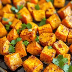 - 4 mittelgroße Süßkartoffeln, geschält und gewürfelt - 2 Esslöffel Olivenöl - Gewürze: Chilipulver, Paprika, Kreuzkümmel, Knoblauchpulver - Abrieb und Saft von 2 Limetten - Frischer Koriander zur Garnierung - Salz und Pfeffer nach Geschmack Ich liebe, wie einfach die Zutaten für Chili-Lime geröstete Süßkartoffeln sind. Diese Süßkartoffeln bringen viel Geschmack und Farbe auf den Tisch. Die Hauptzutaten sind wichtig, um diesen tollen Geschmack zu erreichen. Die Süßkartoffeln sind süß und nahrhaft. Das Olivenöl hilft bei der Röstaromenbildung. Die Gewürze verleihen den Süßkartoffeln den perfekten Kick. Die frischen Zutaten, wie die Limetten, bringen eine spritzige Note. Der Abrieb und der Saft geben den Süßkartoffeln Frische. Frischer Koriander als Garnierung sieht nicht nur schön aus, sondern schmeckt auch klasse dazu. Für die zusätzlichen Optionen kannst du Salz und Pfeffer nach Belieben verwenden. Das passt alles gut zusammen und macht das Gericht lecker. Für das gesamte Rezept, schau dir [Full Recipe] an. Zuerst schälen Sie die Süßkartoffeln. Das macht sie zart und süß. Dann schneiden Sie sie in gleichmäßige Würfel. Diese sollten etwa 2,5 cm groß sein. So garen sie gleichmäßig. Heizen Sie Ihren Backofen auf 220 °C (425 °F) vor. Ein heißer Ofen gibt den Süßkartoffeln eine schöne Kruste. In einer großen Rührschüssel vermengen Sie die gewürfelten Süßkartoffeln mit 2 Esslöffeln Olivenöl. Fügen Sie 1 Teelöffel Chilipulver, 1 Teelöffel Paprika, 1/2 Teelöffel Kreuzkümmel und 1 Teelöffel Knoblauchpulver hinzu. Der Limettensaft und Abrieb von 2 Limetten bringen Frische. Mischen Sie alles gut durch. Würzen Sie mit Salz und Pfeffer nach Ihrem Geschmack. Legen Sie die gewürzten Süßkartoffeln auf ein Backblech. Achten Sie darauf, dass sie nicht überfüllt sind. Rösten Sie die Süßkartoffeln für 25-30 Minuten im Ofen. Wenden Sie sie zur Hälfte der Garzeit. So werden sie goldbraun und weich. Nach dem Rösten lassen Sie die Süßkartoffeln kurz abkühlen. Servieren Sie sie heiß, garniert mit frischem Koriander. Diese Chili-Lime gerösteten Süßkartoffeln sind ein Genuss! Für die vollständige Zubereitung können Sie das [Full Recipe] ansehen. Um die beste Röstung zu erreichen, schichte die Süßkartoffeln gleichmäßig auf dem Blech. Wenn sie übereinander liegen, garen sie nicht gleichmäßig. Verwende Backpapier, um die Reinigung zu erleichtern. So bleibt dein Blech sauber und die Süßkartoffeln haften nicht. Für mehr Geschmack kannst du Limettenabrieb hinzufügen. Der frische Geschmack der Limette hebt das Gericht hervor. Du kannst die Gewürze nach deinem Geschmack anpassen. Magst du es schärfer? Füge mehr Chilipulver hinzu. Willst du es milder? Reduziere die Menge. Präsentiere die gerösteten Süßkartoffeln auf einem dekorativen Teller. So sieht das Gericht ansprechend aus. Streue zusätzliche Limettenzesten darüber. Das gibt nicht nur Farbe, sondern auch einen frischen Kick. Diese kleinen Details machen das Essen noch schöner und köstlicher. {{image_4}} Um den Geschmack Ihrer Chili-Lime gerösteten Süßkartoffeln zu verändern, können Sie kreativ werden. Fügen Sie Zimt für eine süße Note hinzu oder Cayennepfeffer für mehr Schärfe. Diese Gewürze geben den Süßkartoffeln eine neue Dimension. Sie können auch anderes Gemüse wie Paprika oder Zucchini hinzufügen. Diese Gemüse bringen Farbe und Textur in das Gericht. Einfach in Stücke schneiden und zusammen mit den Süßkartoffeln rösten. Eine der besten Eigenschaften dieses Rezepts ist, dass es von Natur aus vegan und glutenfrei ist. Achten Sie darauf, dass alle Zutaten, die Sie verwenden, diese Kriterien erfüllen. Verwenden Sie frische Gewürze und hochwertiges Olivenöl. So bleibt Ihr Gericht rein und gesund. Chili-Lime geröstete Süßkartoffeln sind sehr vielseitig. Sie können sie als Beilage zu Fleischgerichten servieren oder als Hauptgericht genießen. Diese Süßkartoffeln passen gut zu gegrilltem Hähnchen oder Fisch. Sie können auch einfach einen frischen Salat dazu machen. Für eine volle Mahlzeit sind sie perfekt mit einer Quinoa-Basis. So schaffen Sie ein ausgewogenes und leckeres Gericht. Schauen Sie sich das [Full Recipe] an, um noch mehr Ideen zu sammeln! Geröstete Süßkartoffeln sind einfach zu lagern. Lassen Sie sie zuerst abkühlen. Danach legen Sie die Reste in einen luftdichten Behälter. Sie können sie bis zu drei Tage im Kühlschrank aufbewahren. Stellen Sie sicher, dass der Behälter gut verschlossen ist, um Feuchtigkeit und Gerüche zu vermeiden. Im Kühlschrank bleiben geröstete Süßkartoffeln gut für drei Tage frisch. Wenn Sie sie länger aufbewahren möchten, können Sie sie einfrieren. Legen Sie die Süßkartoffeln in einen Gefrierbeutel. So halten sie sich bis zu drei Monate. Beschriften Sie den Beutel mit dem Datum, um den Überblick zu behalten. Um die Süßkartoffeln wieder aufzuwärmen, verwenden Sie den Ofen. Heizen Sie ihn auf 180 °C vor. Legen Sie die Süßkartoffeln auf ein Backblech. Rösten Sie sie etwa 10 bis 15 Minuten, bis sie warm sind. Alternativ können Sie die Süßkartoffeln in der Mikrowelle erwärmen. Geben Sie sie in eine mikrowellengeeignete Schüssel. Erwärmen Sie sie für 1 bis 2 Minuten. So bleibt der Geschmack frisch und lecker. Für das beste Ergebnis probieren Sie die empfohlene [Full Recipe]. Die Zubereitung dieser Chili-Lime gerösteten Süßkartoffeln dauert nur 10 Minuten. Die Gesamtzeit beträgt 40 Minuten. In dieser Zeit rösten die Süßkartoffeln im Ofen und entwickeln einen tollen Geschmack. Ja, du kannst andere Kartoffelsorten nutzen. Zum Beispiel kannst du normale Kartoffeln verwenden. Diese haben jedoch einen anderen Geschmack und eine andere Textur. Süßkartoffeln sind süßer und cremiger. Normale Kartoffeln werden knuspriger. Diese gerösteten Süßkartoffeln passen gut zu vielen Gerichten. Du kannst sie mit gegrilltem Hähnchen oder Fisch servieren. Auch zu einem frischen Salat sind sie lecker. Sie sind eine tolle Beilage zu jedem Essen. Ja, du kannst die Süßkartoffeln im Voraus zubereiten. Koche sie einfach und lagere sie im Kühlschrank. Du kannst sie in einem luftdichten Behälter aufbewahren. So bleiben sie frisch für einige Tage. Wenn du sie aufwärmst, werden sie wieder lecker. Zum Schluss haben wir die wichtigsten Punkte zu Chili-Lime gerösteten Süßkartoffeln besprochen. Wir haben die Hauptzutaten und die frischen Zutaten klar aufgeführt. Die Schritt-für-Schritt-Anleitung hilft Ihnen, perfekte Süßkartoffeln zu rösten. Denken Sie daran, mit Gewürzen und frischen Zutaten zu experimentieren. Ihre Reste lassen sich auch gut aufbewahren und genießen. Dieses Gericht ist vielseitig und eignet sich als Beilage oder Hauptgericht. Genießen Sie den wunderbaren Geschmack!