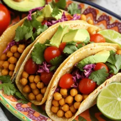 Für die Kichererbsen-Tacos brauchst du einige einfache Zutaten. Hier ist, was du benötigst: - 1 Dose (425 g) Kichererbsen, abgetropft und abgespült - 1 Esslöffel Olivenöl - 6 kleine Maistortillas oder Weizentortillas Die Kichererbsen sind die Hauptzutat. Sie liefern viel Protein und Ballaststoffe. Sie sind auch sehr vielseitig. Du kannst sie auf viele Arten würzen und zubereiten. Die Gewürze machen die Tacos besonders lecker. Du brauchst: - 1 Teelöffel geräuchertes Paprikapulver - 1 Teelöffel gemahlener Kreuzkümmel - ½ Teelöffel Chilipulver - ¼ Teelöffel Cayennepfeffer (nach Geschmack anpassen) - Salz, nach Geschmack Diese Gewürze geben den Kichererbsen einen tollen Geschmack. Geräuchertes Paprikapulver bringt eine rauchige Note. Kreuzkümmel sorgt für Wärme und Tiefe. Chilipulver und Cayennepfeffer bringen die nötige Schärfe. Frische Zutaten machen die Tacos frisch und knackig. Hier sind sie: - 1 Avocado, in Scheiben geschnitten - ½ Tasse rote Kohl, fein gehobelt - ½ Tasse Kirschtomaten, halbiert - Frischer Koriander, zum Garnieren - 2 Esslöffel Limettensaft Die Avocado bringt Cremigkeit. Rotkohl und Kirschtomaten fügen Farbe und Crunch hinzu. Der Koriander gibt ein frisches Aroma. Limettensaft sorgt für einen spritzigen Kick. Für die vollständige Anleitung schaue dir das Full Recipe an. Zuerst erhitze das Olivenöl in einer großen Pfanne bei mittlerer Hitze. Gib dann die Kichererbsen in die Pfanne. Brate sie für etwa 3-4 Minuten. Sie sollten gut durchwärmt sein. Jetzt füge die Gewürze hinzu: geräuchertes Paprikapulver, Kreuzkümmel, Chilipulver und Cayennepfeffer. Streue auch etwas Salz darüber. Rühre alles gut um. Lass die Mischung für weitere 5-7 Minuten kochen. Die Kichererbsen sollten leicht knusprig und sehr aromatisch sein. Während die Kichererbsen garen, nimm eine andere Pfanne oder die Mikrowelle. Erhitze die Tortillas dort, bis sie weich werden. Wenn du eine Pfanne benutzt, musst du sie nur kurz erwärmen. Achte darauf, dass sie nicht zu trocken werden. Weiche Tortillas passen am besten zu den würzigen Kichererbsen. Jetzt ist es Zeit, die Tacos zusammenzustellen! Nimm eine Tortilla und gib einen großzügigen Löffel der Kichererbsen-Mischung hinein. Füge dann die frischen Zutaten hinzu. Lege einige Avocadoscheiben, gehobelten Rotkohl und halbierte Kirschtomaten darauf. Das bringt Frische und Farbe. Beträufle die Tacos mit Limettensaft und garniere sie mit frischem Koriander. So bekommst du einen tollen Geschmack! Für das gesamte Rezept schau dir den Full Recipe an. Um die besten Kichererbsen zu bekommen, achte auf die Qualität. Frisch oder aus der Dose, beide Optionen sind gut. Wenn du Dosen verwendest, spüle sie gründlich ab. Das entfernt überschüssiges Salz und Konservierungsstoffe. Röste die Kichererbsen in der Pfanne, bis sie knusprig werden. Das gibt deinen Tacos Textur. Die Präsentation macht einen großen Unterschied. Nutze einen bunten Teller für deine Tacos. Lege die Tacos in einer Reihe, damit sie schön aussehen. Füge Limettenschnitze hinzu, die frisch und einladend wirken. Eine kleine Schale Salsa daneben ist auch eine tolle Idee. So kann jeder seinen Taco nach Wunsch würzen. Du kannst die Kichererbsen leicht anpassen. Versuche, andere Gewürze wie Kurkuma oder Chili flakes hinzuzufügen. Wenn du es würziger magst, erhöhe den Cayennepfeffer. Für eine cremigere Textur, füge etwas Joghurt oder Sour Cream hinzu. Diese Anpassungen machen deine Tacos einzigartig und spannend. {{image_4}} Du kannst die Füllung der Tacos leicht anpassen. Für eine vegane Variante empfehle ich, rote Linsen oder schwarze Bohnen zu verwenden. Beide eignen sich gut. Sie sind nahrhaft und lecker. Du kannst auch Tofu anbraten und mit den gleichen Gewürzen würzen. Das gibt dir eine tolle Textur und Geschmack. Wenn du glutenfrei essen möchtest, gibt es viele Alternativen. Mais-Tortillas sind eine großartige Wahl für deine Tacos. Sie sind natürlich glutenfrei und passen gut zu den würzigen Kichererbsen. Eine andere Option sind Reispapierblätter. Diese sind leicht und lassen sich gut füllen. Du kannst sie kurz in Wasser tauchen, um sie weich zu machen. Die Beilagen machen die Tacos noch besser. Guacamole ist ein Muss. Sie bringt Cremigkeit und frischen Geschmack. Salsa, besonders eine scharfe, passt auch gut dazu. Du kannst auch saure Sahne oder pflanzlichen Joghurt verwenden. Frischer Koriander und Limettenscheiben runden das Gericht ab. Sie bringen Frische und Farbe auf den Teller. Wenn du Tacos übrig hast, bewahre sie in einem luftdichten Behälter auf. Lass die Füllung und die Tortillas getrennt, damit sie frisch bleiben. Lagere die Füllung im Kühlschrank. So bleibt der Geschmack gut erhalten. Du kannst die Tacos bis zu drei Tage so aufbewahren. Hast du Reste? Nutze sie kreativ! Du könntest die Kichererbsenfüllung auf Salat geben. Oder mache ein leckeres Sandwich mit der Füllung. Du kannst auch die Tortillas in Chips schneiden und im Ofen backen. So hast du einen tollen Snack für den Filmabend. Wenn du die Tacos wieder aufwärmen möchtest, gehe vorsichtig vor. Erwärme die Füllung in einer Pfanne bei mittlerer Hitze. Füge etwas Wasser hinzu, um die Kichererbsen saftig zu halten. Die Tortillas kannst du kurz in der Mikrowelle erwärmen. So bleiben sie weich und lecker. Achte darauf, dass du die Tacos nicht zu lange erhitzt, sonst werden sie trocken. Die Schärfe dieser Tacos kann leicht angepasst werden. Ich benutze Cayennepfeffer, um die Kichererbsen scharf zu machen. Du kannst die Menge nach deinem Geschmack ändern. Wenn du es mild magst, lass den Cayennepfeffer weg oder verwende weniger. Wenn du mehr Schärfe willst, füge einfach mehr Chilipulver oder Cayennepfeffer hinzu. So kannst du die Tacos nach deinem eigenen Geschmack gestalten. Ja, du kannst andere Bohnen verwenden. Schwarze Bohnen oder Pinto-Bohnen sind gute Optionen. Sie bringen ihren eigenen Geschmack und Textur mit. Allerdings haben Kichererbsen eine besondere Konsistenz, die in diesem Rezept gut funktioniert. Wenn du also eine andere Bohne verwendest, kann das Ergebnis variieren, aber es bleibt lecker! Das Full Recipe ergibt 3 bis 4 Portionen. Es hängt von der Größe der Tortillas und der Füllmenge ab. Wenn du hungrig bist, könnte es auch weniger Portionen ergeben. Wenn du mehr Gäste hast, kannst du die Zutaten einfach verdoppeln oder verdreifachen. So hast du genug für alle! Würzige Kichererbsen-Tacos sind einfach zuzubereiten und lecker. Wir haben die Zutaten, die Zubereitung und nützliche Tipps behandelt. Du kannst verschiedene Beilagen und Variationen ausprobieren. Die richtigen Lagerungsmethoden helfen, deine Tacos frisch zu halten. Denke immer daran, deinen eigenen Geschmack einzubringen. Mit diesen Tipps bereitest du Tacos, die jedem schmecken! Probiere es aus und entdecke deine perfekte Taco-Kreation.