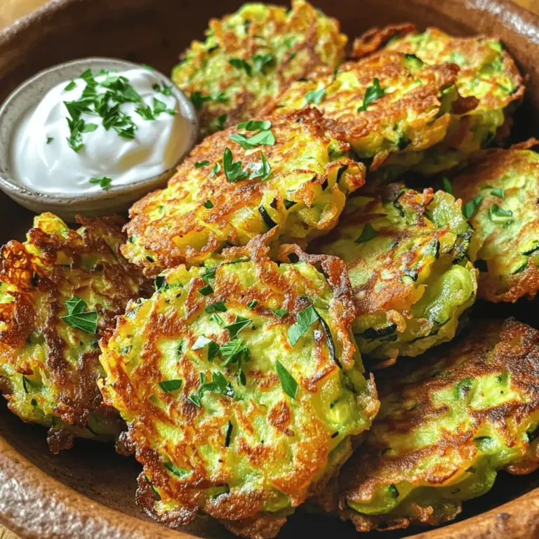 Zuerst reibe die Zucchini. Das geht ganz schnell mit einer Reibe. Danach gib die geriebene Zucchini in ein Sieb. Streue einen Teelöffel Salz darüber. Das Salz zieht die Feuchtigkeit heraus. Lass die Zucchini etwa 15 Minuten stehen. Das hilft, die Fritter knusprig zu machen. Nach 15 Minuten drücke die Zucchini gut aus. Du willst die ganze Feuchtigkeit entfernen. Nutze ein sauberes Geschirrtuch oder Papiertücher. In einer großen Schüssel vermenge die Zucchini mit den anderen Zutaten. Füge das Mehl, den Parmesan, die Petersilie, das verquirlte Ei, den Pfeffer und das Knoblauchpulver hinzu. Mische alles gut, bis eine homogene Masse entsteht. Erhitze etwa 0,5 cm Pflanzenöl in einer großen Pfanne. Die Hitze sollte mittel sein. Wenn das Öl heiß ist, forme die Fritter. Nutze jeweils etwa 2 Esslöffel der Zucchini-Mischung. Drücke sie leicht flach. Brate die Fritter etwa 3-4 Minuten auf jeder Seite. Sie sollten goldbraun und knusprig sein. Lege sie danach auf einen Teller mit Papiertüchern. So kann das überschüssige Öl abtropfen. Wiederhole das mit der restlichen Mischung. Bei Bedarf füge mehr Öl hinzu. Serviere die Fritter warm. Du kannst sie mit Sauerrahm oder Joghurt dippen. Das ist das Schritt-für-Schritt-Anleitung für knusprige Zucchini Fritter. Für das vollständige Rezept schaue dir die Full Recipe an. Um die perfekten Zucchini-Fritter zu machen, müssen wir zwei wichtige Schritte beachten. Zuerst ist das Auspressen der Zucchini entscheidend. Nach dem Reiben, salzen Sie die Zucchini und lassen sie 15 Minuten ruhen. Dadurch zieht das Salz die Feuchtigkeit heraus. Nehmen Sie danach ein sauberes Geschirrtuch und drücken Sie die Zucchini gut aus. So entfernen Sie das überschüssige Wasser. Dies sorgt für eine knusprige Textur. Der zweite Schritt ist die richtige Öltemperatur. Erhitzen Sie das Öl auf mittlerer Hitze. Ein guter Test ist, ein kleines Stück der Mischung ins Öl zu geben. Wenn es sofort brutzelt, ist das Öl bereit. Zu heißes Öl verbrennt die Fritter, während zu kaltes Öl sie fettig macht. Es gibt viele tolle Beilagen und Dips für die Fritter. Ein Klecks Sauerrahm oder Joghurt passt perfekt. Sie können auch eine frische Salsa oder Guacamole dazu servieren. Diese Dips bringen mehr Geschmack und Frische. Für die Präsentation legen Sie die Fritter auf einen bunten Teller. Fügen Sie ein paar frische Kräuter hinzu. Das macht das Gericht ansprechender. Nutzen Sie auch einen schönen Dip-Behälter. So wird das Essen noch einladender. Für das gesamte Rezept schauen Sie sich das [Full Recipe] an. {{image_4}} Eine tolle Möglichkeit, Zucchini-Fritter gesund zu gestalten, ist die Verwendung von glutenfreiem Mehl. Wenn du glutenempfindlich bist, probiere Mandel- oder Reismehl. Diese Mehle geben den Frittern eine andere Textur, die immer noch köstlich ist. Für Veganer gibt es auch eine einfache Lösung. Anstelle von Ei kannst du Leinsamen verwenden. Mische 1 Esslöffel geschrotete Leinsamen mit 3 Esslöffeln Wasser. Lass es kurz quellen, bis es dick wird. So bindet alles zusammen, und du hast gesunde vegane Zucchini-Fritter. Du kannst den Geschmack deiner Fritter leicht verändern. Füge verschiedene Gewürze oder Kräuter hinzu. Frischer Dill oder Schnittlauch geben einen tollen Kick. Auch Paprika oder Kreuzkümmel passen gut dazu. Käse ist eine weitere leckere Ergänzung. Probiere Feta oder Mozzarella für einen cremigen Geschmack. Du kannst auch andere Gemüsearten wie Karotten oder Paprika hinzufügen. Das gibt den Frittern mehr Farbe und Nährstoffe. Für das vollständige Rezept besuche die Seite mit dem Full Recipe. Um die Zucchini-Fritter frisch zu halten, lege sie in den Kühlschrank. Verwende einen luftdichten Behälter. So bleiben sie bis zu drei Tage frisch. Wenn du mehr Zeit hast, friere die Fritter ein. Lege sie nach dem Abkühlen in einen Gefrierbeutel. Achte darauf, die Luft gut herauszudrücken. So bleiben sie bis zu drei Monate genießbar. Um die Fritter wieder knusprig zu machen, nutze den Ofen. Heize ihn auf 180 Grad vor. Lege die Fritter auf ein Backblech und backe sie für etwa 10 Minuten. So werden sie heiß und knusprig. Die Mikrowelle ist nicht ideal, da sie die Fritter weich machen kann. Wenn du die Mikrowelle nutzen musst, stelle die Leistung niedrig ein. Erhitze sie für kurze Zeit, um sie warm zu machen. Aber für beste Ergebnisse ist der Ofen die beste Wahl. Um Zucchini-Fritter knusprig zu machen, musst du Feuchtigkeit vermeiden. Zucchini hat viel Wasser. Wenn du sie reibst, streue Salz darüber und lass sie 15 Minuten stehen. Das hilft, Wasser herauszuziehen. Danach presse die Zucchini gut aus. Nutze ein sauberes Geschirrtuch oder Papiertücher. So bleibt der Teig trocken. Achte auch auf die Öltemperatur. Das Öl sollte heiß sein, aber nicht rauchen. Frittiere die Fritter in kleinen Portionen. So bleibt genug Platz in der Pfanne für die Luftzirkulation. Ja, du kannst Zucchini-Fritter auch im Ofen machen. Das ist eine gesunde Alternative. Heize den Ofen auf 200 Grad Celsius vor. Lege ein Backblech mit Backpapier aus. Forme kleine Portionen des Fritters und lege sie auf das Blech. Besprühe sie leicht mit Öl. Backe die Fritter 20 bis 25 Minuten, bis sie goldbraun sind. Wende sie nach der Hälfte der Zeit. So werden sie gleichmäßig knusprig. Zucchini-Fritter halten sich gut im Kühlschrank. Lagere sie in einem luftdichten Behälter. So bleiben sie frisch. Sie sind bis zu drei Tage haltbar. Wenn du sie länger aufbewahren möchtest, kannst du sie einfrieren. Lege sie zwischen Pergamentpapier in einen Gefrierbeutel. So kleben sie nicht zusammen. Zum Aufwärmen lege sie in den Ofen. So werden sie wieder knusprig. Zucchini-Fritter sind einfach und lecker. Sie bestehen aus wenigen Zutaten und sind schnell zubereitet. Du reibst die Zucchini, vermengst sie mit Parmesan und Gewürzen und briest die Mischung. Für verschiedene Geschmäcker kannst du Variationen ausprobieren, oder gesunde Ersatzstoffe verwenden. Denke daran, dass die richtige Öltemperatur wichtig für die Knusprigkeit ist. Lagere die Fritter richtig, um ihren Geschmack zu erhalten. Ich hoffe, du probierst dieses Rezept aus und genießt die frischen Aromen!