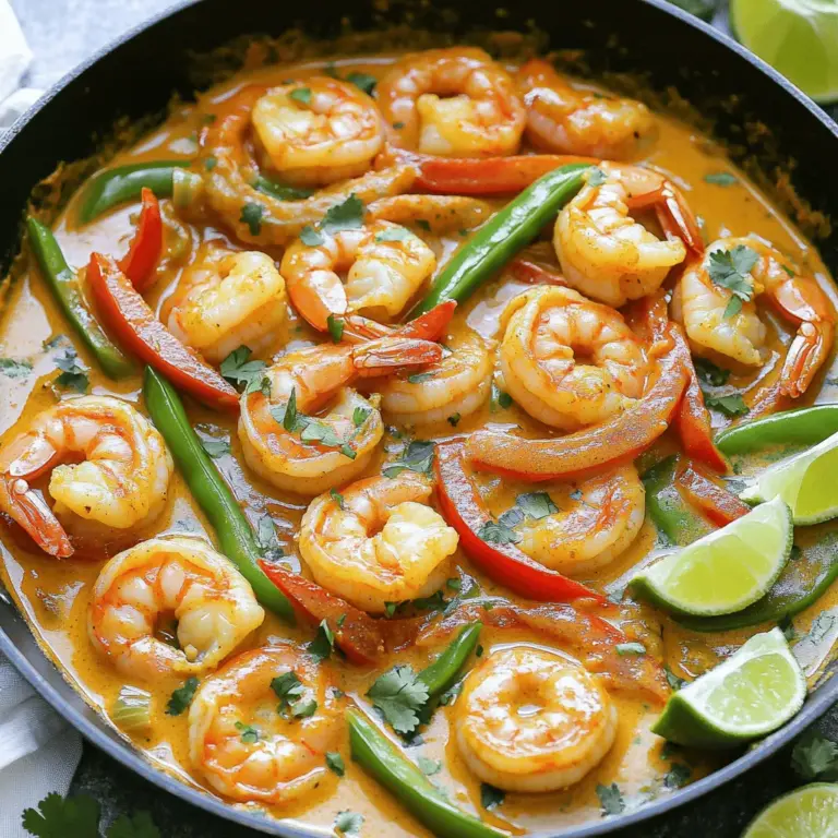 Für dieses Gericht benötigen Sie: - 450 g große Garnelen, geschält und entdarmt - 1 Dose (400 ml) Kokosmilch - 2 Esslöffel rote Curry-Paste - 1 Esslöffel frischer Ingwer, gerieben - 3 Knoblauchzehen, fein gehackt Die Gewürze und Öle sind entscheidend für den Geschmack: - 1 Esslöffel Fischsauce - 1 Esslöffel brauner Zucker - 2 Esslöffel Olivenöl - Salz und Pfeffer nach Geschmack Für mehr Frische und Farbe fügen Sie hinzu: - 1 Paprika, in Streifen geschnitten (rot oder gelb) - 150 g Zuckerschoten (oder grüne Bohnen) - Frischer Koriander, zum Garnieren - Limettenspalten, zum Servieren Zuerst müssen Sie die Zutaten bereitstellen. Das macht den Kochprozess einfacher und schneller. Nehmen Sie 450 g große Garnelen, eine Dose Kokosmilch, rote Curry-Paste, frischen Ingwer, Knoblauch, Fischsauce, braunen Zucker, Paprika, Zuckerschoten, Olivenöl, frischen Koriander und Limetten. Stellen Sie sicher, dass alles gut gewaschen und geschnitten ist. Erhitzen Sie das Olivenöl in einer großen Pfanne. Fügen Sie dann den geriebenen Ingwer und den gehackten Knoblauch hinzu. Braten Sie diese etwa 1-2 Minuten lang an. Sie sollten jetzt einen wunderbaren Duft in Ihrer Küche spüren. Dies ist der Moment, in dem die Aromen beginnen, sich zu entfalten. Jetzt ist es Zeit, die rote Curry-Paste hinzuzufügen. Mischen Sie die Paste gut mit dem Ingwer und Knoblauch. Lassen Sie die Mischung eine weitere Minute kochen. Dadurch wird der Geschmack intensiver und aromatischer. Gießen Sie dann die Kokosmilch langsam ein und rühren Sie kontinuierlich. So verbinden sich die Aromen perfekt. Fügen Sie nun die Fischsauce und den braunen Zucker hinzu. Bringen Sie die Mischung zum Simmern. Geben Sie die geschnittene Paprika und die Zuckerschoten in die Pfanne. Lassen Sie das Gemüse 5-7 Minuten kochen, bis es bissfest ist. Danach kommen die Garnelen dazu. Kochen Sie alles 3-5 Minuten lang, bis die Garnelen rosa und undurchsichtig sind. Nehmen Sie die Pfanne vom Herd. Schmecken Sie das Gericht mit Salz und Pfeffer ab. Garnieren Sie es mit frischem Koriander. Servieren Sie es heiß mit Limettenspalten. So wird das Gericht noch frischer und leckerer. Für das vollständige Rezept, schauen Sie sich das Rezept in diesem Artikel an! Um perfekte Garnelen zu kochen, wähle frische oder tiefgefrorene. Achte darauf, dass sie groß und prall sind. Die Garnelen müssen geschält und entdarmt werden. So werden sie zart und saftig. Koche sie nicht zu lange, sonst werden sie gummiartig. 3 bis 5 Minuten in der Pfanne sind ideal. Um das Aroma zu verstärken, brate den Ingwer und Knoblauch gut an. Sie geben der Sauce Tiefe. Verwende frische Zutaten wie Koriander für einen kräftigen Geschmack. Die rote Curry-Paste sollte gut mit der Kokosmilch vermischt werden. So entsteht eine leckere, cremige Basis. Lass die Sauce leicht köcheln, damit sich die Aromen verbinden. Präsentiere das Gericht in tiefen Tellern. So kommt die Sauce besser zur Geltung. Garniere mit frischem Koriander und Limettenspalten. Das gibt einen schönen Farbkontrast und aromatische Frische. Du kannst die Garnelen auch auf einem Bett von Zuckerschoten anrichten. So sieht das Gericht noch einladender aus. {{image_4}} Kokos-Curry-Garnelen passen gut zu vielen Beilagen. Reis ist eine beliebte Wahl. Er nimmt die Sauce auf und ist einfach zu machen. Quinoa kann auch eine gute Option sein. Er bringt einen nussigen Geschmack und ist gesund. Für eine bunte Note, servieren Sie das Gericht mit gedämpftem Gemüse. Blanchierte Zuckerschoten oder Brokkoli harmonieren perfekt. Für eine vegetarische Variante können Sie die Garnelen durch Tofu ersetzen. Tofu nimmt den Geschmack der Sauce gut auf. Schneiden Sie ihn in Würfel und braten Sie ihn kurz an, bevor Sie die Sauce hinzufügen. Oder verwenden Sie Kichererbsen, um Eiweiß hinzuzufügen. Sie machen das Gericht nahrhaft und lecker. Gemischtes Gemüse wie Karotten oder Zucchini kann ebenfalls gut passen. Wenn Sie mehr Protein möchten, probieren Sie Hähnchen oder Fisch. Hähnchenbrust in Stücke schneiden und anbraten, bevor Sie die Sauce hinzufügen. Oder verwenden Sie Lachsfilets für einen reichhaltigen Geschmack. Garnelen lassen sich auch gut mit Muscheln kombinieren. Diese Optionen bringen Abwechslung auf den Tisch. Für das vollständige Rezept, schauen Sie sich die Anleitung an. Bewahren Sie die Kokosnuss-Curry-Garnelen in einem luftdichten Behälter auf. So bleiben sie frisch und lecker. Die Garnelen halten sich etwa drei Tage im Kühlschrank. Kühlen Sie das Gericht so schnell wie möglich nach dem Kochen ab. Lassen Sie es nicht länger als zwei Stunden bei Raumtemperatur stehen. Falls Sie Reste haben, können Sie die Garnelen auch einfrieren. Verwenden Sie einen gefrierfesten Behälter oder einen Gefrierbeutel. Achten Sie darauf, so viel Luft wie möglich zu entfernen. Das Gericht bleibt bis zu drei Monate im Gefrierfach haltbar. Denken Sie daran, dass die Konsistenz der Garnelen nach dem Auftauen leicht verändert sein kann. Um die Garnelen aufzuwärmen, nutzen Sie eine Pfanne bei mittlerer Hitze. Fügen Sie etwas Wasser oder Brühe hinzu, um das Gericht feucht zu halten. Rühren Sie oft um, um ein Anbrennen zu vermeiden. Sie können die Reste auch in der Mikrowelle erhitzen. Stellen Sie sicher, dass das Gericht gleichmäßig heiß ist, bevor Sie es servieren. Nutzen Sie die Reste auch für Wraps oder als Füllung in Tacos. So genießen Sie das Gericht auf neue Weise. Um Kokosnuss-Curry-Garnelen zu machen, benötigst du frische Zutaten und eine Pfanne. Erhitze das Olivenöl und brate Ingwer und Knoblauch an. Dann füge die rote Curry-Paste hinzu. Rühre die Kokosmilch ein und füge die Fischsauce und den Zucker hinzu. Nach ein paar Minuten kannst du Paprika und Zuckerschoten einrühren. Zum Schluss kommen die Garnelen hinein. Koche alles, bis die Garnelen rosa sind. Das Gericht ist einfach und lecker. Wenn du keine Garnelen magst, kannst du Hähnchen oder Tofu verwenden. Für eine vegetarische Variante ist Tofu ideal. Du kannst auch Fisch verwenden, wenn du es magst. Achte darauf, die Kochzeit anzupassen. Das Gericht bleibt lecker, egal welches Protein du wählst. Das Gericht hat eine milde Schärfe, dank der roten Curry-Paste. Wenn du es schärfer magst, füge mehr Curry-Paste hinzu. Du kannst auch frische Chili oder Chili-Flocken verwenden. Probiere es aus, um die perfekte Schärfe für deinen Geschmack zu finden. Die Reste des Gerichts sind im Kühlschrank etwa 2-3 Tage haltbar. Stelle sicher, dass du sie in einem luftdichten Behälter aufbewahrst. Wenn du das Gericht einfrieren möchtest, kann es bis zu 2 Monate halten. Achte darauf, es gut zu verpacken, damit es nicht austrocknet. Zu Kokos-Curry-Garnelen passen viele Beilagen. Reis ist die beste Wahl, da er die Sauce gut aufnimmt. Quinoa oder Couscous sind ebenfalls gute Optionen. Du kannst auch frisches Brot servieren, um die Sauce abzutunken. Gemüse wie Brokkoli oder Karotten ergänzen das Gericht gut und bringen Farbe auf den Teller. - 450 g große Garnelen, geschält und entdarmt - 1 Dose (400 ml) Kokosmilch - 2 Esslöffel rote Curry-Paste - 1 Esslöffel frischer Ingwer, gerieben - 3 Knoblauchzehen, fein gehackt - 1 Esslöffel Fischsauce - 1 Esslöffel brauner Zucker - 1 Paprika, in Streifen geschnitten (rot oder gelb) - 150 g Zuckerschoten (oder grüne Bohnen) - 2 Esslöffel Olivenöl - Frischer Koriander, zum Garnieren - Limettenspalten, zum Servieren - Salz und Pfeffer nach Geschmack 1. Öl erhitzen: In einer großen Pfanne das Olivenöl bei mittlerer Hitze erwärmen. 2. Aromaten anbraten: Den geriebenen Ingwer und den gehackten Knoblauch in die Pfanne geben und etwa 1-2 Minuten anschwitzen, bis sie aromatisch sind. 3. Curry-Basis: Die rote Curry-Paste hinzufügen und gut mit Ingwer und Knoblauch vermengen. Eine weitere Minute kochen, um die Aromen zu intensivieren. 4. Kokosmilch hinzufügen: Die Kokosmilch nach und nach einfüllen und dabei kontinuierlich rühren, bis die Curry-Paste vollständig eingearbeitet ist. 5. Würzen: Fischsauce und braunen Zucker in die Mischung geben und gut umrühren. Zum Simmern bringen. 6. Gemüse einarbeiten: Die geschnittene Paprika und die Zuckerschoten in die Pfanne geben und 5-7 Minuten weiterkochen, bis das Gemüse bissfest ist. 7. Garnelen garen: Die Garnelen in die Pfanne geben und unter gelegentlichem Rühren weitere 3-5 Minuten kochen, bis sie rosa und undurchsichtig sind. 8. Abschmecken: Abschließend mit Salz und Pfeffer nach Belieben würzen. 9. Servieren: Vom Herd nehmen und mit frischem Koriander garnieren. Heiß mit Limettenspalten servieren. Vorbereitungszeit: 15 Minuten | Gesamtzeit: 30 Minuten | Portionen: 4 Eine Portion enthält: - Kalorien: 350 - Eiweiß: 28 g - Fett: 22 g - Kohlenhydrate: 12 g - Ballaststoffe: 3 g Ich hoffe, Sie genießen dieses Gericht! Es ist einfach und voller Geschmack. Verwenden Sie das [Full Recipe], um alle Details zu sehen. In diesem Artikel haben wir uns intensiv mit der Zubereitung von Kokosnuss-Curry-Garnelen beschäftigt. Wir haben die Hauptzutaten, die Kochanleitung und nützliche Tipps behandelt. Sie wissen jetzt, wie man Garnelen perfekt zubereitet und das Gericht ansprechend anrichtet. Vergessen Sie nicht, die Variationen zu erkunden und die Lagerungshinweise zu beachten. Diese Kenntnisse helfen Ihnen, das Gericht immer wieder neu zu genießen. Ich hoffe, Sie probieren es aus und teilen Ihre Erfahrungen!