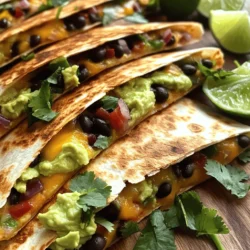 - 2 reife Avocados - 1 Dose schwarze Bohnen - 250 g geriebener Käse - 1 kleine rote Zwiebel - 1 rote Paprika Die Hauptzutaten sind einfach zu finden. Ich liebe es, mit reifen Avocados zu arbeiten. Sie sind cremig und lecker. Die schwarzen Bohnen bringen Proteine und einen tollen Geschmack. Der Käse schmilzt wunderbar und sorgt für eine schöne Textur. Zwiebeln und Paprika fügen Frische und Farbe hinzu. - 1 Teelöffel Kreuzkümmel - 1 Teelöffel Knoblauchpulver - Salz und Pfeffer Diese Gewürze sind wichtig. Kreuzkümmel gibt einen warmen, erdigen Geschmack. Knoblauchpulver bringt Tiefe in die Füllung. Salz und Pfeffer sind die Basis für jedes Gericht. Sie heben die Aromen hervor und machen die Quesadillas noch besser. - Frischer Koriander - Limettenspalten Frischer Koriander ist ein toller Zusatz. Er bringt einen frischen, herben Geschmack. Limettenspalten sorgen für einen spritzigen Akzent. Wenn du die Quesadillas servierst, sind diese Optionen perfekt. Sie machen das Gericht lebendig und appetitlich. Für das vollständige Rezept schau dir die [Full Recipe] an. - Zuerst nehme ich zwei reife Avocados. Ich zerdrücke sie in einer Schüssel. - Dann füge ich eine Dose schwarze Bohnen hinzu. Ich spüle sie vorher gut ab. - Als nächstes kommen Gewürze dazu: Kreuzkümmel, Knoblauchpulver, Salz und Pfeffer. - Ich rühre alles um, aber lasse einige Bohnen ganz für die Textur. - Jetzt erhitze ich einen Schuss Olivenöl in einer Pfanne. - Ich gebe die fein gehackte Zwiebel und die gewürfelte Paprika hinein. - Beides brate ich etwa fünf Minuten, bis es weich und duftend ist. - Ich nehme jede Tortilla und verteile ein Viertel der Füllung auf einer Hälfte. - Dann kommt ein Viertel der gebratenen Zwiebel und Paprika darauf. - Ich streue auch ein Viertel des geriebenen Käses darüber. - Danach falte ich die Tortilla über die Füllung. - Ich wische die Pfanne sauber, gebe wieder etwas Olivenöl hinein und brate die Quesadillas. - Nach drei bis vier Minuten wende ich sie, bis sie goldbraun sind. - Ich schneide die Quesadillas in Keile und serviere sie warm. Für das vollständige Rezept schaue dir die [Full Recipe] an. Um den besten Geschmack zu erzielen, wähle deinen Käse mit Bedacht. Ich empfehle Cheddar oder Pepper Jack. Sie schmelzen gut und bringen viel Geschmack. Wenn du es schärfer magst, probiere einen scharfen Käse. Für knusprige Tortillas ist das richtige Öl wichtig. Verwende Olivenöl oder Pflanzenöl. Erhitze die Pfanne gut, bevor du die Quesadillas hineingibst. So werden sie goldbraun und knusprig. Bereite die Zutaten im Voraus vor. Du kannst die Avocados und Bohnen am Tag davor vermengen. So sparst du Zeit beim Kochen. Eine Mischung aus Bohnen und anderem Gemüse macht das Gericht interessanter. Füge zum Beispiel etwas Mais oder Spinat hinzu. Das bringt mehr Farbe und Geschmack in die Quesadillas. Für pflanzliche Optionen kannst du veganen Käse verwenden. Es gibt viele gute Marken, die schmelzen und lecker sind. Statt Weizentortillas kannst du auch Vollkorn-Tortillas nutzen. Diese sind gesünder und bringen mehr Nährstoffe. Wenn du mehr Ballaststoffe willst, ist das eine gute Wahl. {{image_4}} Für die vegane Variante können Sie pflanzlichen Käse verwenden. Viele Marken bieten leckere Optionen. Suchen Sie nach Käse auf Basis von Nüssen oder Soja. Diese Alternativen schmelzen gut und sorgen für tollen Geschmack. Fügen Sie zusätzliche Gemüseoptionen hinzu. Zucchini, Spinat oder Pilze passen perfekt. Diese Gemüse erhöhen den Nährwert und bringen Farbe. Experimentieren Sie mit verschiedenen Gewürzen. Chili oder Paprika geben zusätzlichen Schwung. Wenn Sie es schärfer mögen, wählen Sie Jalapeños. Verschiedene Kräuter machen den Unterschied. Frischer Koriander oder Basilikum bringen neue Aromen. Frische Kräuter verbessern den Geschmack und die Präsentation. Kombinieren Sie die Quesadillas mit anderem Gemüse. Mais, Brokkoli oder Karotten sorgen für Vielfalt. Sie können auch schwarze Oliven hinzufügen, um mehr Geschmack zu erzeugen. Für Fleischliebhaber sind Hähnchen oder Rindfleisch gute Optionen. Diese Proteine passen gut zu den Bohnen und Avocados. Achten Sie darauf, die Füllung gleichmäßig zu verteilen. So können Sie die Quesadillas ganz nach Ihrem Geschmack gestalten. Mit den richtigen Variationen werden sie immer interessant und lecker. Für das vollständige Rezept schauen Sie in die Full Recipe. Um die Reste deiner Quesadillas frisch zu halten, lagere sie im Kühlschrank. Wickle jede Quesadilla in Frischhaltefolie oder lege sie in einen luftdichten Behälter. So bleiben sie bis zu drei Tage gut. Für längere Lagerung kannst du die Quesadillas auch einfrieren. Lege sie zwischen Backpapier, um ein Zusammenkleben zu vermeiden. Sie halten sich so bis zu drei Monate. Um die Reste wieder aufzuwärmen, benutze eine Pfanne. Erhitze sie bei mittlerer Hitze und lege die Quesadilla hinein. Brate jede Seite etwa zwei bis drei Minuten. So bleiben sie knusprig. Vermeide die Mikrowelle, denn sie macht die Tortillas schlaff. Wenn du die Quesadillas im Ofen aufwärmst, lege sie auf ein Backblech und backe sie bei 180 Grad für etwa zehn Minuten. Die Quesadillas sind im Kühlschrank etwa drei Tage haltbar. Achte darauf, sie gut verpackt zu halten. Anzeichen, dass die Quesadillas nicht mehr gut sind, sind ein unangenehmer Geruch oder eine veränderte Farbe. Wenn du unsicher bist, wirf sie lieber weg. Für das beste Geschmackserlebnis genieße die Quesadillas frisch zubereitet. Du findest das Rezept für die cremigen Avocado-Schwarze Bohnen-Quesadillas in der Vollständigen Rezeptanleitung. Die Zubereitung ist schnell und einfach. Du brauchst nur 10 Minuten für die Vorbereitung. Das Kochen dauert weitere 10 Minuten. Insgesamt sind es also nur 20 Minuten für diese leckeren Quesadillas. Ja, du kannst diese Quesadillas im Voraus machen. Bereite die Füllung aus Avocados und Bohnen vor. Du kannst sie im Kühlschrank aufbewahren. Wenn du bereit bist zu essen, fülle die Tortillas und brate sie frisch. So sparst du Zeit! Diese Quesadillas passen gut zu verschiedenen Dips und Saucen. Guacamole, Salsa oder saure Sahne sind perfekte Begleiter. Frischer Koriander als Garnitur macht alles noch besser. Experimentiere mit deinen Lieblingsdips! Ja, sie sind gesund und nahrhaft. Avocados liefern gesunde Fette, und schwarze Bohnen sind reich an Ballaststoffen. Diese Zutaten fördern die Verdauung und geben dir Energie. Achte auf die Portionen, um die Nährwerte im Blick zu behalten. Zusammengefasst sind Avocado Black Bean Quesadillas einfach zu machen und lecker. Du brauchst frische Zutaten wie Avocados, schwarze Bohnen und Käse. Die Zubereitung ist schnell, und du kannst sie nach deinem Geschmack abwandeln. Denk auch an gesunde Alternativen und tolle Tipps für die Lagerung. Diese Quesadillas sind perfekt für jeden Tag. Probiere sie aus und genieße jede Biss!