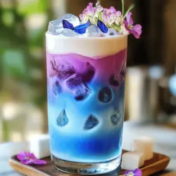 Um deinen bunten Eistee-Latte zu machen, brauchst du einige Hauptzutaten. Hier sind sie: - 480 ml Wasser - 2 Esslöffel getrocknete Schmetterlingsblüten - 1 Esslöffel Honig oder Agavendicksaft - 240 ml Kokosmilch (oder Milch nach Wahl) - 1 Esslöffel frischer Zitronensaft - Eiswürfel Diese Zutaten sind wichtig, um einen geschmackvollen und bunten Latte zu kreieren. Schmetterlingsblüten geben dem Getränk die schöne Farbe. Das Wasser ist der Basis. Die Kokosmilch sorgt für einen cremigen Geschmack. Für eine tolle Präsentation kannst du einige optionale Zutaten verwenden. Diese machen dein Getränk noch schöner: - Essbare Blumen - Zitronenscheiben - Minzblätter Essbare Blumen bringen das Getränk zum Strahlen. Sie sind nicht nur schön, sondern auch essbar. Zitronenscheiben und Minzblätter sorgen für frische Akzente. Wenn du deinen Eistee-Latte süßen möchtest, gibt es viele Optionen. Hier sind einige Alternativen: - Agavendicksaft - Ahornsirup - Stevia Wähle das Süßungsmittel, das dir am besten schmeckt. Agavendicksaft ist flüssig und süß. Ahornsirup hat einen besonderen Geschmack. Stevia ist eine gute Option für weniger Zucker. Um deinen bunten Eistee-Latte zuzubereiten, beginne mit dem Wasser. Koche 480 ml Wasser in einem Topf. Sobald das Wasser sprudelt, nimm es vom Herd. Füge dann 2 Esslöffel getrocknete Schmetterlingsblüten hinzu. Lasse die Blüten für etwa 10 Minuten ziehen. Nach der Zeit, seihe die Blüten ab. Lass den Tee auf Zimmertemperatur abkühlen. Wenn der Tee noch warm ist, süße ihn mit 1 Esslöffel Honig oder Agavendicksaft. Rühre gut um, bis der Süßstoff vollständig gelöst ist. Lass den gesüßten Tee dann ganz abkühlen. Dies ist wichtig, damit dein Getränk nicht schmilzt, wenn du es mit Eis vermischst. Fülle ein hohes Glas mit Eiswürfeln. Gieße dann den abgekühlten Schmetterlingsblütentee über die Eiswürfel, bis das Glas zur Hälfte voll ist. Jetzt kommt der spannende Teil! Gieße 240 ml Kokosmilch langsam über einen Löffel in das Glas. So bleibt die Milch oben auf dem Tee und erzeugt einen schönen geschichteten Effekt. Um die magische Farbänderung zu sehen, füge kurz vor dem Servieren 1 Esslöffel frischen Zitronensaft hinzu. Die Farbe wechselt von Blau zu lebhaftem Purpur! Garnierst du dein Getränk mit essbaren Blumen, sieht es noch schöner aus. Bereite dich auf Komplimente vor! Um die besten Farben zu erreichen, achte auf die Qualität deiner Schmetterlingsblüten. Hochwertige Blüten zeigen lebendige Farben. Wenn du den Tee aufbrühst, lasse ihn lange genug ziehen. Zehn Minuten sind ideal. Je länger du ihn ziehen lässt, desto intensiver wird die Farbe. Der Schichtungseffekt ist einfach, wenn du vorsichtig arbeitest. Gieße die Kokosmilch langsam über einen Löffel. Das hilft, die Milch sanft auf dem Tee zu halten. Benutze ein hohes Glas, damit du mehr Schichten sehen kannst. Achte darauf, dass der Tee gut gekühlt ist, bevor du die Milch hinzufügst. Ein häufiger Fehler ist, den Tee nicht genug abkühlen zu lassen. Wenn der Tee noch warm ist, vermischt er sich mit der Milch. Ein weiterer Fehler ist, die Blüten zu lange ziehen zu lassen. Das kann den Geschmack bitter machen. Achte darauf, die richtige Menge Honig oder Agavendicksaft zu verwenden. Zu viel Süße kann den feinen Geschmack des Tees überdecken. Mit diesen Tipps kannst du deinen bunten Eistee-Latte mit Schmetterlingsblüten perfekt hinbekommen. Du findest die vollständige Anleitung im Full Recipe. {{image_4}} Du kannst deinem Eistee-Latte verschiedene Geschmäcker hinzufügen. Probiere frische Früchte, wie Mango oder Ananas. Diese Früchte geben eine süße Note. Auch Minze passt gut dazu. Sie sorgt für einen erfrischenden Geschmack. Ein Spritzer Vanilleextrakt kann ebenfalls Wunder wirken. Experimentiere mit diesen Ideen, um deinen eigenen Stil zu finden. Falls du eine vegane Option suchst, gibt es viele Alternativen zur Kokosmilch. Mandeldrink oder Hafermilch sind gute Optionen. Beide geben deinem Latte eine cremige Textur. Soja- oder Cashew-Milch sind ebenfalls möglich. Achte darauf, ungesüßte Varianten zu wählen, um die Süße des Tees nicht zu überdecken. Schmetterlingsblüten sind schön, aber du kannst auch andere Blumen verwenden. Ringelblumen oder Rosenblätter sind lecker und hübsch. Diese Blumen bringen andere Farben und Aromen. Du kannst sie frisch oder getrocknet nutzen. Achte darauf, dass sie essbar und unbehandelt sind. So zauberst du deinen Eistee-Latte in eine ganz besondere Kreation. Wenn du Tee übrig hast, lass ihn zuerst abkühlen. Gieße den Tee dann in ein sauberes Glas oder eine Flasche. Decke das Gefäß gut ab. So bleibt der Tee frisch. Stelle das Gefäß in den Kühlschrank. So hält sich der Tee bis zu drei Tage. Um die Frische zu bewahren, verwende immer ein sauberes Gefäß. Vermeide, den Tee länger als nötig bei Raumtemperatur stehen zu lassen. Wenn du den Tee länger aufbewahren möchtest, friere ihn ein. Gieße ihn in Eiswürfelformen. So hast du immer frischen Tee zur Hand. Du kannst übrig gebliebenen Tee auch für andere Rezepte nutzen. Verwende ihn in Smoothies für eine farbenfrohe Note. Du kannst ihn auch als Basis für Sorbet verwenden. Mische ihn mit Joghurt für ein erfrischendes Dessert. Die Möglichkeiten sind endlos! Schmetterlingsblüten sind nicht nur schön, sie sind auch gesund. Sie sind reich an Antioxidantien, die helfen, deinen Körper zu schützen. Diese Blüten können auch das Immunsystem stärken. Zudem fördern sie die Verdauung und können helfen, Stress abzubauen. Genieß deinen Eistee-Latte und profitiere von diesen Vorteilen! Ja, du kannst den Eistee-Latte auch heiß machen. Er schmeckt toll, wenn du den Tee mit heißem Wasser zubereitest und die Kokosmilch direkt hinzufügst. Achte darauf, die Milch nicht zu kochen, um ihren Geschmack zu bewahren. Ein heißer Eistee-Latte ist perfekt für kalte Tage! Der Eistee-Latte hält sich im Kühlschrank etwa zwei Tage. Achte darauf, ihn in einem luftdichten Behälter zu lagern. Wenn du die Schmetterlingsblüten frisch hältst, schmeckt der Latte noch besser. Du kannst auch den ungesüßten Tee separat aufbewahren und erst beim Servieren süßen. So bleibt er frisch und lecker! Ein kurzer Rückblick auf den Eistee-Latte zeigt, wie leicht er zuzubereiten ist. Du hast die Hauptzutaten und viele Dekorationsmöglichkeiten entdeckt. Außerdem lerntest du, verschiedene Süßungsmittel zu verwenden. Mit meiner Schritt-für-Schritt-Anleitung kannst du sofort loslegen. Denke an die Tipps, um die besten Farben und Schichtungseffekte zu erzielen. Probiere auch die Variationen aus, um neue Geschmäcker zu entdecken. Mit den richtigen Lagerungshinweisen bleibt dein Tee frisch. Der Eistee-Latte ist einfach und macht Spaß. Genieße die Kreationen!