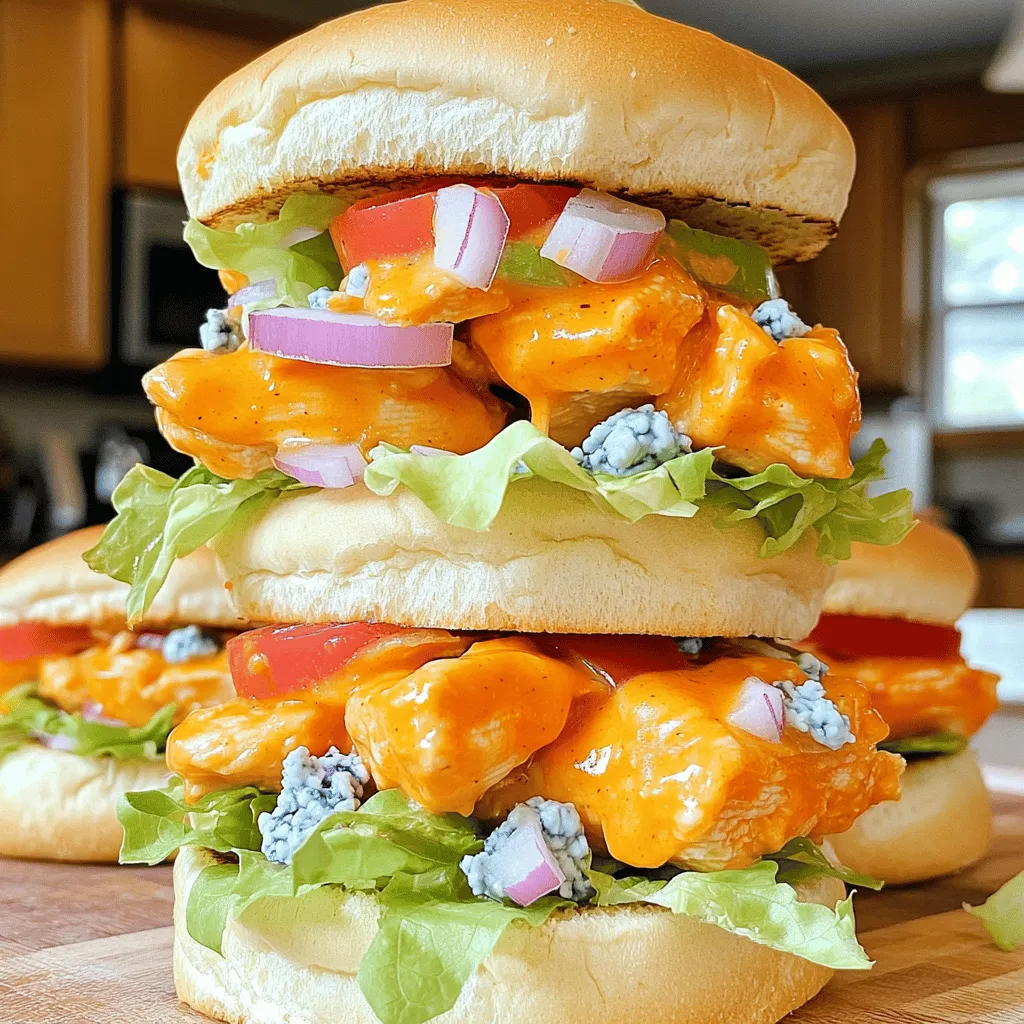 - 450 g zerrissenes, gekochtes Hähnchen - 120 ml Buffalo-Sauce - 12 Slider-Brötchen - 240 ml gehobelter Salat - 75 g gewürfelte Tomaten - 40 g geschnittene rote Zwiebel - 125 g Blauschimmelkäse (optional) - 120 ml Ranch-Dressing - 1 Esslöffel Olivenöl - Salz und Pfeffer nach Geschmack Buffalo Chicken Sliders sind einfach und lecker. Die Hauptzutaten sind wichtig. Du brauchst zerrissenes, gekochtes Hähnchen, Buffalo-Sauce und frische Slider-Brötchen. Das Hähnchen macht die Basis. Die Buffalo-Sauce bringt die Schärfe und den Geschmack. Die Brötchen halten alles zusammen und machen den Snack perfekt. Für die ergänzenden Zutaten, gehobelten Salat, gewürfelte Tomaten und geschnittene rote Zwiebel sorgen für Frische. Blauschimmelkäse ist ein toller Zusatz. Er bringt einen besonderen Geschmack. Das Ranch-Dressing macht alles cremig und lecker. Die Gewürze sind einfach. Ein Esslöffel Olivenöl bringt Geschmack und hilft beim Braten. Salz und Pfeffer sind ein Muss. Sie runden das Gericht ab. Du kannst die Zutaten nach deinem Geschmack anpassen. So werden die Buffalo Chicken Sliders ein Hit auf jeder Party! Schau dir das [Full Recipe] für mehr Details an. - Beginne mit 450 g zerrissenem, gekochtem Hähnchen. - Gib 120 ml Buffalo-Sauce hinzu. - Rühre alles gut um. Achte darauf, dass die Sauce gleichmäßig verteilt ist. - Erhitze eine Pfanne bei mittlerer Hitze. - Füge 1 Esslöffel Olivenöl hinzu. - Gib die Buffalo-Hähnchen-Mischung in die Pfanne. - Erhitze das Hähnchen für 5-6 Minuten. Rühre gelegentlich um, bis alles warm ist. - Schneide die 12 Slider-Brötchen in der Mitte durch. - Röste die Brötchen in der Pfanne oder im Ofen. - Achte darauf, dass sie goldbraun werden. - Baue die Slider zusammen. Gib einen Löffel Buffalo-Hähnchen auf die untere Hälfte. - Belege mit gehobeltem Salat, gewürfelten Tomaten und roten Zwiebeln. - Wenn du magst, füge Blauschimmelkäse hinzu. - Träufle 120 ml Ranch-Dressing über die Beläge. - Setze die obere Brötchenhälfte auf jeden Slider. Für das Rezept kannst du die [Full Recipe] verwenden. Um die perfekten Slider zu machen, ist das Rösten der Brötchen wichtig. Röste sie leicht in einer heißen Pfanne. So werden sie knusprig und lecker. Achte darauf, sie nicht zu lange zu rösten, damit sie nicht zu hart werden. Das Hähnchen sollte gut abgetrocknet sein. Feuchtigkeit kann die Brötchen matschig machen. Lege das zerrissene Hähnchen auf ein sauberes Küchentuch, bevor du es mit der Buffalo-Sauce vermischst. Die Schärfe der Buffalo-Sauce kannst du nach deinem Geschmack anpassen. Wenn du es schärfer magst, füge mehr Sauce hinzu. Für eine mildere Variante, nimm weniger Sauce. Zusätzliche Gewürze machen dein Gericht noch besser. Probiere etwas Knoblauchpulver oder Paprika aus. Diese Gewürze verleihen den Slidern neuen Geschmack und Tiefe. Halte die Slider warm, bis du sie servierst. Eine Wärmeplatte oder ein warmer Ofen hilft dabei. So bleiben sie frisch und lecker. Extra Ranch-Dressing passt perfekt zu den Slidern. Du kannst es als Dip oder einfach darüber träufeln. Es ergänzt die würzige Buffalo-Sauce und macht die Slider noch schmackhafter. {{image_4}} Für einen extra Kick kannst du mehr Buffalo-Sauce hinzufügen. Das macht die Slider noch schärfer. Du kannst auch zusätzliche Gewürze einfügen. Zum Beispiel Paprika oder Knoblauchpulver. Diese Gewürze verleihen den Slidern mehr Tiefe und Geschmack. Wenn du eine gesündere Option willst, arbeite mit magerem Hähnchen. Du kannst zum Beispiel Hähnchenbrust verwenden. So bleibt der Fettgehalt niedrig. Außerdem kannst du Vollkorn-Brötchen verwenden. Diese sind nährstoffreicher und bringen mehr Ballaststoffe in dein Essen. Für eine vegetarische Variante kannst du das Hähnchen durch Blumenkohl ersetzen. Blumenkohl passt gut zu Buffalo-Sauce und hat eine tolle Konsistenz. Probiere auch veganes Ranch-Dressing aus. So bleibt das Gericht pflanzenbasiert und lecker. Für alle diese Variationen bekommst du die vollständige Anleitung in der [Full Recipe]. Nach dem Kochen solltest du die Slider in einen luftdichten Behälter umfüllen. So bleiben sie frisch. Die Slider halten sich im Kühlschrank etwa drei Tage. Achte darauf, sie gut zu verschließen, damit sie nicht austrocknen. Wenn du etwas übrig hast, kannst du die Slider einfrieren. Verpacke sie ordentlich in Frischhaltefolie oder in einem Gefrierbeutel. So bleiben sie bis zu drei Monate haltbar. Zum Auftauen lege die Slider einfach über Nacht in den Kühlschrank. So werden sie gleichmäßig weich und lecker. Um die Slider aufzuwärmen, gibt es ein paar einfache Methoden. Du kannst sie in der Mikrowelle oder im Ofen aufwärmen. In der Mikrowelle dauert es etwa 30 Sekunden. Im Ofen erhitzt du sie bei 180 Grad für etwa 10 Minuten. Das macht sie schön knusprig. Wähle die Methode, die dir am besten gefällt. Um Buffalo Chicken Sliders zu machen, folge diesen Schritten: 1. Mische 450 g zerrissenes, gekochtes Hähnchen mit 120 ml Buffalo-Sauce in einer Schüssel. 2. Erhitze eine Pfanne bei mittlerer Hitze und füge 1 Esslöffel Olivenöl hinzu. 3. Gib die Hähnchenmischung in die Pfanne und erwärme sie 5-6 Minuten lang. 4. Bereite 12 Slider-Brötchen vor, indem du sie in der Mitte durchschneidest und leicht röstest. 5. Baue die Slider auf, indem du die Hähnchenmischung auf die Brötchen legst. 6. Füge gehobelter Salat, gewürfelte Tomaten und rote Zwiebeln hinzu. 7. Träufle 120 ml Ranch-Dressing darüber und lege die obere Hälfte des Brötchens auf. Wenn du kein Ranch-Dressing magst, probiere diese Alternativen: - Blauschimmelkäse-Dressing für einen kräftigen Geschmack. - Joghurt-Dressing für eine leichtere Option. - BBQ-Sauce für eine süßere Variante. - Senf-Dressing für mehr Schärfe. Diese Optionen passen gut zu den Buffalo Chicken Sliders. Die Rezeptur ergibt 12 Slider. Du kannst die Portionen anpassen, indem du entweder mehr Hähnchen und Brötchen verwendest oder weniger Zutaten nimmst. Wenn du kleinere Portionen möchtest, teile die Slider einfach auf. Ja, du kannst die Slider im Voraus zubereiten. Hier sind einige Tipps: - Bereite die Hähnchenmischung einen Tag vorher vor und lagere sie im Kühlschrank. - Röste die Brötchen kurz vor dem Servieren, um sie frisch zu halten. - Assemble die Slider kurz bevor du sie servierst, damit sie knusprig bleiben. Diese Vorbereitung spart Zeit und macht dein Kochen einfacher. Buffalo Chicken Sliders sind einfach und lecker. Wir haben die Hauptzutaten wie Hähnchen und Buffalo-Sauce sowie wichtige Tipps erläutert. Die Zubereitung ist schnell und macht viel Spaß. Du kannst die Slider nach deinem Geschmack anpassen. Die Varianten bieten dir viele Möglichkeiten, um Abwechslung zu schaffen. Vergiss nicht, die richtige Lagerung zu beachten, damit die Slider frisch bleiben. Diese einfachen Schritte und Tipps helfen dir, deine eigenen Slider zu kreieren. Genieße jede Bissen und überrasche deine Freunde mit deinem Kochgeschick!