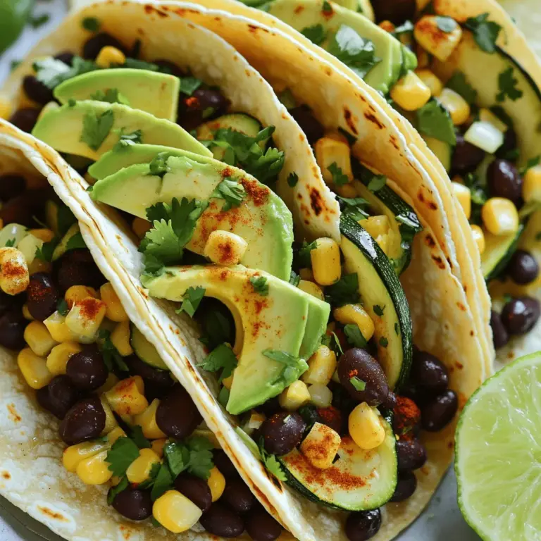 Für die Zucchini Schwarze Bohnen Tacos brauchst du frische und gesunde Zutaten. Hier sind die Hauptzutaten: - 2 mittelgroße Zucchini, gewürfelt - 1 Dose (425 g) schwarze Bohnen, abgetropft und abgespült - 1 Esslöffel Olivenöl - 1 Tasse Mais (frisch oder gefroren) - 1 Avocado, in Scheiben geschnitten - 8 kleine Tortillas aus Mais oder Mehl Diese Zutaten machen die Tacos nahrhaft und lecker. Die Zucchini gibt einen frischen Geschmack und die schwarzen Bohnen sorgen für Protein. Die Gewürze bringen die Aromen zum Leben. Du brauchst: - 1 Teelöffel Kreuzkümmel - 1 Teelöffel geräuchertes Paprikapulver - 1/2 Teelöffel Chilipulver - Salz und Pfeffer nach Geschmack Kreuzkümmel gibt einen warmen Geschmack. Geräuchertes Paprikapulver fügt eine rauchige Note hinzu, die perfekt zu Zucchini passt. Um die Tacos noch besser zu machen, füge einige Beilagen hinzu: - Frischer Koriander, gehackt zum Garnieren - Limettenviertel zum Servieren Der Koriander bringt Frische und die Limette sorgt für einen spritzigen Kick. Diese kleinen Details machen einen großen Unterschied. Das ist der Grund, warum ich sie immer hinzufüge. Du kannst die Zutaten nach deinem Geschmack anpassen. Probiere es aus! Für das vollständige Rezept schau dir die [Full Recipe] an. Zuerst sammeln wir alle Zutaten. Hier ist, was Sie brauchen: - 2 mittelgroße Zucchini, gewürfelt - 1 Dose (425 g) schwarze Bohnen, abgetropft und abgespült - 1 Esslöffel Olivenöl - 1 Teelöffel Kreuzkümmel - 1 Teelöffel geräuchertes Paprikapulver - 1/2 Teelöffel Chilipulver - Salz und Pfeffer nach Geschmack - 1 Tasse Mais (frisch oder gefroren) - 1 Avocado, in Scheiben geschnitten - 8 kleine Tortillas aus Mais oder Mehl - Frischer Koriander, gehackt zum Garnieren - Limettenviertel zum Servieren Sobald Sie alles haben, was Sie brauchen, waschen Sie die Zucchini und schneiden Sie sie in kleine Würfel. Das hilft beim Kochen. Erhitzen Sie in einer großen Pfanne das Olivenöl bei mittlerer Hitze. Fügen Sie die gewürfelte Zucchini hinzu und braten Sie sie etwa 5 Minuten an. Sie sollten weich und leicht gebräunt sein. Jetzt geben Sie die schwarzen Bohnen, den Mais, Kreuzkümmel, geräuchertes Paprikapulver, Chilipulver sowie Salz und Pfeffer in die Pfanne. Rühren Sie gut um. Lassen Sie alles für 5-7 Minuten kochen. Die Zucchini sollte zart sein und die Aromen sollten gut durchgezogen sein. Während die Füllung kocht, wärmen Sie die Tortillas auf. Sie können sie in einer trockenen Pfanne bei niedriger Hitze etwa 1 Minute pro Seite erhitzen. Eine andere Option ist, sie in Alufolie zu wickeln. Legen Sie sie für etwa 10 Minuten in einen vorgeheizten Ofen bei 180 °C. Sobald die Füllung und die Tortillas bereit sind, können Sie die Tacos zusammenstellen. Geben Sie eine großzügige Portion der Zucchini- und Bohnenmischung auf jede Tortilla. Garnieren Sie sie mit Avocadoscheiben und frischem Koriander. Genießen Sie diese einfache und köstliche Mahlzeit! Für die vollständige Anleitung, sehen Sie sich das Full Recipe an. Für mehr Geschmack können Sie verschiedene Zutaten nutzen. Fügen Sie zum Beispiel Jalapeños hinzu. Sie geben den Tacos eine scharfe Note. Auch geröstete Paprika bringt einen tollen Geschmack. Versuchen Sie, etwas Feta oder Käse darüber zu streuen. Das macht die Tacos noch leckerer. Die Füllung sollte nicht zu trocken oder zu nass sein. Achten Sie darauf, dass die Zucchini gut gebräunt ist. Wenn die Bohnen zu viel Flüssigkeit haben, lassen Sie sie gut abtropfen. Kochen Sie die Mischung lange genug, damit sie gut durchzieht. So bleibt die Füllung saftig und schmackhaft. Anrichten ist ein wichtiger Schritt. Legen Sie die Tacos auf eine große Platte. Dekorieren Sie sie mit frischem Koriander. Fügen Sie die Limettenviertel hinzu. Die bunten Farben machen die Tacos einladend. Jeder wird sie lieben. Für die vollständige Rezeptanleitung schauen Sie sich das [Full Recipe] an. {{image_4}} Wenn Sie glutenfrei essen, gibt es viele gute Optionen für Tortillas. Reis-Tortillas sind eine tolle Wahl. Sie sind weich und leicht und passen gut zu den Tacos. Eine weitere gute Option sind Tortillas aus Mais. Diese sind von Natur aus glutenfrei und haben einen tollen Geschmack. Achten Sie darauf, die Zutatenliste zu prüfen, um sicherzustellen, dass sie wirklich glutenfrei sind. Die Füllung für die Tacos kann ganz leicht variiert werden. Tofu ist eine großartige Proteinquelle. Sie können ihn in Würfel schneiden und anbraten. Zucchini, Mais und Bohnen sind schon lecker, aber auch Paprika oder Spinat passen gut dazu. Experimentieren Sie mit verschiedenen Gemüsesorten, um neue Geschmäcker zu entdecken. Sie können auch Quinoa hinzufügen, um die Tacos noch nahrhafter zu machen. Um den Tacos mehr Geschmack zu verleihen, sind Saucen wichtig. Eine scharfe Salsa passt gut zu den Zucchini-Schwarzen Bohnen-Tacos. Sie können auch eine Avocado-Limetten-Sauce machen. Diese Sauce ist cremig und frisch. Ein Spritzer Limettensaft bringt die Aromen zusammen. Verwenden Sie frische Kräuter wie Koriander oder Petersilie, um die Saucen zu garnieren. Wenn Sie es gerne scharf mögen, fügen Sie einige Jalapeños hinzu. Für das gesamte Rezept schauen Sie sich die [Full Recipe] an. Um Zucchini Schwarze Bohnen Tacos frisch zu halten, lagern Sie sie in einem luftdichten Behälter. Trennen Sie die Füllung von den Tortillas. So bleiben die Tortillas weich und die Füllung nicht matschig. Diese Tacos können bis zu drei Tage im Kühlschrank aufbewahrt werden. Beim Erwärmen der Tacos empfehle ich, die Füllung in einer Pfanne zu erhitzen. Fügen Sie einen Esslöffel Wasser hinzu, um die Füllung feucht zu halten. Erwärmen Sie die Tortillas in einer Pfanne oder im Ofen für ein paar Minuten. So bleiben sie weich und lecker. Die Zucchini und schwarzen Bohnen sind relativ haltbar. Frische Zucchini sollten innerhalb von fünf bis sieben Tagen verbraucht werden. Schwarze Bohnen aus der Dose können ungeöffnet bis zu einem Jahr haltbar sein. Achten Sie darauf, das Haltbarkeitsdatum zu prüfen. Um Zucchini Schwarze Bohnen Tacos vegan zu machen, verwenden Sie pflanzliche Zutaten. Die Hauptzutaten sind bereits vegan. Zudem können Sie die Tortillas aus Mais oder Mehl wählen. Achten Sie darauf, dass keine tierischen Produkte in den Tortillas sind. Das Rezept ist also sehr gut für Veganer geeignet. Ja, Sie können andere Bohnen verwenden. Kidneybohnen oder Pinto-Bohnen passen gut zu diesem Rezept. Diese Bohnen haben ähnliche Texturen und Geschmäcker. Experimentieren Sie mit verschiedenen Bohnen, um Ihre perfekte Mischung zu finden. Zu Zucchini Schwarze Bohnen Tacos passen viele Beilagen. Hier sind einige Vorschläge: - Guacamole - Salsa - Reis oder Quinoa - Ein frischer Salat - Gegrilltes Gemüse Diese Beilagen ergänzen die Tacos und machen Ihre Mahlzeit noch schmackhafter. Probieren Sie sie für mehr Vielfalt! Zucchini Schwarze Bohnen Tacos sind einfach und lecker. Wir haben die besten Zutaten, Gewürze und Beilagen behandelt. Die Schritt-für-Schritt-Anleitung hilft dir beim perfekten Zubereiten. Tipps und Variationen geben dir mehr Ideen für mehr Geschmack und Abwechslung. Auch die Lagerungshinweise sind wichtig, damit deine Tacos frisch bleiben. Probiere diese Ideen aus und gestalte deine Tacos ganz nach deinem Geschmack. Viel Spaß beim Kochen und genießen!