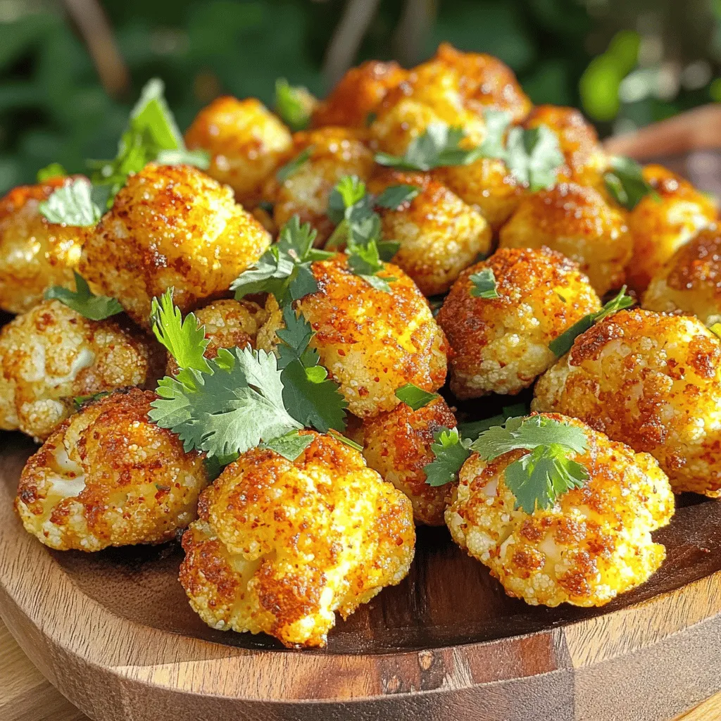 - 1 mittelgroßer Kopf Blumenkohl - 3 Esslöffel Olivenöl - Gewürze und Salz Die Hauptzutaten sind einfach zu finden. Der Blumenkohl ist das Herzstück dieses Rezepts. Wähle einen frischen Kopf, der fest und ohne braune Stellen ist. Olivenöl bringt gesunde Fette und hilft beim Rösten. Gewürze wie Paprika und Cayennepfeffer geben den Bissen ihren scharfen Kick. Salz verstärkt den Geschmack. - Honig oder Ahornsirup - Frischer Koriander oder Petersilie Diese optionalen Zutaten bringen eine süße Note. Honig oder Ahornsirup balancieren die Schärfe der Gewürze. Frischer Koriander oder Petersilie sorgt für einen schönen Farbkontrast und zusätzlichen Geschmack. Beide Kräuter sind leicht zu finden und machen das Gericht lebendiger. - Backblech mit Backpapier - Große Schüssel Ein Backblech mit Backpapier hilft, das Ankleben zu verhindern und die Reinigung zu erleichtern. Eine große Schüssel ist wichtig, um den Blumenkohl gut mit der Marinade zu vermischen. Diese Utensilien sind einfach in der Küche zu finden und machen das Kochen einfacher. Für die vollständige Anleitung und die Zubereitung verwende das Rezept für würzige geröstete Blumenkohlbissen. Heize deinen Ofen auf 220 °C vor. So werden die Blumenkohlbissen schön knusprig. In einer großen Schüssel mische 3 Esslöffel Olivenöl mit den Gewürzen. Füge 1 Teelöffel geräuchertes Paprikapulver, 1 Teelöffel Knoblauchpulver, 1 Teelöffel Zwiebelpulver, 1/2 Teelöffel Cayennepfeffer, 1 Teelöffel Salz und 1/2 Teelöffel schwarzen Pfeffer hinzu. Rühre gut um, bis alles vermischt ist. Dann gib 1 Esslöffel Honig oder Ahornsirup und 1 Esslöffel Apfelessig dazu. Das macht die Marinade süß und sauer. Nimm einen mittelgroßen Kopf Blumenkohl und teile ihn in kleine Röschen. Achte darauf, dass sie gleich groß sind. So garen sie gleichmäßig. Gib die Röschen in die Schüssel mit der Marinade. Wende sie gut, bis jedes Stück bedeckt ist. Jedes Röschen soll die würzige Mischung gut aufnehmen. Verteile die Blumenkohlröschen auf ein Backblech, das du mit Backpapier ausgelegt hast. Stelle sicher, dass sie nicht übereinanderliegen. Röste die Röschen im Ofen für 25 bis 30 Minuten. Nach 15 Minuten wende die Röschen vorsichtig. Das sorgt dafür, dass sie von allen Seiten schön goldbraun werden. Überprüfe die Garzeit, damit sie zart, aber nicht matschig sind. Nach dem Rösten lasse die Blumenkohlbissen kurz abkühlen. Sie sind jetzt bereit, serviert zu werden! Schau dir die [Full Recipe] für weitere Details an. - Die richtige Temperatur: Heize den Ofen auf 220 °C vor. Diese hohe Temperatur sorgt dafür, dass die Blumenkohlbissen schön knusprig werden. Wenn der Ofen zu kalt ist, dampfen sie statt zu rösten. - Optimale Garzeit: Röste die Blumenkohlbissen 25 bis 30 Minuten. Wende sie in der Mitte der Garzeit. So werden sie gleichmäßig goldbraun und zart. Achte darauf, dass sie nicht zu lange im Ofen bleiben. - Anpassung der Schärfe: Du kannst die Schärfe ganz nach deinem Geschmack anpassen. Für milde Bissen verwende weniger Cayennepfeffer. Für mehr Schärfe, füge einfach mehr hinzu. - Weitere Gewürzempfehlungen: Experimentiere mit anderen Gewürzen. Kümmel, Kreuzkümmel oder italienische Kräuter geben den Bissen einen neuen Twist. Sei kreativ und finde deine Lieblingsmischung. - Dipsaucen und Snacks: Serviere die Blumenkohlbissen mit einem scharfen Dip. Joghurt- oder Avocado-Dips passen gut dazu. Sie bringen frische Aromen und ergänzen die Schärfe. - Servieroptionen: Du kannst die Blumenkohlbissen auch als Beilage zu Hauptgerichten nutzen. Sie passen gut zu Reis, Quinoa oder sogar als Teil eines Salates. Probiere es aus und genieße die Vielfalt! {{image_4}} Für eine vegane Variante kannst du Kokosöl verwenden. Es gibt deinem Blumenkohl einen tollen Geschmack. Du kannst den Honig durch Ahornsirup ersetzen. So bleibt das Gericht süß und pflanzlich. Die meisten Zutaten sind glutenfrei. Achte darauf, dass die Gewürze ebenfalls glutenfrei sind. Das ist wichtig, wenn du Zöliakie hast oder Gluten vermeidest. Du kannst auch andere Gemüse hinzufügen. Brokkoli, Karotten oder Paprika passen gut. Diese bringen Farbe und Vielfalt auf den Teller. Schneide sie in ähnliche Stücke wie den Blumenkohl. Das sorgt für ein gleichmäßiges Garen. So hast du ein buntes und gesundes Gericht. Für das vollständige Rezept von würzigen gerösteten Blumenkohlbissen, schau dir den Abschnitt mit dem vollständigen Rezept an. Wenn du Blumenkohlbissen übrig hast, bewahre sie im Kühlschrank auf. Lege sie in einen luftdichten Behälter. So bleiben sie frisch. Sie halten sich dort etwa 3 bis 5 Tage. Für die Tiefkühloption kannst du die Blumenkohlbissen nach dem Rösten abkühlen lassen. Lege sie dann in einen Gefrierbeutel. Drücke die Luft heraus und schließe den Beutel gut. So kannst du sie bis zu 3 Monate aufbewahren. Wenn du die Blumenkohlbissen aufwärmen möchtest, kannst du die Mikrowelle oder den Ofen verwenden. Die Mikrowelle ist schnell. Stelle die Bissen auf einen Teller und erhitze sie 1–2 Minuten. Der Ofen gibt den Bissen mehr Knusprigkeit zurück. Heize ihn auf 180 °C vor. Lege die Bissen auf ein Backblech und wärme sie 10–15 Minuten. So schmecken sie fast wie frisch zubereitet. Achte darauf, die Blumenkohlbissen gut zu lagern. Im Kühlschrank bleiben sie 3 bis 5 Tage frisch. Wenn du sie länger aufbewahren möchtest, friere sie ein. Bevor du sie isst, prüfe immer den Geruch und das Aussehen. Wenn sie schlecht aussehen oder riechen, wirf sie weg. Das ist wichtig, um gesund zu bleiben. Die Blumenkohlbissen sind im Kühlschrank bis zu fünf Tage haltbar. Lagere sie in einem luftdichten Behälter. So bleiben sie frisch und knusprig. Wenn du sie länger aufbewahren möchtest, friere sie ein. Achte darauf, sie gut einzupacken, damit sie nicht austrocknen. Ja, du kannst die Blumenkohlbissen im Voraus zubereiten. Bereite die Marinade vor und wende die Röschen. Lass sie dann im Kühlschrank für ein paar Stunden ziehen. Du kannst sie auch vollständig backen und später aufwärmen. Achte darauf, sie im Kühlschrank zu lagern. Ja, diese Blumenkohlbissen sind vegetarisch. Alle Zutaten sind pflanzlich. Wenn du vegane Optionen suchst, ersetze den Honig durch Ahornsirup. Die Gewürze sind ebenfalls vegetarisch. Du kannst sie nach Belieben anpassen. Für eine glutenfreie Variante achte auf die Gewürze. Sie sind ideal für alle, die auf Fleisch verzichten möchten. Blumenkohlbissen sind einfach und lecker. Der Hauptbestandteil ist Blumenkohl, der mit Olivenöl und Gewürzen mariniert wird. Du hast verschiedene Optionen, wie Honig oder frische Kräuter, um den Geschmack zu verfeinern. Es ist wichtig, die richtige Temperatur und Garzeit zu beachten, um knusprige Bissen zu erhalten. Du kannst auch Variationen ausprobieren, wie vegane oder glutenfreie Optionen. Denke daran, die Reste gut aufzubewahren. Diese zusätzlichen Tipps helfen dir, die Blumenkohlbissen perfekt zuzubereiten. Viel Spaß beim Ausprobieren!