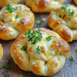 Für leckere Knoblauchknoten brauchst du einige Hauptzutaten. Diese sind einfach zu finden und machen dein Gericht besonders. Hier sind die Zutaten: - 450 g Pizzateig (fertig gekauft oder selbstgemacht) - 60 g ungesalzene Butter, geschmolzen - 4 Knoblauchzehen, fein gehackt - 1 Teelöffel italienische Gewürzmischung - 50 g geriebener Parmesan - 50 g geriebener Mozzarella - Frische Petersilie, gehackt (zum Garnieren) - Salz nach Geschmack Die richtige Würze macht den Unterschied. Du kannst mit verschiedenen Gewürzen experimentieren. Neben der italienischen Gewürzmischung kannst du auch Oregano oder Basilikum nutzen. Diese Kräuter verleihen den Knoten ein tolles Aroma. Käse ist ebenfalls wichtig. Parmesan hat einen kräftigen Geschmack, perfekt für Knoblauchknoten. Mozzarella sorgt für eine schöne, schmelzende Textur. Du kannst auch andere Käsesorten ausprobieren, wie Cheddar oder Gouda, je nach Vorliebe. Die Wahl des Pizzateigs beeinflusst dein Endergebnis. Du kannst fertigen Teig kaufen oder ihn selbst machen. Wenn du ihn selbst machst, achte auf die Zutaten. Mehl, Wasser, Hefe und Salz sind wichtig. Der Teig sollte gut durchgeknetet werden, damit er schön luftig wird. Fertiger Teig ist eine schnelle Lösung. Achte darauf, dass er frisch ist. Überprüfe das Haltbarkeitsdatum. Du kannst auch glutenfreien Teig wählen, wenn du eine glutenfreie Option benötigst. Wenn du diese Zutaten und Tipps beachtest, wird dein Rezept ganz sicher ein Hit. Für das volle Rezept schau dir die vollständige Anleitung an: [Full Recipe]. Zuerst brauchst du Pizzateig. Du kannst ihn kaufen oder selbst machen. Wenn du selbst machst, mische Mehl, Wasser, Hefe und eine Prise Salz. Knete den Teig gut durch, bis er glatt ist. Lass ihn dann an einem warmen Ort gehen, bis er sich verdoppelt hat. Das dauert etwa eine Stunde. Rolle den Teig auf einer bemehlten Fläche aus. Er sollte ein Rechteck von etwa einem Zentimeter dick sein. Schneide ihn in Streifen von 2,5 cm Breite und 12,5 cm Länge. Nimm einen Streifen, forme ihn zu einem Knoten, indem du die Enden überkreuzt und unter den Knoten tuckst. Lege die Knoten auf ein Backblech, das mit Backpapier ausgelegt ist. In einer kleinen Schüssel vermischst du geschmolzene Butter, gehackten Knoblauch, italienische Gewürze und eine Prise Salz. Rühre alles gut um. Bestreiche jeden Knoten großzügig mit der Mischung. Hebe etwas von der Knoblauchbutter auf, um die Knoten nach dem Backen zu beträufeln. Backe die Knoten bei 200°C für 12 bis 15 Minuten. Sie sollten goldbraun sein und lecker duften. Um perfekte Knoblauchknoten zu machen, achte auf den Teig. Der Pizzateig sollte weich, aber nicht klebrig sein. Wenn du ihn ausrollst, benutze genügend Mehl. Das hilft, dass der Teig nicht anklebt. Achte darauf, die Knoten gleichmäßig zu formen. Jeder Knoten sollte gleich groß sein, damit sie gleichmäßig backen. Die Knoblauch-Butter-Mischung sollte frisch und warm sein. So ziehen die Aromen besser in die Knoten ein. Wenn die Knoten zu fest werden, kann das an zu viel Mehl liegen. Achte darauf, den Teig nicht zu stark zu bearbeiten. Wenn du beim Ausrollen zu viel Mehl verwendest, wird der Teig hart. Ein anderer Grund kann zu langes Backen sein. Überprüfe die Knoten nach 12 Minuten. Wenn sie goldbraun sind, nimm sie sofort heraus. Du kannst auch etwas Wasser in den Ofen sprühen, um Dampf zu erzeugen. Das macht die Knoten weicher. Du kannst die Knoblauchknoten leicht anpassen. Probiere, verschiedene Käsesorten zu verwenden. Füge Feta oder Cheddar hinzu, um neue Aromen zu entdecken. Auch frische Kräuter wie Rosmarin oder Thymian bringen einen tollen Geschmack. Du kannst die Knoblauchmenge anpassen, je nach Vorliebe. Für eine scharfe Note kannst du etwas Chili oder Paprika verwenden. Jede Variante macht die Knoten einzigartig und lecker! {{image_4}} Käse macht Knoblauchknoten besonders lecker. Du kannst verschiedene Käsesorten ausprobieren. Probiere zum Beispiel Feta oder Gouda. Beide verleihen einen tollen Geschmack. Ein Mix aus mehreren Käsesorten bringt noch mehr Vielfalt. Parmesan, Mozzarella und Cheddar harmonieren gut zusammen. Wenn du experimentierfreudig bist, füge auch Blauschimmelkäse hinzu. Der kräftige Geschmack kann deine Knoten aufpeppen. Wenn du vegan oder glutenfrei essen möchtest, gibt es gute Alternativen. Für vegane Knoblauchknoten verwende pflanzliche Butter und veganen Käse. Viele Produkte sind mittlerweile sehr lecker. Glutenfreier Pizzateig ist ebenfalls erhältlich. Schau in deinem Supermarkt nach. Achte darauf, dass alle Zutaten wirklich glutenfrei sind. So kannst du die Knoten genießen, ohne Sorgen zu haben. Kräuter und Gewürze bringen neuen Schwung in deine Knoblauchknoten. Frischer Oregano oder Thymian passt gut. Diese Kräuter geben einen tollen Aroma. Du kannst auch etwas Chili oder Paprika hinzufügen, wenn du es scharf magst. Experimentiere auch mit geräuchertem Paprika für einen besonderen Geschmack. Mit diesen kleinen Änderungen machst du deine Knoten einzigartig und spannend. Um die Knoblauchknoten frisch zu halten, lege sie in einen luftdichten Behälter. Du kannst auch ein Stück Küchenpapier dazulegen, um Feuchtigkeit aufzunehmen. So bleiben sie knusprig. Lagere die Knoten bei Raumtemperatur. Sie halten sich so zwei bis drei Tage. Wenn du die Knoblauchknoten länger aufbewahren möchtest, friere sie ein. Lass die Knoten zuerst abkühlen. Lege sie dann in einen Gefrierbeutel. Achte darauf, die Luft herauszudrücken. So bleibst du auf der sicheren Seite. Zum Aufwärmen, nimm die Knoten aus dem Gefrierfach und lasse sie bei Raumtemperatur auftauen. Danach kannst du sie im Ofen bei 180°C für etwa 10 Minuten aufbacken. So werden sie wieder knusprig. Die Haltbarkeit der Knoblauchknoten hängt von der Lagerung ab. Bei Zimmertemperatur bleiben sie zwei bis drei Tage frisch. Im Kühlschrank halten sie sich etwa eine Woche. Wenn du sie einfrierst, sind sie bis zu drei Monate haltbar. Achte darauf, die Knoten vor direkter Hitze zu schützen. So bleiben sie schmackhaft und lecker. Die Knoblauchknoten backen in etwa 12 bis 15 Minuten. Du willst sie goldbraun und knusprig haben. Achte darauf, sie nicht zu lange im Ofen zu lassen. So bleiben sie weich und lecker. Ja, du kannst den Pizzateig selbst machen. Mische Mehl, Wasser, Hefe, und Salz. Lass den Teig dann ruhen, bis er aufgeht. Dies gibt dir die Freiheit, den Teig nach deinem Geschmack anzupassen. Ein häufiger Fehler ist, den Teig zu fest zu kneten. Das macht die Knoten zäh. Ein weiterer Fehler ist, die Knoblauchbutter nicht gleichmäßig zu verteilen. So schmecken manche Knoten weniger gut. Ja, du kannst die Knoten vorbereiten und im Kühlschrank lagern. So sparst du Zeit, wenn du sie backen willst. Du kannst sie auch einfrieren und später aufbacken. Serviere die Knoblauchknoten mit Marinara-Sauce oder einem frischen Salat. Das ergänzt den Geschmack der Knoten sehr gut. Das Rezept ergibt etwa 12 Knoten. Das reicht gut für eine kleine Gruppe oder einen Snack. Du kannst die Menge leicht verdoppeln, wenn du mehr Leute hast. Für das vollständige Rezept schaue bitte in den Abschnitt "Zutaten". Selbstgemachte Knoblauchknoten sind einfach und lecker. In diesem Blogbeitrag habe ich die Hauptzutaten und die Zubereitung erklärt. Du hast gelernt, wie man den perfekten Pizzateig auswählt und was du beachten musst, um die Knoten perfekt hinzubekommen. Variationen wie vegane oder glutenfreie Optionen bieten viele Möglichkeiten. Denk daran, die Knoblauchknoten gut zu lagern und aufzuwärmen. Mit meinen Tipps bist du bereit für deinen nächsten Snack. Probiere es aus und genieße jeden Biss!
