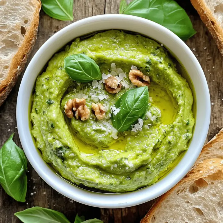 Um Avocado-Basilikum-Pesto zuzubereiten, benötigen wir einige frische Zutaten. Diese sind wichtig für den Geschmack und die Konsistenz. Die Hauptzutaten sind: - 2 reife Avocados, entkernt und geschält - 1 Tasse frische Basilikumblätter - 1/4 Tasse Walnüsse (alternativ Pinienkerne) - 2 Knoblauchzehen, fein gehackt - 1/4 Tasse frisch geriebener Parmesan - 2 Esslöffel Zitronensaft - 1/4 Tasse Olivenöl - Salz und Pfeffer nach Geschmack Die genauen Mengen sind entscheidend für ein gelungenes Pesto. Hier sind die Mengenangaben für jede Zutat: - Avocados: Zwei reife Avocados sind perfekt. - Basilikum: Eine ganze Tasse frische Blätter bringt viel Aroma. - Nüsse: Ein Viertel Tasse Walnüsse oder Pinienkerne gibt die nötige Textur. - Knoblauch: Zwei Knoblauchzehen sorgen für den richtigen Kick. - Parmesan: Ein Viertel Tasse frisch geriebener Parmesan ist wichtig für den Geschmack. - Zitronensaft: Zwei Esslöffel Zitronensaft machen das Pesto frisch. - Olivenöl: Ein Viertel Tasse Olivenöl sorgt für die cremige Konsistenz. - Salz und Pfeffer: Nach Geschmack hinzufügen, um das Pesto zu verfeinern. Frische Zutaten sind der Schlüssel zu einem großartigen Pesto. Achte darauf, dass die Avocados reif sind. Sie sollten leicht drückbar sein. Die Basilikumblätter sollten grün und knackig sein. Frische Nüsse sind auch wichtig. Sie haben mehr Geschmack als alte Nüsse. Wenn du frischen Parmesan verwendest, schmeckt das Pesto noch besser. Vermeide geriebenen Käse aus dem Supermarkt, der oft Zusatzstoffe hat. Für die beste Qualität, kaufe die Zutaten auf dem Markt oder im Bio-Laden. Zuerst müssen Sie die Zutaten sammeln. Hier sind die Hauptzutaten für das Avocado-Basilikum-Pesto: - 2 reife Avocados, entkernt und geschält - 1 Tasse frische Basilikumblätter - 1/4 Tasse Walnüsse (alternativ Pinienkerne) - 2 Knoblauchzehen, fein gehackt - 1/4 Tasse frisch geriebener Parmesan - 2 Esslöffel Zitronensaft - 1/4 Tasse Olivenöl - Salz und Pfeffer nach Geschmack Stellen Sie sicher, dass die Avocados reif sind. Dies sorgt für einen vollen, cremigen Geschmack. Waschen Sie die Basilikumblätter gut. Jetzt geht es an die Zubereitung. Geben Sie die vorbereiteten Zutaten in eine Küchenmaschine. Pulsieren Sie die Mischung einige Male. So verbinden sich die Zutaten grob. Lassen Sie die Küchenmaschine laufen. Träufeln Sie langsam das Olivenöl ein. Dies hilft, eine glatte und cremige Konsistenz zu erreichen. Vergessen Sie nicht, die Seiten abzukratzen. So stellen Sie sicher, dass alles gut vermischt ist. Probieren Sie das Pesto. Schmecken Sie es ab und würzen Sie mit Salz und Pfeffer. Mögen Sie es frischer? Fügen Sie mehr Zitronensaft hinzu. Wenn Sie eine dickere Konsistenz mögen, lassen Sie es so. Für eine dünnere Konsistenz fügen Sie etwas Wasser oder mehr Olivenöl hinzu. Übertragen Sie das Pesto in einen luftdichten Behälter. Stellen Sie es in den Kühlschrank, wenn Sie es nicht sofort verwenden. Das ist die schnelle und gesunde Zubereitung des Avocado-Basilikum-Pestos, das Sie lieben werden! Um den besten Geschmack zu erreichen, wähle reife Avocados. Diese sind cremig und lecker. Frische Basilikumblätter bringen viel Aroma. Verwende eine gute Qualität Olivenöl. Es macht einen großen Unterschied. Füge zum Schluss etwas Zitronensaft hinzu. Das hebt den Geschmack hervor. Eine Küchenmaschine ist ideal für das Pesto. Sie sorgt für eine glatte Textur. Du brauchst auch einen guten Löffel, um die Zutaten abzukratzen. Ein Messbecher hilft dir, die Mengen genau zu messen. Ein scharfes Messer ist wichtig für den Knoblauch. Ein häufiger Fehler ist, zu viel Öl hinzuzufügen. Das macht das Pesto schwer. Füge das Öl langsam hinzu, bis die Konsistenz stimmt. Ein weiterer Fehler ist, zu wenig Salz zu verwenden. Das Pesto braucht etwas Würze. Probiere es immer wieder, um sicherzustellen, dass es dir schmeckt. Wenn das Pesto zu dick wird, kannst du etwas Wasser oder mehr Öl hinzufügen. Für die vollständige Anleitung schau dir das Full Recipe an. {{image_4}} Du kannst Avocado-Basilikum-Pesto auch vegan machen. Lass einfach den Parmesan weg. Ersetze ihn durch Hefeflocken. Diese bringen einen käsigen Geschmack. Sie sind auch sehr gesund. Du bekommst damit die nötige Umami-Note. Möchtest du das Pesto aufpeppen? Füge mehr Knoblauch hinzu für einen scharfen Kick. Du kannst auch getrocknete Tomaten oder Chili verwenden. Diese Zutaten bringen Farbe und Geschmack. Wenn du es süßer magst, probiere Honig oder Agavendicksaft. Das gibt deinem Pesto eine neue Dimension. Experimentiere mit verschiedenen Nüssen. Mandeln oder Cashews sind tolle Alternativen. Sie geben dem Pesto eine andere Textur. Du kannst auch andere Kräuter nutzen. Minze oder Petersilie verleihen frische Aromen. Das macht dein Pesto einzigartig und interessant. Wenn du mehr über das Rezept erfahren möchtest, schau dir die [Full Recipe] an. Um dein Avocado-Basilikum-Pesto frisch zu halten, verwende einen luftdichten Behälter. Fülle den Behälter bis zum Rand, damit wenig Luft hinein kommt. Das hilft, Oxidation zu vermeiden und die grüne Farbe zu erhalten. Du kannst auch eine dünne Schicht Olivenöl oben drauf gießen. Das schützt das Pesto und bewahrt den Geschmack. Im Kühlschrank hält sich dein Pesto etwa 3 bis 5 Tage. Achte darauf, es gut abzudecken. Wenn du siehst, dass sich eine braune Schicht bildet, kannst du diese einfach abkratzen. Das Pesto ist trotzdem sicher zu essen. Schmecke es vor der Verwendung ab. Wenn der Geschmack schwächer ist, füge etwas mehr Zitronensaft hinzu. Wenn du mehr Pesto hast, kannst du es gut einfrieren. Teile das Pesto in Portionen auf. Verwende Eiswürfelschalen oder kleine Behälter. Das macht es einfach, nur die Menge aufzutauen, die du brauchst. Im Gefrierfach hält sich das Pesto bis zu 6 Monate. Um es zu verwenden, lasse es einfach im Kühlschrank auftauen. Wenn du es eilig hast, kannst du auch die Mikrowelle nutzen. Die Zubereitung des Pestos dauert nur etwa 10 Minuten. Du musst einfach die Zutaten in die Küchenmaschine geben und mixen. Die schnelle Zubereitung macht es zu einem idealen Rezept für stressige Tage. Du kannst das Pesto in der Zeit machen, die du brauchst, um Wasser für die Pasta zu kochen. Ja, du kannst das Pesto auch ohne Nüsse zubereiten. Wenn du Allergien hast oder Nüsse nicht magst, lasse sie einfach weg. Das Pesto wird trotzdem lecker und cremig sein. Du kannst auch Sonnenblumenkerne oder gar nichts verwenden. Die Avocado sorgt für die nötige Konsistenz. Avocado-Basilikum-Pesto ist vielseitig einsetzbar. Du kannst es mit Pasta, auf Brot oder als Dip verwenden. Es schmeckt auch gut zu gegrilltem Gemüse oder Fisch. Versuche es als Sauce für Pizza oder als Dressing für einen Salat. Du wirst erstaunt sein, wie viele Gerichte damit besser schmecken. Für das vollständige Rezept schau dir den [Full Recipe] an. Avocado-Basilikum-Pesto ist einfach und lecker. Wir haben die besten Zutaten und Mengen geteilt. Die Schritt-für-Schritt-Anleitung hilft dir, es leicht selbst zu machen. Mit unseren Tipps hast du immer den besten Geschmack. Variationen sorgen für neuen Schwung, und die Lagerung ist einfach. Denke daran, das Pesto gut zu bewahren, damit es frisch bleibt. Probiere verschiedene Kombinationen aus und finde deinen Favoriten! Viel Spaß beim Kochen und Genießen!