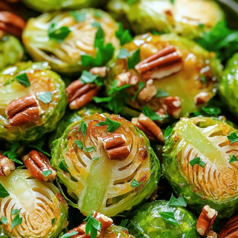 Um leckere Honig-Senf-Röstbare Rosenkohl zuzubereiten, brauchst du einige einfache Zutaten. Diese Zutaten machen das Gericht gesund und schmackhaft. Hier sind die Hauptzutaten: - 450 g Rosenkohl, geputzt und halbiert - 3 Esslöffel Honig - 2 Esslöffel Dijon-Senf - 2 Esslöffel Olivenöl - 1 Teelöffel Knoblauchpulver - Salz und Pfeffer nach Geschmack Diese Zutaten sind leicht zu finden und machen das Gericht besonders lecker. Du kannst auch einige optionale Zutaten hinzufügen, um den Geschmack zu variieren. Sie sind nicht nötig, aber sie können das Gericht aufpeppen. Hier sind die optionalen Zutaten: - 60 g Pekannüsse, gehackt - Frische Petersilie, gehackt (zum Garnieren) Die gehackten Pekannüsse geben einen tollen Crunch. Die frische Petersilie sieht nicht nur gut aus, sie bringt auch frische Aromen. Die Nährwerte sind wichtig, wenn du auf eine gesunde Ernährung achtest. Eine Portion hat ungefähr: - Kalorien: 180 - Fett: 10 g - Kohlenhydrate: 20 g - Eiweiß: 4 g Diese Nährwerte können variieren, je nachdem, ob du die optionalen Zutaten verwendest. Du kannst die Portionen anpassen, um die Werte zu ändern. Für die vollständige Rezeptanleitung, klicke auf den Link zur [Full Recipe]. Zuerst sammeln wir alle Zutaten. Du brauchst frischen Rosenkohl und einige einfache Grundzutaten. Hier sind die Hauptzutaten, die du benötigst: - 450 g Rosenkohl, geputzt und halbiert - 3 Esslöffel Honig - 2 Esslöffel Dijon-Senf - 2 Esslöffel Olivenöl - 1 Teelöffel Knoblauchpulver - Salz und Pfeffer nach Geschmack - 60 g Pekannüsse, gehackt (optional) - Frische Petersilie, gehackt (zum Garnieren) Wasche den Rosenkohl gründlich. Schneide die Enden ab und halbiere jeden Kopf. So wird der Rosenkohl gleichmäßig gar. Du kannst die Pekannüsse vorbereiten, falls du sie verwenden möchtest. Jetzt kommen wir zur Honig-Senf-Mischung. Nimm eine kleine Schüssel und füge den Honig, Dijon-Senf, Olivenöl, Knoblauchpulver, Salz und Pfeffer hinzu. Rühre alles gut zusammen. Diese Mischung wird deinem Rosenkohl viel Geschmack geben. Sie sollte schön cremig und gleichmäßig sein. Heize jetzt deinen Ofen auf 200°C vor. Nimm eine große Schüssel und lege die halbierten Rosenkohlhälften hinein. Gieße die Honig-Senf-Mischung darüber. Mische alles gut, sodass jede Hälfte bedeckt ist. Verteile dann die marinierten Rosenkohlhälften auf ein mit Backpapier ausgelegtes Blech. Achte darauf, dass sie in einer einzigen Schicht liegen. Wenn du Pekannüsse verwendest, streue sie jetzt gleichmäßig darüber. Röste die Rosenkohlhälften für 20 bis 25 Minuten. Wende sie nach der Hälfte der Zeit, damit sie gleichmäßig garen. Sie sind fertig, wenn sie zart und leicht karamellisiert sind. Lass sie kurz abkühlen und garniere sie vor dem Servieren mit frischer Petersilie. Für die vollständige Anleitung und die genauen Schritte, schaue dir das [Full Recipe] an. Um die besten Honig-Senf-Röstbaren Rosenkohl zu machen, achte auf die Größe. Halbiere die Rosenkohl gleichmäßig. So garen sie gleichmäßig. Verteile die Rosenkohlhälften gut auf dem Blech. Lasse genug Platz, damit die heiße Luft zirkulieren kann. Das macht die Rosenkohl knuspriger. Röstaromen sind der Schlüssel für einen tollen Geschmack. Röste die Rosenkohl bei hoher Temperatur. 200°C ist ideal. Wende sie in der Mitte der Zeit. So bräunen sie gleichmäßig. Wenn du Pekannüsse hinzufügst, rösten sie in den letzten fünf Minuten mit. Das gibt extra Crunch und Aroma. Garnieren macht das Gericht lebendig. Frische Petersilie bringt Farbe und Geschmack. Du kannst auch geröstete Mandeln oder Parmesan verwenden. Für einen extra Kick, füge einen Spritzer Zitronensaft hinzu. Das macht das Gericht frisch und lecker. Für die vollständige Rezeptanleitung, sieh dir das [Full Recipe] an. {{image_4}} Wenn du eine vegane Option suchst, ersetze den Honig durch Ahornsirup oder Agavendicksaft. Beide geben eine süße Note. Du kannst auch veganen Senf verwenden. So bleibt das Gericht ganz pflanzlich und lecker. Füge geröstete Kichererbsen hinzu für mehr Protein. Sie geben auch einen tollen Crunch. Du kannst auch geriebenen Parmesan oder Feta-Käse verwenden, wenn du nicht vegan bist. Diese Käsesorten bringen einen herzhaften Geschmack. Experimentiere mit verschiedenen Senfsorten, um den Geschmack zu verändern. Zum Beispiel gibt es scharfen Senf für mehr Biss. Oder benutze Honigsenf für eine süßere Note. Jedes Mal, wenn du eine neue Sorte ausprobierst, kann das Gericht ganz anders schmecken. Diese Variationen machen dein Essen spannend. Du kannst die Honig-Senf-Röstbare Rosenkohl immer wieder neu entdecken. Weitere Ideen findest du in der [Full Recipe]. Um Reste von Honig-Senf-Röstbarem Rosenkohl zu lagern, lassen Sie sie zuerst abkühlen. Dann packen Sie die Reste in einen luftdichten Behälter. Stellen Sie sicher, dass der Behälter gut verschlossen ist. So bleiben die Aromen frisch. Reste können auch in Frischhaltefolie gewickelt werden. Wenn Sie die Reste aufwärmen, verwenden Sie den Ofen. Heizen Sie den Ofen auf 180°C vor. Legen Sie die Reste auf ein Backblech. Rösten Sie sie für etwa 10-15 Minuten. So schmecken sie fast wie frisch zubereitet. Alternativ können Sie die Reste auch in der Mikrowelle aufwärmen. Dabei sollten Sie sie in kurzen Intervallen erwärmen. Im Kühlschrank bleiben Reste bis zu 3 Tage frisch. Achten Sie darauf, sie gut zu lagern. Wenn Sie die Reste länger aufbewahren möchten, frieren Sie sie ein. So können sie bis zu 2 Monate halten. Denken Sie daran, sie vor dem Verzehr aufzutauen. Die Zubereitung von Honig-Senf-Röstbarem Rosenkohl dauert insgesamt etwa 35 Minuten. Die Vorbereitungszeit beträgt 10 Minuten. Die Röstzeit im Ofen liegt bei 20 bis 25 Minuten. Dies macht unser Rezept schnell und einfach. Perfekt für ein schnelles Abendessen! Ja, du kannst gefrorenen Rosenkohl verwenden. Allerdings ist es wichtig, ihn vorher aufzutauen. Dadurch erhältst du eine bessere Textur. Wenn du gefrorenen Rosenkohl verwendest, verringere die Röstzeit um ein paar Minuten. Achte darauf, dass sie schön knusprig sind und nicht matschig werden. Honig-Senf-Röstbare Rosenkohl passen zu vielen Beilagen. Du kannst sie mit gebratenem Hähnchen servieren. Auch Lachs oder ein saftiges Steak sind tolle Optionen. Wenn du eine vegetarische Beilage suchst, probiere sie mit Quinoa oder einem frischen Salat. Diese Kombinationen machen dein Essen besonders lecker. Der Blogbeitrag hat die Hauptzutaten für Honig-Senf-Röstbare Rosenkohl und deren Nährwerte vorgestellt. Ich habe die Zubereitung Schritt für Schritt erklärt und wertvolle Tipps gegeben, um den Geschmack zu maximieren. Variationen und Lagerungshinweise bieten zusätzliches Know-how. Diese Röstgemüse sind lecker und einfach zuzubereiten. Experimentiere mit verschiedenen Senfsorten und Garnierungen, um deinen perfekten Rosenkohl zu finden. Vertraue den Rezepten und genieße die Vielfalt, die du kreieren kannst.